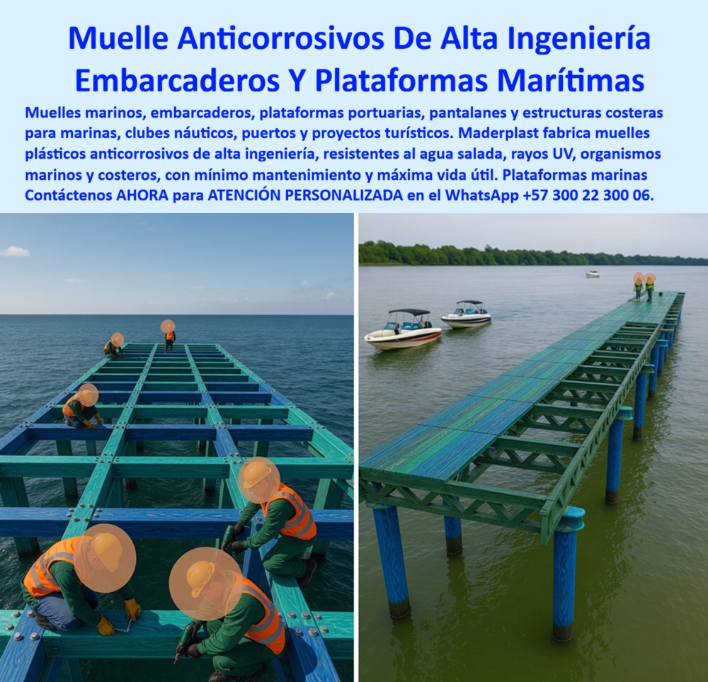 Muelles Marinos Anticorrosivos, Embarcaderos Marítimos Maderplast - Muelles Marinos Anticorrosivos Maderplast: Alta Ingeniería en Embarcaderos y Plataformas Marítimas Meta Descripción: Muelles marinos anticorrosivos Maderplast, embarcaderos marítimos y pantalanes plásticos para marinas resistentes al agua salada y oleaje. Plataformas embarcadas modulares de alta ingeniería para proyectos fluviales y portuarios sin podredumbre ni costos de mantenimiento. Los muelles marinos anticorrosivos Maderplast lideran la transformación tecnológica en infraestructura costera, portuaria y fluvial, ofreciendo una estructura sintética inalterable frente a la severidad del ambiente salino. En el panel izquierdo de la imagen se observa a un grupo de operarios ensamblando un entramado estructural azul sobre el mar abierto, atornillando vigas y travesaños sintéticos sin riesgo de corrosión. En el panel derecho se aprecia la plataforma embarcadero finalizada internándose en el agua, sostenida por pilotes azules e integrando cubiertas verdes antideslizantes sobre las cuales atracan embarcaciones. Esta ingeniería plástica elimina la podredumbre, el astillamiento y el ataque de moluscos o xilófagos marinos, garantizando que Maderplast sea el fabricante especializado que convierte proyectos marinos en realidades duraderas. En proyectos donde la construcción costera requiere pantalanes plásticos para marinas y muelles modulares marítimos resistentes al oleaje, la madera tratada y el acero galvanizado presentan graves deficiencias a corto plazo. La justificación técnica para implementar muelles plásticos agua salada y embarcaderos fluviales en sistemas modulares Maderplast radica en la inmunidad total del polímero técnico ante la humedad constante, los rayos ultravioleta y la radiación solar extrema. A diferencia del metal que se oxida y se descascara, o de la madera que absorbe agua, aumenta de peso y se pudre, las plataformas embarcaderos Maderplast se mantienen estructuralmente estables, seguras para el tránsito peatonal y libres de astillas o grietas. Desde un análisis económico y de ingeniería portuaria, las soluciones marinas Maderplast optimizan radicalmente el costo total de propiedad frente a las alternativas de la competencia. Los embarcaderos tradicionales de bajo costo aparente ocultan sobrecostos periódicos por cambio de maderas podridas, aplicación de barnices tóxicos, sustitución de herrajes oxidados, paradas operativas y demandas por accidentes peatonales. La inversión en infraestructura marítima Maderplast representa una construcción inteligente con cero gastos de mantenimiento y vida útil proyectada a décadas, reduciendo los costos operativos del muelle hasta en un ochenta por ciento frente a opciones convencionales. Maderplast respalda sus desarrollos marinos bajo normativas industriales internacionales con certificación ISO 9001 en diseño y desarrollo de productos e ISO 14001 en gestión ambiental. "DIRECTOR DE OPERACIONES PORTUARIAS: 'La instalación de los pantalanes y muelles modulares Maderplast en nuestro club náutico eliminó por completo el mantenimiento anual por pudrición e interrupción de servicios. Las plataformas soportan el impacto de embarcaciones y el oleaje sin un solo daño; la inversión se amortiza rápidamente y contamos con trazabilidad total mediante facturación auditada'." La oferta de infraestructura costera dispone de ensayos de laboratorio certificados por la ONAC, fichas técnicas descargables, planos acotados en milímetros y atención inmediata para solicitudes de cotización, personalización, prototipos y producción en serie. Para asegurar la solución exacta que se adapta a su proyecto náutico como la zapatilla de la Cenicienta, Contáctenos ahora mismo por WhatsApp y reciba atención personalizada de un asesor especializado: +57 300 22 300 06. muelles plásticos agua salada, Pantalanes plásticos para marinas, muelles modulares marítimos oleaje, embarcaderos fluviales sistemas modulares, plataformas embarcaderos Muelles Marinos Anticorrosivos Embarcaderos Marítimos Maderplast muelles plásticos agua salada Pantalanes plásticos para marinas muelles modulares marítimos oleaje embarcaderos fluviales sistemas modulares plataformas embarcaderos Muelles Marinos Anticorrosivos Maderplast: Alta Ingeniería en Embarcaderos y Plataformas Marítimas Meta Descripción: Muelles marinos anticorrosivos Maderplast, embarcaderos marítimos y pantalanes plásticos para marinas resistentes al agua salada y oleaje. Plataformas embarcadas modulares de alta ingeniería para proyectos fluviales y portuarios sin podredumbre ni costos de mantenimiento. Los muelles marinos anticorrosivos Maderplast lideran la transformación tecnológica en infraestructura costera, portuaria y fluvial, ofreciendo una estructura sintética inalterable frente a la severidad del ambiente salino. En el panel izquierdo de la imagen se observa a un grupo de operarios ensamblando un entramado estructural azul sobre el mar abierto, atornillando vigas y travesaños sintéticos sin riesgo de corrosión. En el panel derecho se aprecia la plataforma embarcadero finalizada internándose en el agua, sostenida por pilotes azules e integrando cubiertas verdes antideslizantes sobre las cuales atracan embarcaciones. Esta ingeniería plástica elimina la podredumbre, el astillamiento y el ataque de moluscos o xilófagos marinos, garantizando que Maderplast sea el fabricante especializado que convierte proyectos marinos en realidades duraderas. En proyectos donde la construcción costera requiere pantalanes plásticos para marinas y muelles modulares marítimos resistentes al oleaje, la madera tratada y el acero galvanizado presentan graves deficiencias a corto plazo. La justificación técnica para implementar muelles plásticos agua salada y embarcaderos fluviales en sistemas modulares Maderplast radica en la inmunidad total del polímero técnico ante la humedad constante, los rayos ultravioleta y la radiación solar extrema. A diferencia del metal que se oxida y se descascara, o de la madera que absorbe agua, aumenta de peso y se pudre, las plataformas embarcaderos Maderplast se mantienen estructuralmente estables, seguras para el tránsito peatonal y libres de astillas o grietas. Desde un análisis económico y de ingeniería portuaria, las soluciones marinas Maderplast optimizan radicalmente el costo total de propiedad frente a las alternativas de la competencia. Los embarcaderos tradicionales de bajo costo aparente ocultan sobrecostos periódicos por cambio de maderas podridas, aplicación de barnices tóxicos, sustitución de herrajes oxidados, paradas operativas y demandas por accidentes peatonales. La inversión en infraestructura marítima Maderplast representa una construcción inteligente con cero gastos de mantenimiento y vida útil proyectada a décadas, reduciendo los costos operativos del muelle hasta en un ochenta por ciento frente a opciones convencionales. Maderplast respalda sus desarrollos marinos bajo normativas industriales internacionales con certificación ISO 9001 en diseño y desarrollo de productos e ISO 14001 en gestión ambiental. "DIRECTOR DE OPERACIONES PORTUARIAS: 'La instalación de los pantalanes y muelles modulares Maderplast en nuestro club náutico eliminó por completo el mantenimiento anual por pudrición e interrupción de servicios. Las plataformas soportan el impacto de embarcaciones y el oleaje sin un solo daño; la inversión se amortiza rápidamente y contamos con trazabilidad total mediante facturación auditada'." La oferta de infraestructura costera dispone de ensayos de laboratorio certificados por la ONAC, fichas técnicas descargables, planos acotados en milímetros y atención inmediata para solicitudes de cotización, personalización, prototipos y producción en serie. Para asegurar la solución exacta que se adapta a su proyecto náutico como la zapatilla de la Cenicienta, Contáctenos ahora mismo por WhatsApp y reciba atención personalizada de un asesor especializado: +57 300 22 300 06.