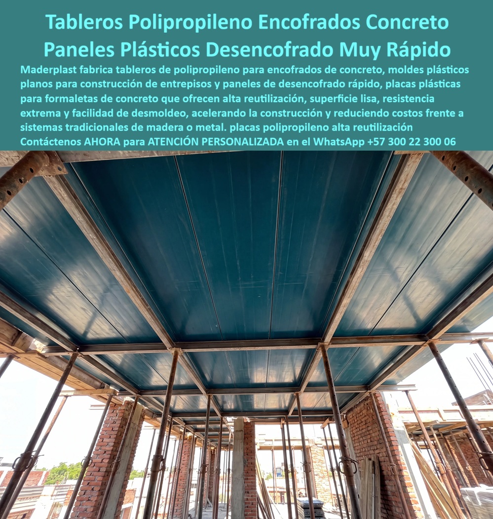 Tableros De Polipropileno Para Encofrados De Concreto Maderplast - Tableros de Polipropileno Maderplast: Desencofrado Rápido y Alta Eficiencia en Entrepisos de Concreto Meta Descripción: Tableros de polipropileno Maderplast para encofrados de concreto, moldes plásticos planos para construcción de entrepisos y paneles plásticos de desencofrado rápido. La alternativa técnica superior consiste en formaletas plásticas que actúan como el reemplazo del fenólico ideal para lograr concreto a la vista y acabados arquitectónicos en placas para encofrados sin costos de mantenimiento. Los tableros de polipropileno Maderplast lideran la innovación técnica en la construcción acelerada e industrializada de losas y entrepisos. En la imagen contrapicada de la obra se destaca el apuntalamiento inferior con soporte de puntales metálicos y vigas transversales que sostienen un ensamble perfecto de moldes plásticos planos de color azul. Se observa la alineación continua de las placas plásticas formaletas de concreto, cuya superficie lisa no permite filtraciones entre juntas ni deformaciones bajo el peso del vaciado fresco. Esta rigidez dimensional de las placas macizas de polipropileno asegura un desencofrado rápido sin adherencias de material, entregando un espejo de concreto a la vista con acabados arquitectónicos inmediatos que eliminan la necesidad de pañetes, frisos o estucos. Así, Maderplast confirma que es el fabricante especializado que convierte especificaciones de ingeniería en soluciones reales de altísima calidad. En proyectos donde la construcción tecnificada exige soluciones eficientes, los paneles encofrados plástico y las camillas para encofrados de concreto de polipropileno reemplazan ventajosamente al triplex fenólico tradicional. La razón técnica para preferir formaletas plásticas y paneles para encofrado sobre la madera convencional reside en su impermeabilidad total, alta resistencia mecánica y nula absorción de humedad, características que erradica la necesidad de usar desmoldantes químicos costosos. Estas formaletas reutilizables y encofrados reutilizables Maderplast garantizan cientos de ciclos continuos de uso, posicionándose como la solución óptima para la construcción moldes para concreto, paredes, placas, entibados, mampostería plástica y muros de concreto arquitectónico. Desde una perspectiva de ingeniería del concreto y análisis financiero, la implementación de tableros para encofrado y paneles plásticos estructurales Maderplast optimiza de forma drástica el costo total de propiedad en comparación con las alternativas de la competencia. Los productos económicos o maderas sintéticas de baja especificación esconden costos ocultos derivados del rápido desgaste, astillamiento, fisuras, mano de obra adicional para resanes e interrupciones en los cronogramas de obra. Por el contrario, la tecnología de encofrados Maderplast constituye una inversión en construcción inteligente con cero gastos de mantenimiento y protección absoluta contra la degradación ambiental, reduciendo los costos operativos de obra hasta en un ochenta por ciento por metro cuadrado fundido. Maderplast garantiza el respaldo técnico de toda su línea de soluciones constructivas mediante certificaciones ISO 9001 en diseño y desarrollo de productos e ISO 14001 en gestión ambiental, asegurando que el reemplazo del fenólico cumpla con las exigencias de acabados estructurales y acabados permanentes. "INGENIERO DIRECTOR DE EDIFICACIONES: 'La integración de los tableros de polipropileno Maderplast en el encofrado de nuestros entrepisos redujo el tiempo de desencofrado en un cuarenta por ciento y entregó un acabado de concreto a la vista impecable. El ahorro en desmoldantes y mano de obra para resanes pagó la inversión desde las primeras etapas, con total trazabilidad mediante facturación auditada'." Toda la oferta de placas para formaletas cuenta con ensayos de carga certificados por la ONAC, fichas técnicas descargables, planos acotados en milímetros y capacidad inmediata para atender solicitudes de cotización, personalización, prototipos y producción en serie. Para asegurar la solución exacta que encaja en su proyecto como la zapatilla de la Cenicienta, Contáctenos ahora mismo por WhatsApp y reciba atención personalizada de un asesor especializado: +57 300 22 300 06. Moldes plásticos planos construcción de entrepisos, Paneles Plásticos Desencofrado Rápido, Placa Plástica Formaletas de Concreto, Paneles Sistema Encofrado Plástico, Panel Tableros De Polipropileno Para Encofrados De Concreto Maderplast Moldes plásticos planos construcción de entrepisos Paneles Plásticos Desencofrado Rápido Placa Plástica Formaletas de Concreto Paneles Sistema Encofrado Plástico Panel Tableros de Polipropileno Maderplast: Desencofrado Rápido y Alta Eficiencia en Entrepisos de Concreto Meta Descripción: Tableros de polipropileno Maderplast para encofrados de concreto, moldes plásticos planos para construcción de entrepisos y paneles plásticos de desencofrado rápido. La alternativa técnica superior consiste en formaletas plásticas que actúan como el reemplazo del fenólico ideal para lograr concreto a la vista y acabados arquitectónicos en placas para encofrados sin costos de mantenimiento. Los tableros de polipropileno Maderplast lideran la innovación técnica en la construcción acelerada e industrializada de losas y entrepisos. En la imagen contrapicada de la obra se destaca el apuntalamiento inferior con soporte de puntales metálicos y vigas transversales que sostienen un ensamble perfecto de moldes plásticos planos de color azul. Se observa la alineación continua de las placas plásticas formaletas de concreto, cuya superficie lisa no permite filtraciones entre juntas ni deformaciones bajo el peso del vaciado fresco. Esta rigidez dimensional de las placas macizas de polipropileno asegura un desencofrado rápido sin adherencias de material, entregando un espejo de concreto a la vista con acabados arquitectónicos inmediatos que eliminan la necesidad de pañetes, frisos o estucos. Así, Maderplast confirma que es el fabricante especializado que convierte especificaciones de ingeniería en soluciones reales de altísima calidad. En proyectos donde la construcción tecnificada exige soluciones eficientes, los paneles encofrados plástico y las camillas para encofrados de concreto de polipropileno reemplazan ventajosamente al triplex fenólico tradicional. La razón técnica para preferir formaletas plásticas y paneles para encofrado sobre la madera convencional reside en su impermeabilidad total, alta resistencia mecánica y nula absorción de humedad, características que erradica la necesidad de usar desmoldantes químicos costosos. Estas formaletas reutilizables y encofrados reutilizables Maderplast garantizan cientos de ciclos continuos de uso, posicionándose como la solución óptima para la construcción moldes para concreto, paredes, placas, entibados, mampostería plástica y muros de concreto arquitectónico. Desde una perspectiva de ingeniería del concreto y análisis financiero, la implementación de tableros para encofrado y paneles plásticos estructurales Maderplast optimiza de forma drástica el costo total de propiedad en comparación con las alternativas de la competencia. Los productos económicos o maderas sintéticas de baja especificación esconden costos ocultos derivados del rápido desgaste, astillamiento, fisuras, mano de obra adicional para resanes e interrupciones en los cronogramas de obra. Por el contrario, la tecnología de encofrados Maderplast constituye una inversión en construcción inteligente con cero gastos de mantenimiento y protección absoluta contra la degradación ambiental, reduciendo los costos operativos de obra hasta en un ochenta por ciento por metro cuadrado fundido. Maderplast garantiza el respaldo técnico de toda su línea de soluciones constructivas mediante certificaciones ISO 9001 en diseño y desarrollo de productos e ISO 14001 en gestión ambiental, asegurando que el reemplazo del fenólico cumpla con las exigencias de acabados estructurales y acabados permanentes. "INGENIERO DIRECTOR DE EDIFICACIONES: 'La integración de los tableros de polipropileno Maderplast en el encofrado de nuestros entrepisos redujo el tiempo de desencofrado en un cuarenta por ciento y entregó un acabado de concreto a la vista impecable. El ahorro en desmoldantes y mano de obra para resanes pagó la inversión desde las primeras etapas, con total trazabilidad mediante facturación auditada'." Toda la oferta de placas para formaletas cuenta con ensayos de carga certificados por la ONAC, fichas técnicas descargables, planos acotados en milímetros y capacidad inmediata para atender solicitudes de cotización, personalización, prototipos y producción en serie. Para asegurar la solución exacta que encaja en su proyecto como la zapatilla de la Cenicienta, Contáctenos ahora mismo por WhatsApp y reciba atención personalizada de un asesor especializado: +57 300 22 300 06.