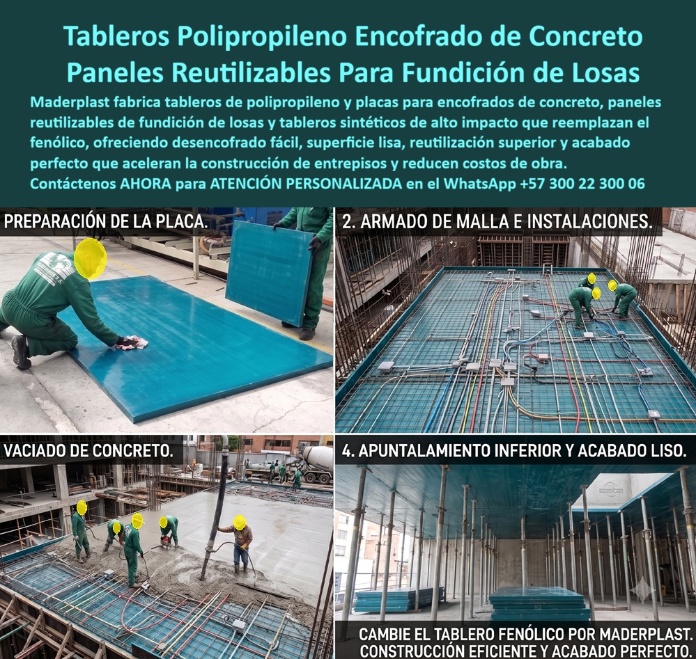 Tableros De Polipropileno Placa Encofrados De Concreto Maderplast - Tableros de Polipropileno Maderplast: Tecnología y Eficiencia en Encofrados de Concreto Los tableros de polipropileno Maderplast protagonizan la transformación técnica de la infraestructura moderna, ofreciendo una superficie de alta resistencia mecánica e impermeabilidad total que revoluciona el armado y fundición de losas en sitio. Meta Descripción: Tableros de polipropileno Maderplast para encofrado de concreto y paneles reutilizables para fundición de losas en construcción industrializada tecnificada. Meta Descripción: La solución estructural definitiva que actúa como el reemplazo del fenólico ideal para lograr acabados arquitectónicos, concreto a la vista, placas para encofrados y acabados estructurales permanentes sin mantenimientos costosos ni pérdidas de material. En el proceso de preparación de la placa, estos paneles plásticos estructurales permiten un alineamiento y una limpieza impecables previo al armado de malla electrosoldada e instalaciones eléctricas, garantizando un soporte dimensional perfecto y rígido durante el vaciado de concreto sin deformaciones. La utilización de placas macizas de polipropileno como placas para encofrados y placas para formaletas asegura un desencofrado rápido y limpio tras el apuntalamiento inferior, entregando directamente superficies de concreto a la vista con acabados arquitectónicos sin necesidad de aplicar pañete, friso o estucos correctivos. Esta ingeniería del concreto avanzada demuestra por qué Maderplast es el fabricante que convierte ideas en piezas reales para obras exigentes. En proyectos donde la construcción industrializada y la construcción acelerada exigen máximo rendimiento, las camillas para encofrados de concreto de polipropileno eliminan por completo las fallas históricas asociadas a la madera contrachapada. Al evaluar por qué elegir formaletas plásticas y paneles para encofrado en lugar de tableros fenólicos tradicionales, la respuesta técnica radica en la nula absorción de humedad, la ausencia de astillamiento y la inmunidad al hinchamiento, factores que en el material convencional arruinan la textura de la mezcla y exigen desmoldantes costosos. Las formaletas reutilizables y encofrados reutilizables Maderplast soportan cientos de ciclos continuos de uso, consolidándose como la alternativa superior para la construcción moldes para concreto, paredes, placas y entibados, permitiendo que la mampostería plástica y los muros de concreto arquitectónico mantengan una precisión milimétrica en cada vaciado. Al analizar cómo garantizan los sistemas de encofrado y tableros para encofrado Maderplast una reducción sustancial del costo total de propiedad, el criterio financiero demuestra que la adquisición de productos de la competencia resulta dramáticamente costosa. Aquellas opciones de bajo costo aparente ocultan sobrecostos por reparaciones constantes, desposte de bordes, filtración de mortero en juntas, mano de obra adicional para resanes y multas por retrasos operativos en obra. La tecnología de encofrados y soluciones constructivas Maderplast representa una construcción inteligente que elimina en un cien por ciento el mantenimiento, roturas inesperadas o degradación por intemperie. Al calcular el costo real por uso, estas herramientas reducen el gasto operativo hasta en un ochenta por ciento frente a cualquier contrachapado o madera sintética del mercado. Para responder a las exigencias técnicas de la construcción tecnificada, Maderplast respalda sus procesos con certificaciones ISO 9001 en diseño y desarrollo de productos e ISO 14001 en gestión ambiental, garantizando el cumplimiento de la normativa para acabados estructurales y acabados permanentes con el reemplazo del fenólico. "En nuestras obras de edificación vertical, el paso a los tableros de polipropileno Maderplast transformó la productividad. Logramos ciclos de vaciado continuos con desencofrado inmediato y un acabado liso perfecto que eliminó reprocesos; la inversión se pagó sola en los primeros usos, respaldada por facturación auditada y registros de obra". Toda la línea cuenta con soporte de pruebas de laboratorio certificadas por la ONAC, ensayos de impacto, disponibilidad de fichas técnicas descargables, planos acotados en milímetros y la posibilidad de solicitar cotizaciones, personalización, prototipos o producción en serie. Para asegurar la solución exacta que se adapta a su obra técnica como la zapatilla de la Cenicienta, Contáctenos ahora mismo por WhatsApp y reciba atención personalizada de un asesor especializado: +57 300 22 300 06. Panel Reutilizable Fundición de Concreto, Tablero plástico encofrado de concreto, Tableros Sintéticos Fundición Losa, Placa encofrado plástico losas, Tablero Formaletas PP Tableros De Polipropileno Placa Encofrados De Concreto Maderplast Panel Reutilizable Fundición de Concreto Tablero plástico encofrado de concreto Tableros Sintéticos Fundición Losa Placa encofrado plástico losas Tablero Formaletas PP Tableros de Polipropileno Maderplast: Tecnología y Eficiencia en Encofrados de Concreto Los tableros de polipropileno Maderplast protagonizan la transformación técnica de la infraestructura moderna, ofreciendo una superficie de alta resistencia mecánica e impermeabilidad total que revoluciona el armado y fundición de losas en sitio. Meta Descripción: Tableros de polipropileno Maderplast para encofrado de concreto y paneles reutilizables para fundición de losas en construcción industrializada tecnificada. Meta Descripción: La solución estructural definitiva que actúa como el reemplazo del fenólico ideal para lograr acabados arquitectónicos, concreto a la vista, placas para encofrados y acabados estructurales permanentes sin mantenimientos costosos ni pérdidas de material. En el proceso de preparación de la placa, estos paneles plásticos estructurales permiten un alineamiento y una limpieza impecables previo al armado de malla electrosoldada e instalaciones eléctricas, garantizando un soporte dimensional perfecto y rígido durante el vaciado de concreto sin deformaciones. La utilización de placas macizas de polipropileno como placas para encofrados y placas para formaletas asegura un desencofrado rápido y limpio tras el apuntalamiento inferior, entregando directamente superficies de concreto a la vista con acabados arquitectónicos sin necesidad de aplicar pañete, friso o estucos correctivos. Esta ingeniería del concreto avanzada demuestra por qué Maderplast es el fabricante que convierte ideas en piezas reales para obras exigentes. En proyectos donde la construcción industrializada y la construcción acelerada exigen máximo rendimiento, las camillas para encofrados de concreto de polipropileno eliminan por completo las fallas históricas asociadas a la madera contrachapada. Al evaluar por qué elegir formaletas plásticas y paneles para encofrado en lugar de tableros fenólicos tradicionales, la respuesta técnica radica en la nula absorción de humedad, la ausencia de astillamiento y la inmunidad al hinchamiento, factores que en el material convencional arruinan la textura de la mezcla y exigen desmoldantes costosos. Las formaletas reutilizables y encofrados reutilizables Maderplast soportan cientos de ciclos continuos de uso, consolidándose como la alternativa superior para la construcción moldes para concreto, paredes, placas y entibados, permitiendo que la mampostería plástica y los muros de concreto arquitectónico mantengan una precisión milimétrica en cada vaciado. Al analizar cómo garantizan los sistemas de encofrado y tableros para encofrado Maderplast una reducción sustancial del costo total de propiedad, el criterio financiero demuestra que la adquisición de productos de la competencia resulta dramáticamente costosa. Aquellas opciones de bajo costo aparente ocultan sobrecostos por reparaciones constantes, desposte de bordes, filtración de mortero en juntas, mano de obra adicional para resanes y multas por retrasos operativos en obra. La tecnología de encofrados y soluciones constructivas Maderplast representa una construcción inteligente que elimina en un cien por ciento el mantenimiento, roturas inesperadas o degradación por intemperie. Al calcular el costo real por uso, estas herramientas reducen el gasto operativo hasta en un ochenta por ciento frente a cualquier contrachapado o madera sintética del mercado. Para responder a las exigencias técnicas de la construcción tecnificada, Maderplast respalda sus procesos con certificaciones ISO 9001 en diseño y desarrollo de productos e ISO 14001 en gestión ambiental, garantizando el cumplimiento de la normativa para acabados estructurales y acabados permanentes con el reemplazo del fenólico. "En nuestras obras de edificación vertical, el paso a los tableros de polipropileno Maderplast transformó la productividad. Logramos ciclos de vaciado continuos con desencofrado inmediato y un acabado liso perfecto que eliminó reprocesos; la inversión se pagó sola en los primeros usos, respaldada por facturación auditada y registros de obra". Toda la línea cuenta con soporte de pruebas de laboratorio certificadas por la ONAC, ensayos de impacto, disponibilidad de fichas técnicas descargables, planos acotados en milímetros y la posibilidad de solicitar cotizaciones, personalización, prototipos o producción en serie. Para asegurar la solución exacta que se adapta a su obra técnica como la zapatilla de la Cenicienta, Contáctenos ahora mismo por WhatsApp y reciba atención personalizada de un asesor especializado: +57 300 22 300 06.
