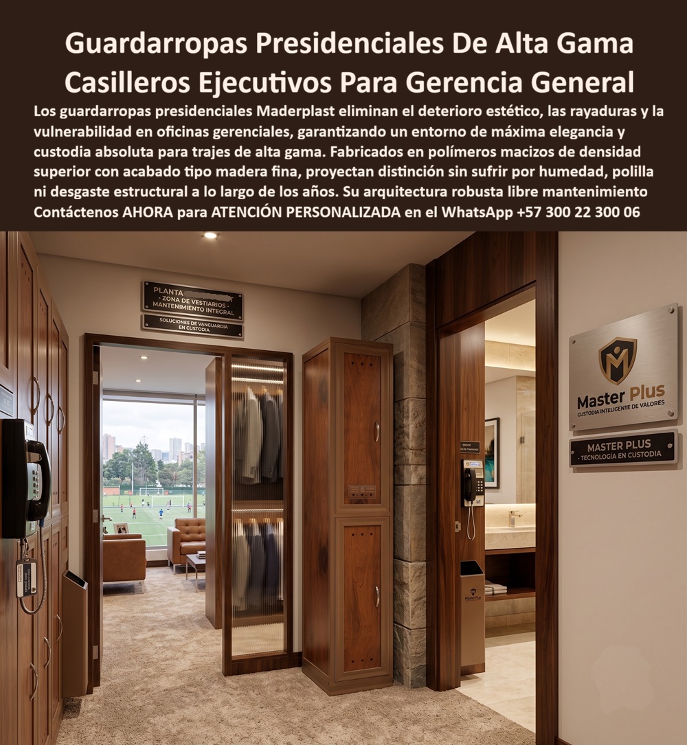Guardarropa Presidencias Lockers Premium De Gerencia General Maderplast - Guardarropas Presidenciales de Alta Gama Vea En Este Archivo Fotográfico: Guardarropas presidenciales Maderplast integran custodia, organización y diseño arquitectónico para presidencias, gerencias generales y oficinas ejecutivas, con lockers premium personalizados para trajes, prendas y objetos personales, concebidos para proyectar elegancia, privacidad y una imagen corporativa de alto nivel. Los guardarropas presidenciales de alta gama que protagonizan la imagen están integrados a un vestidor ejecutivo donde el mobiliario forma parte de la arquitectura y no parece un casillero convencional. Acabados tipo madera, módulos verticales, espacios para prendas colgadas y compartimientos individuales crean una solución dirigida a quienes buscan lockers ejecutivos premium, casilleros para gerencia general, guardarropas para presidentes, lockers para oficinas VIP y vestidores ejecutivos de lujo. En una presidencia o alta gerencia, el problema no consiste únicamente en encontrar dónde guardar un traje. El mobiliario debe transmitir el mismo nivel de orden, privacidad y presentación que la oficina. Los guardarropas ejecutivos para trajes permiten organizar chaquetas, prendas, calzado y pertenencias personales sin romper la estética del espacio. Por eso los lockers arquitectónicos para oficinas pueden convertirse en parte integral del diseño interior mediante proporciones, acabados y configuraciones desarrolladas específicamente para cada proyecto. La personalización es aquí determinante. Maderplast puede desarrollar lockers ejecutivos a medida, definiendo altura, profundidad, espacios para colgar prendas, compartimientos, ventilación, sistemas de cierre, colores y acabados decorativos. Los casilleros personalizados de alta gama permiten además armonizar el guardarropa con puertas, revestimientos, pisos y mobiliario existente, evitando la apariencia industrial de soluciones estandarizadas. Esta tecnología puede aplicarse como locker para presidencia, guardarropa para gerentes, casillero para altos ejecutivos, locker para salas VIP, guardarropa corporativo premium y mobiliario para vestidores privados. Una estructura plástica correctamente diseñada aporta además una diferencia importante frente a materiales susceptibles a humedad: no presenta la oxidación propia del acero ni depende de esa clase de protección anticorrosiva para conservar su estructura. Para arquitectos, diseñadores, gerencias y departamentos de compras, el valor debe evaluarse más allá del precio inicial. En espacios representativos, deterioro prematuro, reparaciones o pérdida de apariencia afectan también la percepción de calidad de toda la instalación. Un locker ejecutivo de alta gama debe conservar funcionalidad y presencia visual mientras protege las prendas y pertenencias para las cuales fue diseñado. Maderplast diseña, desarrolla y fabrica guardarropas presidenciales personalizados, desde un módulo exclusivo hasta vestidores completos, con posibilidades de planos, renders, prototipos y fabricación especial. Así, el locker deja de ser un casillero escondido y se convierte en mobiliario arquitectónico que comunica orden, seguridad, exclusividad y categoría corporativa desde el primer contacto. Contáctenos AHORA para ATENCIÓN PERSONALIZADA en el WhatsApp +57 300 22 300 06. Casilleros ejecutivos de alta gama para oficinas, Locker Ejecutivo Que Transmite Orden Seguridad Y Elegancia, Guardarropas ejecutivos para traje de alta gama, Locker A Guardarropa Presidencias Lockers Premium De Gerencia General Maderplast Casilleros ejecutivos de alta gama para oficinas Locker Ejecutivo Que Transmite Orden Seguridad Y Elegancia Guardarropas ejecutivos para traje de alta gama Locker A Guardarropas Presidenciales de Alta Gama Vea En Este Archivo Fotográfico: Guardarropas presidenciales Maderplast integran custodia, organización y diseño arquitectónico para presidencias, gerencias generales y oficinas ejecutivas, con lockers premium personalizados para trajes, prendas y objetos personales, concebidos para proyectar elegancia, privacidad y una imagen corporativa de alto nivel. Los guardarropas presidenciales de alta gama que protagonizan la imagen están integrados a un vestidor ejecutivo donde el mobiliario forma parte de la arquitectura y no parece un casillero convencional. Acabados tipo madera, módulos verticales, espacios para prendas colgadas y compartimientos individuales crean una solución dirigida a quienes buscan lockers ejecutivos premium, casilleros para gerencia general, guardarropas para presidentes, lockers para oficinas VIP y vestidores ejecutivos de lujo. En una presidencia o alta gerencia, el problema no consiste únicamente en encontrar dónde guardar un traje. El mobiliario debe transmitir el mismo nivel de orden, privacidad y presentación que la oficina. Los guardarropas ejecutivos para trajes permiten organizar chaquetas, prendas, calzado y pertenencias personales sin romper la estética del espacio. Por eso los lockers arquitectónicos para oficinas pueden convertirse en parte integral del diseño interior mediante proporciones, acabados y configuraciones desarrolladas específicamente para cada proyecto. La personalización es aquí determinante. Maderplast puede desarrollar lockers ejecutivos a medida, definiendo altura, profundidad, espacios para colgar prendas, compartimientos, ventilación, sistemas de cierre, colores y acabados decorativos. Los casilleros personalizados de alta gama permiten además armonizar el guardarropa con puertas, revestimientos, pisos y mobiliario existente, evitando la apariencia industrial de soluciones estandarizadas. Esta tecnología puede aplicarse como locker para presidencia, guardarropa para gerentes, casillero para altos ejecutivos, locker para salas VIP, guardarropa corporativo premium y mobiliario para vestidores privados. Una estructura plástica correctamente diseñada aporta además una diferencia importante frente a materiales susceptibles a humedad: no presenta la oxidación propia del acero ni depende de esa clase de protección anticorrosiva para conservar su estructura. Para arquitectos, diseñadores, gerencias y departamentos de compras, el valor debe evaluarse más allá del precio inicial. En espacios representativos, deterioro prematuro, reparaciones o pérdida de apariencia afectan también la percepción de calidad de toda la instalación. Un locker ejecutivo de alta gama debe conservar funcionalidad y presencia visual mientras protege las prendas y pertenencias para las cuales fue diseñado. Maderplast diseña, desarrolla y fabrica guardarropas presidenciales personalizados, desde un módulo exclusivo hasta vestidores completos, con posibilidades de planos, renders, prototipos y fabricación especial. Así, el locker deja de ser un casillero escondido y se convierte en mobiliario arquitectónico que comunica orden, seguridad, exclusividad y categoría corporativa desde el primer contacto. Contáctenos AHORA para ATENCIÓN PERSONALIZADA en el WhatsApp +57 300 22 300 06.