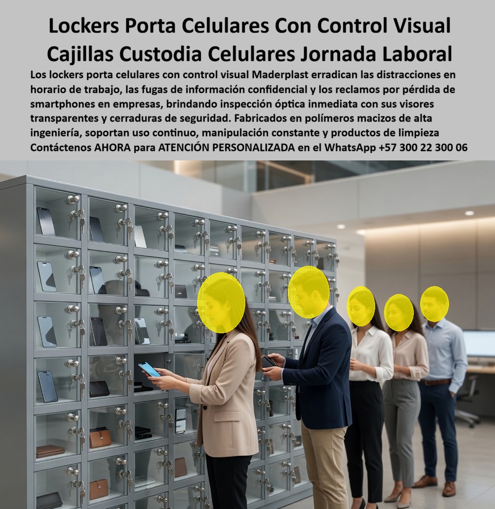 Locker Porta Celulares Control Visual Casilleros celulares Maderplast - Lockers Porta Celulares con Control Visual Como Prueba de Calidad Presentamos: Lockers porta celulares Maderplast custodian teléfonos, billeteras, llaves y objetos personales durante la jornada laboral mediante compartimientos individuales con visor transparente y cierre independiente, facilitando control visual, orden y asignación por trabajador en oficinas, plantas industriales, centros de servicios y áreas donde restringir dispositivos mejora seguridad y productividad. Los lockers porta celulares para empresas solucionan un problema cada vez más frecuente: cómo retirar teléfonos móviles y otros objetos personales del puesto de trabajo sin generar desorden, confusiones, pérdidas o discusiones sobre la custodia. Prohibir simplemente el uso del celular no resuelve el problema; la empresa necesita proporcionar un lugar individual, identificado y seguro donde cada trabajador pueda depositarlo durante su jornada. Los casilleros para celulares Maderplast convierten ese procedimiento en un sistema organizado. Cada empleado dispone de una cajilla independiente para guardar su teléfono, llaves, billetera, audífonos u otros pequeños objetos personales, evitando almacenamientos colectivos donde posteriormente resulta difícil determinar qué pertenece a cada usuario. Una de sus principales ventajas es el control visual mediante puerta o visor transparente. El usuario puede identificar rápidamente el contenido sin necesidad de abrir diferentes compartimientos, mientras supervisores y responsables del área pueden verificar visualmente la ocupación del sistema sin manipular los objetos almacenados. Esta característica puede ser especialmente útil en plantas de producción, líneas de ensamble, laboratorios, oficinas, call centers, centros logísticos y áreas de acceso restringido, donde los celulares pueden generar distracciones, interferir con procedimientos internos o representar riesgos para la confidencialidad de determinados procesos. La asignación individual mediante numeración y cerradura ayuda además a establecer responsabilidades claras. Cada trabajador conoce exactamente cuál es su compartimiento y conserva sus pertenencias separadas de las de los demás. Esto reduce confusiones durante entradas, descansos y cambios de turno, especialmente cuando existe un número elevado de usuarios. Maderplast puede fabricar lockers porta celulares de diferentes capacidades, desde pequeños módulos para oficinas hasta grandes baterías destinadas a cientos de trabajadores. La distribución puede adaptarse al espacio disponible, cantidad de empleados, tamaño de los dispositivos y sistema de cierre requerido por cada organización. Su construcción en materiales plásticos resistentes permite desarrollar un mueble destinado al uso intensivo y manipulación repetitiva, justamente la condición crítica de estos casilleros: las puertas pueden abrirse y cerrarse numerosas veces cada día durante años de operación. Para la empresa, la inversión no consiste simplemente en comprar pequeñas cajas con llave. Consiste en implementar un sistema de custodia organizado que ayuda a disminuir distracciones, proteger pertenencias, ordenar los cambios de turno y facilitar el cumplimiento de políticas internas sobre dispositivos móviles. Frente a soluciones improvisadas, entregar un compartimento individual transmite además una política empresarial más organizada: el celular se retira del puesto de trabajo, pero permanece identificado, visible y bajo custodia individual hasta que su propietario vuelva a necesitarlo. Los lockers porta celulares con control visual Maderplast integran seguridad, organización, identificación rápida, fabricación a la medida y capacidad para crecer desde unas pocas cajillas hasta instalaciones de gran volumen. Contáctenos AHORA para ATENCIÓN PERSONALIZADA en el WhatsApp +57 300 22 300 06. Casillero guardar celulares con puerta transparente y llave de seguridad, Casilleros custodiar celulares durante la jornada laboral, control Cajillas guardar celulares Locker Porta Celulares Control Visual Casilleros celulares Maderplast Casillero guardar celulares con puerta transparente y llave de seguridad Casilleros custodiar celulares durante la jornada laboral control Cajillas guardar celulares Lockers Porta Celulares con Control Visual Como Prueba de Calidad Presentamos: Lockers porta celulares Maderplast custodian teléfonos, billeteras, llaves y objetos personales durante la jornada laboral mediante compartimientos individuales con visor transparente y cierre independiente, facilitando control visual, orden y asignación por trabajador en oficinas, plantas industriales, centros de servicios y áreas donde restringir dispositivos mejora seguridad y productividad. Los lockers porta celulares para empresas solucionan un problema cada vez más frecuente: cómo retirar teléfonos móviles y otros objetos personales del puesto de trabajo sin generar desorden, confusiones, pérdidas o discusiones sobre la custodia. Prohibir simplemente el uso del celular no resuelve el problema; la empresa necesita proporcionar un lugar individual, identificado y seguro donde cada trabajador pueda depositarlo durante su jornada. Los casilleros para celulares Maderplast convierten ese procedimiento en un sistema organizado. Cada empleado dispone de una cajilla independiente para guardar su teléfono, llaves, billetera, audífonos u otros pequeños objetos personales, evitando almacenamientos colectivos donde posteriormente resulta difícil determinar qué pertenece a cada usuario. Una de sus principales ventajas es el control visual mediante puerta o visor transparente. El usuario puede identificar rápidamente el contenido sin necesidad de abrir diferentes compartimientos, mientras supervisores y responsables del área pueden verificar visualmente la ocupación del sistema sin manipular los objetos almacenados. Esta característica puede ser especialmente útil en plantas de producción, líneas de ensamble, laboratorios, oficinas, call centers, centros logísticos y áreas de acceso restringido, donde los celulares pueden generar distracciones, interferir con procedimientos internos o representar riesgos para la confidencialidad de determinados procesos. La asignación individual mediante numeración y cerradura ayuda además a establecer responsabilidades claras. Cada trabajador conoce exactamente cuál es su compartimiento y conserva sus pertenencias separadas de las de los demás. Esto reduce confusiones durante entradas, descansos y cambios de turno, especialmente cuando existe un número elevado de usuarios. Maderplast puede fabricar lockers porta celulares de diferentes capacidades, desde pequeños módulos para oficinas hasta grandes baterías destinadas a cientos de trabajadores. La distribución puede adaptarse al espacio disponible, cantidad de empleados, tamaño de los dispositivos y sistema de cierre requerido por cada organización. Su construcción en materiales plásticos resistentes permite desarrollar un mueble destinado al uso intensivo y manipulación repetitiva, justamente la condición crítica de estos casilleros: las puertas pueden abrirse y cerrarse numerosas veces cada día durante años de operación. Para la empresa, la inversión no consiste simplemente en comprar pequeñas cajas con llave. Consiste en implementar un sistema de custodia organizado que ayuda a disminuir distracciones, proteger pertenencias, ordenar los cambios de turno y facilitar el cumplimiento de políticas internas sobre dispositivos móviles. Frente a soluciones improvisadas, entregar un compartimento individual transmite además una política empresarial más organizada: el celular se retira del puesto de trabajo, pero permanece identificado, visible y bajo custodia individual hasta que su propietario vuelva a necesitarlo. Los lockers porta celulares con control visual Maderplast integran seguridad, organización, identificación rápida, fabricación a la medida y capacidad para crecer desde unas pocas cajillas hasta instalaciones de gran volumen. Contáctenos AHORA para ATENCIÓN PERSONALIZADA en el WhatsApp +57 300 22 300 06.