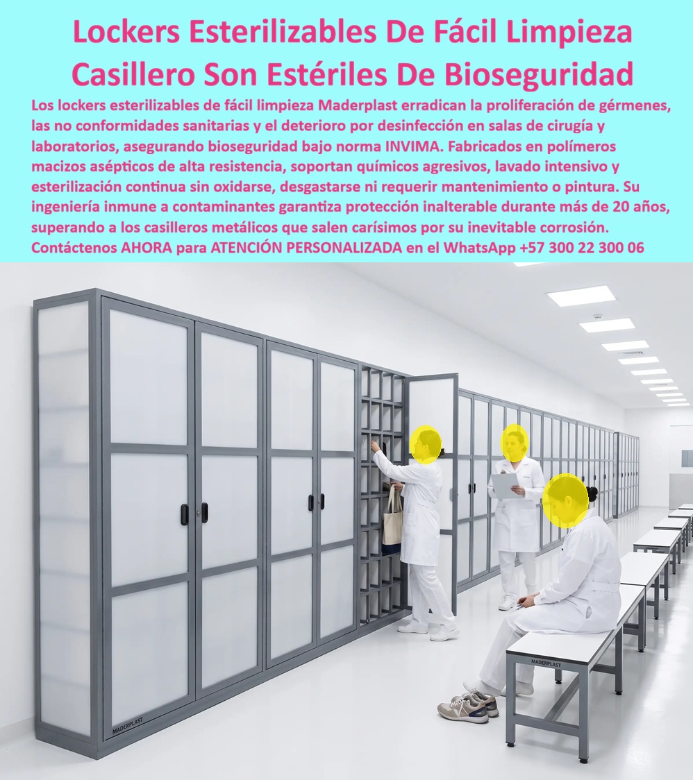 Lockers Hospitalarios Casilleros Clínicas Sala Cirugía Laboratorios Maderplast - Lockers hospitalarios Maderplast: Casilleros Clínicas Sala Cirugía Laboratorios De Alta Bioseguridad Vea En Este Archivo Fotográfico: Lockers para hospitales Maderplast esterilizables para salas de cirugía, laboratorios y áreas blancas. Fabricados en polímeros macizos asépticos inmunes a la corrosión, soportan químicos desinfectantes y desinfección continua bajo norma INVIMA, representando la solución aséptica que elimina el 100% de los gastos de mantenimiento y supera a los lockers metálicos. En la imagen se aprecia un pasillo de vestier y central de esterilización hospitalaria con acabado de grado médico, donde se encuentra instalada una batería continua de casilleros plásticos Maderplast en estructura gris clínica con frentes paneles translúcidos. La escena muestra a personal médico, quirúrgico y de laboratorio vestido con batas blancas de asepsia interactuando con los módulos, almacenando dotación, calzado y pertenencias en compartimentos totalmente pulcros. Las estructuras integran bancas asépticas ergonómicas en el pasillo, demostrando una distribución funcional, un ambiente estéril, la máxima seguridad de custodia e inocuidad absoluta en áreas críticas de salud. Las instituciones médicas, clínicas y laboratorios sufren severas no conformidades sanitarias al utilizar lockers metálicos o guardarropas metálicos convencionales, ya que la limpieza intensiva con desinfectantes hospitalarios, amonio cuaternario y peróxido corroe las láminas, genera descascaramiento de pintura y crea porosas grietas donde proliferan gérmenes y bacterias. Maderplast erradica este riesgo biológico mediante casilleros de plástico resistentes, fabricados con polímeros asépticos inalterables de alta ingeniería que soportan lavado a presión y esterilización profunda sin sufrir deterioro mecánico ni desgaste estético. Los lockers plásticos industriales Maderplast son polímeros de grado clínico macizos e higiénicos. Ante las consultas técnicas más habituales de comités de bioseguridad e ingenieros biomédicos: ¿De qué manera estos casilleros para clínicas garantiza cero contaminación en áreas blancas? La superficie inerte y no porosa de los casilleros para laboratorios Maderplast no absorbe microorganismos y permite una desinfección completa avalada bajo exigencias del INVIMA. ¿Cómo optimizar el presupuesto de los lockers modulares en Lockers para hospitales y centros de cirugía? Al comportarse como lockers de alta durabilidad, funcionan como casilleros para trabajadores, casilleros para empleados, casilleros para personal, locker personal, casillero para ropa o casillero para uniformes, reduciendo el Costo Total de Propiedad (TCO) a cero en reparaciones. Se despachan como casilleros con llave o casilleros con candado, siendo los lockers de seguridad requeridos por el sector salud. La eficiencia sanitaria la confirman directores de infraestructura hospitalaria: "La instalación del sistema de lockers plásticos Colombia Maderplast en los vestidores de salas de cirugía eliminó los focos de óxido y las observaciones en auditorías sanitarias. Llevamos más de siete años llevándolos y desinfectándolos a diario sin presenciar desgaste ni desprendimientos". La resistencia del material está comprobada contra químicos agresivos e impactos, con evidencias en el canal corporativo (https: //www.youtube.com/@maderplasSA). Las alternativas en lámina metálica o aglomerado de la competencia, aun siendo regaladas, resultan sumamente costosas por las constantes multas de bioseguridad, reparaciones y reemplazos prematuros. Elegir armarios plásticos Maderplast representa una inversión definitiva. Nuestra planta opera bajo normas ISO 9001 e ISO 14001, garantizando procesos industriales controlados, experiencia en plásticos técnicos y fabricación a medida en Colombia para el mundo. Para requerimientos en lockers para empresas, lockers escolares, lockers para gimnasios o casilleros para hoteles, Maderplast es el proveedor de casilleros industriales e instalaciones clínicas preferido. Para cotizaciones, planos acotados o fichas técnicas de venta de casilleros Bogotá y cobertura nacional, solicite atención directamente con nuestro Departamento de Ingeniería: Ing. Soporte Técnico: (+57) 300 22 300 06 | ingenieria@maderplast.co. Para cualquier proyecto de alta exigencia hospitalaria, bioseguridad o salas de cirugía, recuerde que Maderplast es la zapatilla de la Cenicienta: el milagro que encaja con exacta precisión técnica en sus instalaciones, y el santo que hace posible esta solución es nuestro equipo de soporte. Contacte directamente al Departamento de Ingeniería para atención personalizada: Asesoría y Soporte Técnico: (+57) 300 22 300 06. Lockers Esterilizables De Fácil Limpieza, Casillero Estéril Bioseguridad Norma Invima Fácil Limpieza, Casillero Aséptico Clínica Laboratorio Cero Contaminación Lockers Hospitalarios Casilleros Clínicas Sala Cirugía Laboratorios Maderplast Lockers Esterilizables De Fácil Limpieza Casillero Estéril Bioseguridad Norma Invima Fácil Limpieza Casillero Aséptico Clínica Laboratorio Cero Contaminación Lockers hospitalarios Maderplast: Casilleros Clínicas Sala Cirugía Laboratorios De Alta Bioseguridad Vea En Este Archivo Fotográfico: Lockers para hospitales Maderplast esterilizables para salas de cirugía, laboratorios y áreas blancas. Fabricados en polímeros macizos asépticos inmunes a la corrosión, soportan químicos desinfectantes y desinfección continua bajo norma INVIMA, representando la solución aséptica que elimina el 100% de los gastos de mantenimiento y supera a los lockers metálicos. En la imagen se aprecia un pasillo de vestier y central de esterilización hospitalaria con acabado de grado médico, donde se encuentra instalada una batería continua de casilleros plásticos Maderplast en estructura gris clínica con frentes paneles translúcidos. La escena muestra a personal médico, quirúrgico y de laboratorio vestido con batas blancas de asepsia interactuando con los módulos, almacenando dotación, calzado y pertenencias en compartimentos totalmente pulcros. Las estructuras integran bancas asépticas ergonómicas en el pasillo, demostrando una distribución funcional, un ambiente estéril, la máxima seguridad de custodia e inocuidad absoluta en áreas críticas de salud. Las instituciones médicas, clínicas y laboratorios sufren severas no conformidades sanitarias al utilizar lockers metálicos o guardarropas metálicos convencionales, ya que la limpieza intensiva con desinfectantes hospitalarios, amonio cuaternario y peróxido corroe las láminas, genera descascaramiento de pintura y crea porosas grietas donde proliferan gérmenes y bacterias. Maderplast erradica este riesgo biológico mediante casilleros de plástico resistentes, fabricados con polímeros asépticos inalterables de alta ingeniería que soportan lavado a presión y esterilización profunda sin sufrir deterioro mecánico ni desgaste estético. Los lockers plásticos industriales Maderplast son polímeros de grado clínico macizos e higiénicos. Ante las consultas técnicas más habituales de comités de bioseguridad e ingenieros biomédicos: ¿De qué manera estos casilleros para clínicas garantiza cero contaminación en áreas blancas? La superficie inerte y no porosa de los casilleros para laboratorios Maderplast no absorbe microorganismos y permite una desinfección completa avalada bajo exigencias del INVIMA. ¿Cómo optimizar el presupuesto de los lockers modulares en Lockers para hospitales y centros de cirugía? Al comportarse como lockers de alta durabilidad, funcionan como casilleros para trabajadores, casilleros para empleados, casilleros para personal, locker personal, casillero para ropa o casillero para uniformes, reduciendo el Costo Total de Propiedad (TCO) a cero en reparaciones. Se despachan como casilleros con llave o casilleros con candado, siendo los lockers de seguridad requeridos por el sector salud. La eficiencia sanitaria la confirman directores de infraestructura hospitalaria: "La instalación del sistema de lockers plásticos Colombia Maderplast en los vestidores de salas de cirugía eliminó los focos de óxido y las observaciones en auditorías sanitarias. Llevamos más de siete años llevándolos y desinfectándolos a diario sin presenciar desgaste ni desprendimientos". La resistencia del material está comprobada contra químicos agresivos e impactos, con evidencias en el canal corporativo (https: //www.youtube.com/@maderplasSA). Las alternativas en lámina metálica o aglomerado de la competencia, aun siendo regaladas, resultan sumamente costosas por las constantes multas de bioseguridad, reparaciones y reemplazos prematuros. Elegir armarios plásticos Maderplast representa una inversión definitiva. Nuestra planta opera bajo normas ISO 9001 e ISO 14001, garantizando procesos industriales controlados, experiencia en plásticos técnicos y fabricación a medida en Colombia para el mundo. Para requerimientos en lockers para empresas, lockers escolares, lockers para gimnasios o casilleros para hoteles, Maderplast es el proveedor de casilleros industriales e instalaciones clínicas preferido. Para cotizaciones, planos acotados o fichas técnicas de venta de casilleros Bogotá y cobertura nacional, solicite atención directamente con nuestro Departamento de Ingeniería: Ing. Soporte Técnico: (+57) 300 22 300 06 | ingenieria@maderplast.co. Para cualquier proyecto de alta exigencia hospitalaria, bioseguridad o salas de cirugía, recuerde que Maderplast es la zapatilla de la Cenicienta: el milagro que encaja con exacta precisión técnica en sus instalaciones, y el santo que hace posible esta solución es nuestro equipo de soporte. Contacte directamente al Departamento de Ingeniería para atención personalizada: Asesoría y Soporte Técnico: (+57) 300 22 300 06.