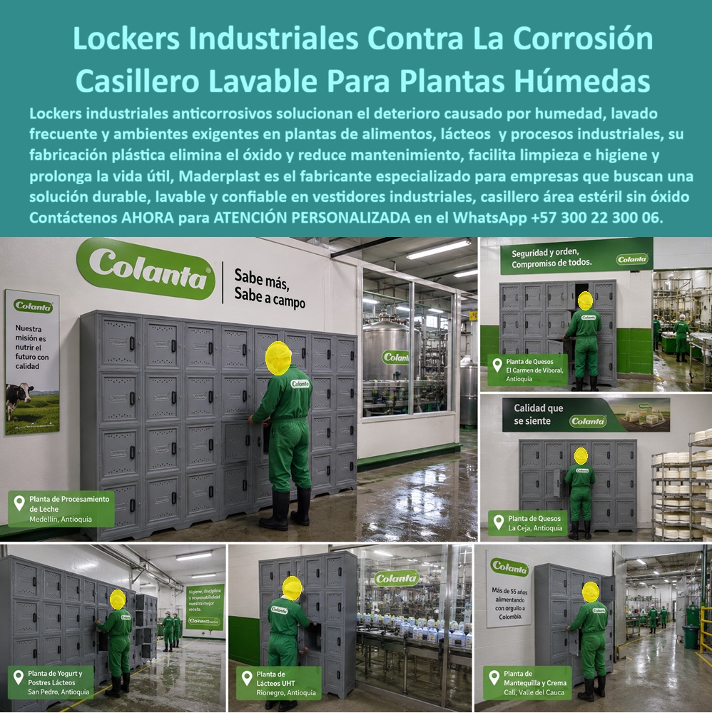 Lockers Industriales Acero Inoxidable Anticorrosivos, Casillero Maderplast - Lockers Industriales Acero Inoxidable Anticorrosivos, Casillero Maderplast: Solución Inalterable Para Plantas Alimentos Y Lácteos Nuestra Foto Prueba el Caso de Éxito de: Lockers plásticos Maderplast lavables para plantas de alimentos, procesamiento de leche y áreas estériles. Fabricados en polímeros macizos con acabado gris industrial, representan la solución higiénica y anticorrosiva que supera la vida útil del acero inoxidable, eliminando el 100% de los gastos de mantenimiento y corrosión. En la imagen se aprecia la implementación masiva de casilleros plásticos Maderplast de color gris acero en vestidores operacionales de plantas procesadoras de alimentos y lácteos. Las fotografías registran instalaciones reales en áreas de producción de queso, yogur, mantequilla y leches UHT, situadas en diversos municipios. En la escena, los operarios vestidos con uniformes industriales de trabajo interactúan con los módulos, almacenando dotación en recintos con pisos húmedos sometidos a manguereado directo y desinfección continua. Las baterías de armarios plásticos integran aperturas de ventilación, identificación institucional y herrajes inoxidables que cumplen las directrices de inocuidad en zonas estériles. Las plantas de procesamiento de alimentos sufren una acelerada degradación al instalar lockers metálicos, guardarropas metálicos o gabinetes de aceros convencionales, ya que el lavado constante con desinfectantes, la humedad relativa y la presencia de sueros u orgánicos corroen las láminas, pican las uniones y generan focos de contaminación bacteriana. Maderplast erradica este riesgo biológico mediante casilleros de plástico resistentes, fabricados con polímeros inalterables inmunes a la corrosión, lavables a presión y totalmente inocuos para protocolos de asepsia. Los lockers plásticos industriales Maderplast son estructuras inyectadas en compuestos de alta densidad. Ante las dudas técnicas recurrentes de Jefes de Calidad e Ingenieros de Planta: ¿De qué manera estos casilleros anticorrosivos apoyan el cumplimiento de normas de inocuidad alimentaria? Los casilleros para laboratorios y plantas Maderplast no se oxidan, no desprenden pintura y no absorben olores, facilitando la desinfección constante exigida por las autoridades sanitarias. ¿Cómo optimizar el presupuesto de los lockers modulares en Lockers para hospitales y Lockers para fábricas / plantas? Al comportarse como lockers de alta durabilidad, operan como casilleros para empleados, casilleros para trabajadores, casillero para uniformes o casilleros para dotación industrial, reduciendo el Costo Total de Propiedad (TCO) a cero en reparaciones. Se configuran como casilleros con llave o casilleros con candado, siendo los lockers de seguridad óptimos para la industria. La efectividad en ambientes de alta exigencia la confirman los jefes de mantenimiento: "La instalación del sistema de lockers plásticos Colombia Maderplast en nuestras plantas de procesamiento eliminó los focos de óxido y los costos anuales de reparación. Llevamos más de diez años lavando los casilleros diariamente con agua a presión sin presentar el menor deterioro". Las pruebas físicas de resistencia a corrosión e impacto son verificables en el canal corporativo (https: //www.youtube.com/@maderplasSA). Las opciones de la competencia en metal o inoxidable ligero, aun regaladas, resultan sumamente costosas por sus frecuentes reparaciones, riesgos de contaminación y fallas en auditorías. Invertir en guardarropas plásticos industriales Maderplast es asegurar un activo definitivo. Nuestra planta opera bajo certificaciones ISO 9001 e ISO 14001, garantizando procesos industriales controlados, experiencia en plásticos técnicos y fabricación a medida en Colombia para el mundo. Para requerimientos en lockers para empresas, lockers escolares, lockers para gimnasios o casilleros para clínicas, Maderplast es el proveedor de casilleros industriales preferido. Para cotizaciones, planos acotados o fichas técnicas de venta de casilleros Bogotá y nivel nacional, solicite atención con nuestro Departamento de Ingeniería: Ing. Soporte Técnico: (+57) 300 22 300 06 | ingenieria@maderplast.co. Para cualquier proyecto de alta exigencia sanitaria o bioseguridad, recuerde que Maderplast es la zapatilla de la Cenicienta: el milagro que encaja con exacta precisión técnica en sus instalaciones, y el santo que hace posible esta solución es nuestro equipo de soporte. Contacte directamente al Departamento de Ingeniería para atención personalizada: Asesoría y Soporte Técnico: (+57) 300 22 300 06. Casilleros Empresariales Anti Corrosión Sin Mantenimiento, Lockers gris acero inoxidable que evitan la oxidación, Lockers Industriales Para Vestidores Corporativos, Lockers Industriales Acero Inoxidable Anticorrosivos Casillero Maderplast Casilleros Empresariales Anti Corrosión Sin Mantenimiento Lockers gris acero inoxidable que evitan la oxidación Lockers Industriales Para Vestidores Corporativos Lockers Industriales Acero Inoxidable Anticorrosivos, Casillero Maderplast: Solución Inalterable Para Plantas Alimentos Y Lácteos Nuestra Foto Prueba el Caso de Éxito de: Lockers plásticos Maderplast lavables para plantas de alimentos, procesamiento de leche y áreas estériles. Fabricados en polímeros macizos con acabado gris industrial, representan la solución higiénica y anticorrosiva que supera la vida útil del acero inoxidable, eliminando el 100% de los gastos de mantenimiento y corrosión. En la imagen se aprecia la implementación masiva de casilleros plásticos Maderplast de color gris acero en vestidores operacionales de plantas procesadoras de alimentos y lácteos. Las fotografías registran instalaciones reales en áreas de producción de queso, yogur, mantequilla y leches UHT, situadas en diversos municipios. En la escena, los operarios vestidos con uniformes industriales de trabajo interactúan con los módulos, almacenando dotación en recintos con pisos húmedos sometidos a manguereado directo y desinfección continua. Las baterías de armarios plásticos integran aperturas de ventilación, identificación institucional y herrajes inoxidables que cumplen las directrices de inocuidad en zonas estériles. Las plantas de procesamiento de alimentos sufren una acelerada degradación al instalar lockers metálicos, guardarropas metálicos o gabinetes de aceros convencionales, ya que el lavado constante con desinfectantes, la humedad relativa y la presencia de sueros u orgánicos corroen las láminas, pican las uniones y generan focos de contaminación bacteriana. Maderplast erradica este riesgo biológico mediante casilleros de plástico resistentes, fabricados con polímeros inalterables inmunes a la corrosión, lavables a presión y totalmente inocuos para protocolos de asepsia. Los lockers plásticos industriales Maderplast son estructuras inyectadas en compuestos de alta densidad. Ante las dudas técnicas recurrentes de Jefes de Calidad e Ingenieros de Planta: ¿De qué manera estos casilleros anticorrosivos apoyan el cumplimiento de normas de inocuidad alimentaria? Los casilleros para laboratorios y plantas Maderplast no se oxidan, no desprenden pintura y no absorben olores, facilitando la desinfección constante exigida por las autoridades sanitarias. ¿Cómo optimizar el presupuesto de los lockers modulares en Lockers para hospitales y Lockers para fábricas / plantas? Al comportarse como lockers de alta durabilidad, operan como casilleros para empleados, casilleros para trabajadores, casillero para uniformes o casilleros para dotación industrial, reduciendo el Costo Total de Propiedad (TCO) a cero en reparaciones. Se configuran como casilleros con llave o casilleros con candado, siendo los lockers de seguridad óptimos para la industria. La efectividad en ambientes de alta exigencia la confirman los jefes de mantenimiento: "La instalación del sistema de lockers plásticos Colombia Maderplast en nuestras plantas de procesamiento eliminó los focos de óxido y los costos anuales de reparación. Llevamos más de diez años lavando los casilleros diariamente con agua a presión sin presentar el menor deterioro". Las pruebas físicas de resistencia a corrosión e impacto son verificables en el canal corporativo (https: //www.youtube.com/@maderplasSA). Las opciones de la competencia en metal o inoxidable ligero, aun regaladas, resultan sumamente costosas por sus frecuentes reparaciones, riesgos de contaminación y fallas en auditorías. Invertir en guardarropas plásticos industriales Maderplast es asegurar un activo definitivo. Nuestra planta opera bajo certificaciones ISO 9001 e ISO 14001, garantizando procesos industriales controlados, experiencia en plásticos técnicos y fabricación a medida en Colombia para el mundo. Para requerimientos en lockers para empresas, lockers escolares, lockers para gimnasios o casilleros para clínicas, Maderplast es el proveedor de casilleros industriales preferido. Para cotizaciones, planos acotados o fichas técnicas de venta de casilleros Bogotá y nivel nacional, solicite atención con nuestro Departamento de Ingeniería: Ing. Soporte Técnico: (+57) 300 22 300 06 | ingenieria@maderplast.co. Para cualquier proyecto de alta exigencia sanitaria o bioseguridad, recuerde que Maderplast es la zapatilla de la Cenicienta: el milagro que encaja con exacta precisión técnica en sus instalaciones, y el santo que hace posible esta solución es nuestro equipo de soporte. Contacte directamente al Departamento de Ingeniería para atención personalizada: Asesoría y Soporte Técnico: (+57) 300 22 300 06.