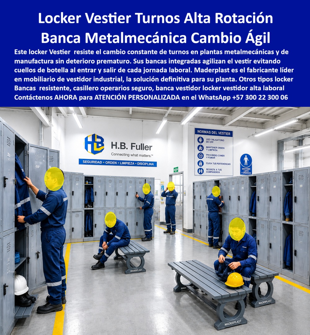 Lockers Planta Textil Con Banca Guardarropas De Confección Maderplast - Lockers Planta Textil Con Banca Guardarropas De Confección Maderplast: Cambio Ágil Para Turnos De Alta Rotación Metalmecánica Y Textil Como Prueba de Calidad presentamos: Lockers plásticos Maderplast para vestidores industriales de alta rotación en metalmecánica, confección e ingeniería. Fabricados en polímeros macizos anticorrosivos con bancas integradas para vestir ágil, representan la solución de alta durabilidad que agiliza el cambio de turno, elimina mantenimientos y supera a los lockers metálicos propensos a abolladuras y herraduras. En la imagen se aprecia un área de vestier industrial de gran escala para plantas de manufactura, metalmecánica e ingeniería, equipada con una batería continua periférica de casilleros plásticos Maderplast en tono gris ejecutivo. Las unidades incluyen compartimentos verticales de altura completa con percheros para vestimenta de trabajo, cascos de seguridad y calzado, complementados con bancas ergonómicas centrales Maderplast del mismo material indeformable. En la escena, operarias y operarios vestidos con overoles industriales interactúan con los módulos en pleno cambio de turno, sentándose cómodamente para ajustarse el calzado o guardando su dotación, demostrando la agilidad operacional, el orden, la visibilidad de normas HSEQ y la resistencia estructural requerida en entornos de uso masivo e intensivo. Las plantas de manufactura, textiles y talleres metalmecánicos sufren un desgaste desmedido al instalar lockers metálicos o guardarropas metálicos tradicionales, los cuales se abollan por tratos bruscos en los cambios de turno, traban sus cerraduras por viruta o humedad, y se corroen rápidamente con el sudor o el agua del aseo diario de pisos. Maderplast erradica este dolor de infraestructura mediante casilleros de plástico resistentes, diseñados en polímeros macizos de grado técnico que absorben impactos sin deformarse, no requieren pintura anticorrosiva y permiten un manguereado directo para mantener la asepsia del espacio. Los lockers plásticos industriales Maderplast se inyectan en compuestos estructurales inalterables. Ante las consultas técnicas más frecuentes de jefes de planta y comités HSEQ: ¿De qué manera estos casilleros para trabajadores agilizan el flujo de personal en los giros de turno? La combinación de bancas ergonómicas y guardarropas plásticos industriales Maderplast optimiza los tiempos de vestuario, evitando aglomeraciones y cuellos de botella en los accesos. ¿Cómo reducir gastos los lockers modulares en Locker para fábrica / planta e industrias pesadas? Al comportarse como lockers de alta durabilidad, funcionan como casilleros para personal, locker personal, casilleros para empleados, casillero para uniformes o casillero para ropa, reduciendo el Costo Total de Propiedad (TCO) a cero en reparaciones o repintados. Se despachan como casilleros con llave o casilleros con candado, consolidándose como lockers de seguridad óptimos para lockers para empresas. La efectividad en entornos operacionales la certifican directores de mantenimiento: "La instalación del sistema de lockers plásticos Colombia con bancas Maderplast en nuestros vestidores industriales eliminó los reclamos por bisagras rotas y abolladuras. Llevamos más de siete años con rotación constante de turnos sin gastar un solo peso en mantenimiento". Las pruebas físicas de resistencia a impactos severos y cargas estructurales se encuentran en el canal corporativo (https: //www.youtube.com/@maderplasSA). Las opciones metálicas o de madera aglomerada de la competencia, aun regaladas, resultan sumamente costosas por sus frecuentes reparaciones, arrugas en lámina y recambios obligatorios. Adquirir armarios plásticos Maderplast representa una inversión definitiva. Nuestra planta opera bajo normas ISO 9001 e ISO 14001, garantizando procesos industriales controlados, experiencia en plásticos técnicos y fabricación a medida en Colombia para el mundo. Para requerimientos en lockers escolares, lockers para gimnasios, lockers para hospitales o casilleros para clínicas, Maderplast es el proveedor de casilleros industriales e instalaciones operativas preferido. Para cotizaciones, planos acotados o fichas técnicas de venta de casilleros Bogotá y nivel nacional, solicite atención con nuestro Departamento de Ingeniería: Ing. Soporte Técnico: (+57) 300 22 300 06 | ingenieria@maderplast.co. Para cualquier proyecto de vestidores industriales o plantas de alta rotación de personal, recuerde que Maderplast es la zapatilla de la Cenicienta: el milagro que encaja con exacta precisión técnica en sus instalaciones, y el santo que hace posible esta solución es nuestro equipo de soporte. Contacte directamente al Departamento de Ingeniería para atención personalizada. Asesoría y Soporte Técnico: (+57) 300 22 300 06. Casilleros Resistentes Para Turnos De Trabajo, Locker corporativo para empresas de ingeniería y metalmecánica, Lockers Para Operarias Y Operarios Textiles, Lockers silla Lockers Planta Textil Con Banca Guardarropas De Confección Maderplast Casilleros Resistentes Para Turnos De Trabajo Locker corporativo para empresas de ingeniería y metalmecánica Lockers Para Operarias Y Operarios Textiles Lockers silla Lockers Planta Textil Con Banca Guardarropas De Confección Maderplast: Cambio Ágil Para Turnos De Alta Rotación Metalmecánica Y Textil Como Prueba de Calidad presentamos: Lockers plásticos Maderplast para vestidores industriales de alta rotación en metalmecánica, confección e ingeniería. Fabricados en polímeros macizos anticorrosivos con bancas integradas para vestir ágil, representan la solución de alta durabilidad que agiliza el cambio de turno, elimina mantenimientos y supera a los lockers metálicos propensos a abolladuras y herraduras. En la imagen se aprecia un área de vestier industrial de gran escala para plantas de manufactura, metalmecánica e ingeniería, equipada con una batería continua periférica de casilleros plásticos Maderplast en tono gris ejecutivo. Las unidades incluyen compartimentos verticales de altura completa con percheros para vestimenta de trabajo, cascos de seguridad y calzado, complementados con bancas ergonómicas centrales Maderplast del mismo material indeformable. En la escena, operarias y operarios vestidos con overoles industriales interactúan con los módulos en pleno cambio de turno, sentándose cómodamente para ajustarse el calzado o guardando su dotación, demostrando la agilidad operacional, el orden, la visibilidad de normas HSEQ y la resistencia estructural requerida en entornos de uso masivo e intensivo. Las plantas de manufactura, textiles y talleres metalmecánicos sufren un desgaste desmedido al instalar lockers metálicos o guardarropas metálicos tradicionales, los cuales se abollan por tratos bruscos en los cambios de turno, traban sus cerraduras por viruta o humedad, y se corroen rápidamente con el sudor o el agua del aseo diario de pisos. Maderplast erradica este dolor de infraestructura mediante casilleros de plástico resistentes, diseñados en polímeros macizos de grado técnico que absorben impactos sin deformarse, no requieren pintura anticorrosiva y permiten un manguereado directo para mantener la asepsia del espacio. Los lockers plásticos industriales Maderplast se inyectan en compuestos estructurales inalterables. Ante las consultas técnicas más frecuentes de jefes de planta y comités HSEQ: ¿De qué manera estos casilleros para trabajadores agilizan el flujo de personal en los giros de turno? La combinación de bancas ergonómicas y guardarropas plásticos industriales Maderplast optimiza los tiempos de vestuario, evitando aglomeraciones y cuellos de botella en los accesos. ¿Cómo reducir gastos los lockers modulares en Locker para fábrica / planta e industrias pesadas? Al comportarse como lockers de alta durabilidad, funcionan como casilleros para personal, locker personal, casilleros para empleados, casillero para uniformes o casillero para ropa, reduciendo el Costo Total de Propiedad (TCO) a cero en reparaciones o repintados. Se despachan como casilleros con llave o casilleros con candado, consolidándose como lockers de seguridad óptimos para lockers para empresas. La efectividad en entornos operacionales la certifican directores de mantenimiento: "La instalación del sistema de lockers plásticos Colombia con bancas Maderplast en nuestros vestidores industriales eliminó los reclamos por bisagras rotas y abolladuras. Llevamos más de siete años con rotación constante de turnos sin gastar un solo peso en mantenimiento". Las pruebas físicas de resistencia a impactos severos y cargas estructurales se encuentran en el canal corporativo (https: //www.youtube.com/@maderplasSA). Las opciones metálicas o de madera aglomerada de la competencia, aun regaladas, resultan sumamente costosas por sus frecuentes reparaciones, arrugas en lámina y recambios obligatorios. Adquirir armarios plásticos Maderplast representa una inversión definitiva. Nuestra planta opera bajo normas ISO 9001 e ISO 14001, garantizando procesos industriales controlados, experiencia en plásticos técnicos y fabricación a medida en Colombia para el mundo. Para requerimientos en lockers escolares, lockers para gimnasios, lockers para hospitales o casilleros para clínicas, Maderplast es el proveedor de casilleros industriales e instalaciones operativas preferido. Para cotizaciones, planos acotados o fichas técnicas de venta de casilleros Bogotá y nivel nacional, solicite atención con nuestro Departamento de Ingeniería: Ing. Soporte Técnico: (+57) 300 22 300 06 | ingenieria@maderplast.co. Para cualquier proyecto de vestidores industriales o plantas de alta rotación de personal, recuerde que Maderplast es la zapatilla de la Cenicienta: el milagro que encaja con exacta precisión técnica en sus instalaciones, y el santo que hace posible esta solución es nuestro equipo de soporte. Contacte directamente al Departamento de Ingeniería para atención personalizada. Asesoría y Soporte Técnico: (+57) 300 22 300 06.
