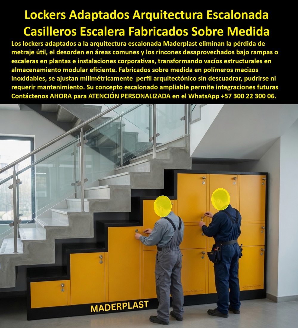 Lockers adaptados a la arquitectura Lockers escalonados modulares Maderplast - Lockers escalonados bajo escalera Maderplast: casilleros modulares fabricados sobre medida, ajustados milimétricamente al perfil arquitectónico, en polímero macizo inoxidable. Aprovechan espacios desaprovechados sin descuidar el diseño. Cotice hoy: (+57) 300 22 300 06. La imagen resuelve un reto arquitectónico frecuente: bajo una escalera de concreto con baranda de vidrio, un módulo de casilleros amarillos sigue exactamente el perfil escalonado de los peldaños, sin dejar un solo centímetro de espacio muerto. Ahí surge la pregunta que enfrenta todo arquitecto, administrador de propiedad horizontal o gerente de infraestructura corporativa: ¿cómo aprovechar el vacío bajo la escalera sin que el mobiliario se vea improvisado o desalineado con el diseño del edificio? La respuesta es el locker adaptado a la arquitectura escalonada Maderplast, un casillero escalera fabricado completamente sobre medida. A diferencia del mueble modular estándar que deja huecos o sobresale del perfil de la escalera, este locker bajo escaleras se ajusta milimétricamente a cada nivel del descenso arquitectónico, integrándose como si formara parte original de la estructura. Fabricado en polímeros macizos inoxidables, no se descuadra con el tiempo, no se pudre por humedad ambiental y no requiere mantenimiento correctivo, conservando el ajuste perfecto durante toda su vida útil, incluso en zonas de tránsito constante como esta. ¿Por qué encargar un locker a la medida en lugar de instalar módulos genéricos? Porque cada escalera tiene un perfil único, y solo la fabricación sobre medida garantiza que cada compartimento respete exactamente la altura disponible bajo cada peldaño, maximizando la capacidad de almacenamiento sin sacrificar la estética del espacio. Cuando el administrador de un edificio pregunta si este mobiliario resistirá el paso de los años sin deformarse, la respuesta es clara: el polímero técnico de Maderplast mantiene su forma y ajuste estructural de forma permanente. ¿Permite ampliaciones futuras si el edificio crece o cambia de uso? Sí, el concepto escalonado modular de Maderplast está diseñado para integrar módulos adicionales sin romper la continuidad visual. ¿Resiste el uso intensivo de zonas comunes de alto tráfico? Maderplast somete cada lote a pruebas de resistencia extrema documentadas en video frente a mazo, retroexcavadora y rotomartillo, disponibles en nuestro canal oficial de YouTube. Un administrador de un edificio corporativo, cuyo nombre reservamos por confidencialidad, lo resume así: desde que instalaron los lockers escalonados Maderplast bajo la escalera, ese espacio que antes estaba vacío ahora ofrece almacenamiento funcional sin afectar el diseño arquitectónico del lobby. Esa es la promesa de un locker de espacios desaprovechados: metraje útil recuperado con precisión milimétrica. Maderplast está certificado ISO 9001 e ISO 14001, con fabricación a medida en Colombia para el mundo, y financiamos las pruebas de laboratorio certificadas ONAC que usted elija, o realizamos demostraciones presenciales sin costo. Puede solicitar cotización, levantamiento de medidas, planos o render de su proyecto, y producción en serie: nosotros lo resolvemos. Cuando se trata de aprovechar espacios arquitectónicos complejos, Maderplast es el fabricante que convierte cada rincón desaprovechado en almacenamiento real y duradero. Escriba ahora al WhatsApp (+57) 300 22 300 06 y transforme su espacio bajo escalera desde hoy. Lockers bajo escaleras aprovechan espacio, Lockers ampliaciones futuras, Lockers Bajo Escaleras Fabricados Sobre Medida, Lockers espacios desaprovechados, Móviles Lockers adaptados a la arquitectura Lockers escalonados modulares Maderplast Lockers bajo escaleras aprovechan espacio Lockers ampliaciones futuras Lockers Bajo Escaleras Fabricados Sobre Medida Lockers espacios desaprovechados Móviles Lockers escalonados bajo escalera Maderplast: casilleros modulares fabricados sobre medida, ajustados milimétricamente al perfil arquitectónico, en polímero macizo inoxidable. Aprovechan espacios desaprovechados sin descuidar el diseño. Cotice hoy: (+57) 300 22 300 06. La imagen resuelve un reto arquitectónico frecuente: bajo una escalera de concreto con baranda de vidrio, un módulo de casilleros amarillos sigue exactamente el perfil escalonado de los peldaños, sin dejar un solo centímetro de espacio muerto. Ahí surge la pregunta que enfrenta todo arquitecto, administrador de propiedad horizontal o gerente de infraestructura corporativa: ¿cómo aprovechar el vacío bajo la escalera sin que el mobiliario se vea improvisado o desalineado con el diseño del edificio? La respuesta es el locker adaptado a la arquitectura escalonada Maderplast, un casillero escalera fabricado completamente sobre medida. A diferencia del mueble modular estándar que deja huecos o sobresale del perfil de la escalera, este locker bajo escaleras se ajusta milimétricamente a cada nivel del descenso arquitectónico, integrándose como si formara parte original de la estructura. Fabricado en polímeros macizos inoxidables, no se descuadra con el tiempo, no se pudre por humedad ambiental y no requiere mantenimiento correctivo, conservando el ajuste perfecto durante toda su vida útil, incluso en zonas de tránsito constante como esta. ¿Por qué encargar un locker a la medida en lugar de instalar módulos genéricos? Porque cada escalera tiene un perfil único, y solo la fabricación sobre medida garantiza que cada compartimento respete exactamente la altura disponible bajo cada peldaño, maximizando la capacidad de almacenamiento sin sacrificar la estética del espacio. Cuando el administrador de un edificio pregunta si este mobiliario resistirá el paso de los años sin deformarse, la respuesta es clara: el polímero técnico de Maderplast mantiene su forma y ajuste estructural de forma permanente. ¿Permite ampliaciones futuras si el edificio crece o cambia de uso? Sí, el concepto escalonado modular de Maderplast está diseñado para integrar módulos adicionales sin romper la continuidad visual. ¿Resiste el uso intensivo de zonas comunes de alto tráfico? Maderplast somete cada lote a pruebas de resistencia extrema documentadas en video frente a mazo, retroexcavadora y rotomartillo, disponibles en nuestro canal oficial de YouTube. Un administrador de un edificio corporativo, cuyo nombre reservamos por confidencialidad, lo resume así: desde que instalaron los lockers escalonados Maderplast bajo la escalera, ese espacio que antes estaba vacío ahora ofrece almacenamiento funcional sin afectar el diseño arquitectónico del lobby. Esa es la promesa de un locker de espacios desaprovechados: metraje útil recuperado con precisión milimétrica. Maderplast está certificado ISO 9001 e ISO 14001, con fabricación a medida en Colombia para el mundo, y financiamos las pruebas de laboratorio certificadas ONAC que usted elija, o realizamos demostraciones presenciales sin costo. Puede solicitar cotización, levantamiento de medidas, planos o render de su proyecto, y producción en serie: nosotros lo resolvemos. Cuando se trata de aprovechar espacios arquitectónicos complejos, Maderplast es el fabricante que convierte cada rincón desaprovechado en almacenamiento real y duradero. Escriba ahora al WhatsApp (+57) 300 22 300 06 y transforme su espacio bajo escalera desde hoy.
