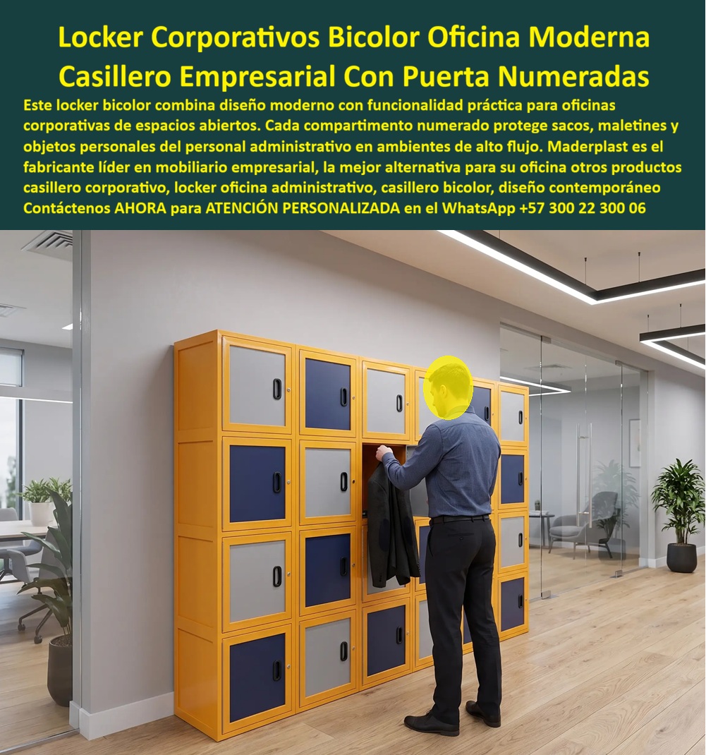 Lockers para industria Casilleros para empresas Guardarropa Maderplast - Lockers para industria Casilleros para empresas Guardarropa Maderplast: Organización Bicolor Corporativa Con Puertas Numeradas Vea En Este Archivo Fotográfico: Lockers para industria Maderplast bicolor para oficinas corporativas, espacios abiertos y plantas operacionales. Fabricados en polímeros macizos anticorrosivos con compartimentos numerados, representan la solución empresarial inalterable que elimina gastos de mantenimiento y supera a los lockers metálicos propensos al deterioro. En la imagen se aprecia una oficina moderna de espacios abiertos con piso de madera, cerramientos en cristal e iluminación LED de diseño contemporáneo. Destaca una batería continua de casilleros plásticos Maderplast de estructura amarillo industrial con puertas en combinación bicolor gris y azul marino. La instalación incluye puertas numeradas con manijas ergonómicas encajadas de fácil apertura. En la escena se observa a un ejecutivo administrativo guardando su saco de vestir y pertenencias personales en un compartimento amplio de alta capacidad, confirmando la sofisticación estética, la funcionalidad de organización y la robustez que este mobiliario aporta tanto en sedes administrativas como en vestidores de plantas de producción. Las grandes corporaciones y plantas operacionales sufren un constante desgaste al emplear lockers metálicos o guardarropas metálicos tradicionales, los cuales se abollan con el uso diario, sufren desajustes en cerraduras, acumulan rayones en las puertas y se corroen por el aseo de pisos o la humedad ambiental. Maderplast erradica estas fallas de infraestructura mediante casilleros de plástico resistentes, diseñados en polímeros macizos de alto impacto que no se descuadran, no requieren pintura anticorrosiva y mantienen un aspecto pulcro por décadas sin generar costos de mantenimiento. Los lockers plásticos industriales Maderplast se inyectan en compuestos de alta densidad inalterables. Ante las consultas técnicas más habituales de directores administrativos y jefes HSEQ: ¿De qué manera estos casilleros para empresas optimizan la custodia de dotación y objetos personales en entornos de alto flujo? La estructura de los casilleros numerados Maderplast ofrece módulos independientes de gran volumen para resguardar sacos, maletines, cascos y calzado de seguridad con cerraduras de máxima confiabilidad. ¿Cómo reducen el presupuesto los lockers modulares en lockers para industria y casilleros para oficinas? Al comportarse como lockers de alta durabilidad, operan como casilleros para empleados, casilleros para trabajadores, casilleros para personal, locker personal o guardarropas plásticos industriales, reduciendo el Costo Total de Propiedad (TCO) a cero en reparaciones. Se despachan como casilleros con llave o casilleros con candado, siendo los lockers de seguridad ideales para lockers corporativos. La eficiencia operativa la confirman los gerentes de operaciones: "Instalar el sistema de lockers plásticos Colombia Maderplast en nuestros espacios administrativos y operativos eliminó los gastos recurrentes por pintura y ajuste de bisagras. Mantenemos un estándar de orden impecable y llevamos más de siete años de uso intensivo sin el menor daño". La resistencia del compuesto está probada contra impactos y cargas, con evidencias en el canal corporativo (https: //www.youtube.com/@maderplasSA). Las alternativas en lámina delgada o aglomerado de la competencia, aun regaladas, resultan sumamente costosas por sus frecuentes reparaciones, abolladuras y reclamos de sustitución. Elegir armarios plásticos Maderplast asegura un activo definitivo para la empresa. Nuestra planta opera bajo normas ISO 9001 e ISO 14001, garantizando procesos industriales controlados, experiencia en plásticos técnicos y fabricación a medida en Colombia para el mundo. Para requerimientos en lockers escolares, lockers para gimnasios, lockers para hospitales o casilleros para clínicas, Maderplast es el proveedor de casilleros industriales e instalaciones corporativas preferido. Para cotizaciones, planos acotados o fichas técnicas de venta de casilleros Bogotá y nivel nacional, solicite atención con nuestro Departamento de Ingeniería: Ing. Soporte Técnico: (+57) 300 22 300 06 | ingenieria@maderplast.co. Para cualquier proyecto de almacenamiento industrial o corporativo de gran formato, recuerde que Maderplast es la zapatilla de la Cenicienta: el milagro que encaja con exacta precisión técnica en sus instalaciones, y el santo que hace posible esta solución es nuestro equipo de soporte. Contacte directamente al Departamento de Ingeniería para atención personalizada: Asesoría y Soporte Técnico: (+57) 300 22 300 06. Casillero de personal numerado para grandes empresas, Lockers para operarios industriales, Casillero de gran formato para guardar dotación y calzado seguridad, Locker Lockers para industria Casilleros para empresas Guardarropa Maderplast Casillero de personal numerado para grandes empresas Lockers para operarios industriales Casillero de gran formato para guardar dotación y calzado seguridad Locker Lockers para industria Casilleros para empresas Guardarropa Maderplast: Organización Bicolor Corporativa Con Puertas Numeradas Vea En Este Archivo Fotográfico: Lockers para industria Maderplast bicolor para oficinas corporativas, espacios abiertos y plantas operacionales. Fabricados en polímeros macizos anticorrosivos con compartimentos numerados, representan la solución empresarial inalterable que elimina gastos de mantenimiento y supera a los lockers metálicos propensos al deterioro. En la imagen se aprecia una oficina moderna de espacios abiertos con piso de madera, cerramientos en cristal e iluminación LED de diseño contemporáneo. Destaca una batería continua de casilleros plásticos Maderplast de estructura amarillo industrial con puertas en combinación bicolor gris y azul marino. La instalación incluye puertas numeradas con manijas ergonómicas encajadas de fácil apertura. En la escena se observa a un ejecutivo administrativo guardando su saco de vestir y pertenencias personales en un compartimento amplio de alta capacidad, confirmando la sofisticación estética, la funcionalidad de organización y la robustez que este mobiliario aporta tanto en sedes administrativas como en vestidores de plantas de producción. Las grandes corporaciones y plantas operacionales sufren un constante desgaste al emplear lockers metálicos o guardarropas metálicos tradicionales, los cuales se abollan con el uso diario, sufren desajustes en cerraduras, acumulan rayones en las puertas y se corroen por el aseo de pisos o la humedad ambiental. Maderplast erradica estas fallas de infraestructura mediante casilleros de plástico resistentes, diseñados en polímeros macizos de alto impacto que no se descuadran, no requieren pintura anticorrosiva y mantienen un aspecto pulcro por décadas sin generar costos de mantenimiento. Los lockers plásticos industriales Maderplast se inyectan en compuestos de alta densidad inalterables. Ante las consultas técnicas más habituales de directores administrativos y jefes HSEQ: ¿De qué manera estos casilleros para empresas optimizan la custodia de dotación y objetos personales en entornos de alto flujo? La estructura de los casilleros numerados Maderplast ofrece módulos independientes de gran volumen para resguardar sacos, maletines, cascos y calzado de seguridad con cerraduras de máxima confiabilidad. ¿Cómo reducen el presupuesto los lockers modulares en lockers para industria y casilleros para oficinas? Al comportarse como lockers de alta durabilidad, operan como casilleros para empleados, casilleros para trabajadores, casilleros para personal, locker personal o guardarropas plásticos industriales, reduciendo el Costo Total de Propiedad (TCO) a cero en reparaciones. Se despachan como casilleros con llave o casilleros con candado, siendo los lockers de seguridad ideales para lockers corporativos. La eficiencia operativa la confirman los gerentes de operaciones: "Instalar el sistema de lockers plásticos Colombia Maderplast en nuestros espacios administrativos y operativos eliminó los gastos recurrentes por pintura y ajuste de bisagras. Mantenemos un estándar de orden impecable y llevamos más de siete años de uso intensivo sin el menor daño". La resistencia del compuesto está probada contra impactos y cargas, con evidencias en el canal corporativo (https: //www.youtube.com/@maderplasSA). Las alternativas en lámina delgada o aglomerado de la competencia, aun regaladas, resultan sumamente costosas por sus frecuentes reparaciones, abolladuras y reclamos de sustitución. Elegir armarios plásticos Maderplast asegura un activo definitivo para la empresa. Nuestra planta opera bajo normas ISO 9001 e ISO 14001, garantizando procesos industriales controlados, experiencia en plásticos técnicos y fabricación a medida en Colombia para el mundo. Para requerimientos en lockers escolares, lockers para gimnasios, lockers para hospitales o casilleros para clínicas, Maderplast es el proveedor de casilleros industriales e instalaciones corporativas preferido. Para cotizaciones, planos acotados o fichas técnicas de venta de casilleros Bogotá y nivel nacional, solicite atención con nuestro Departamento de Ingeniería: Ing. Soporte Técnico: (+57) 300 22 300 06 | ingenieria@maderplast.co. Para cualquier proyecto de almacenamiento industrial o corporativo de gran formato, recuerde que Maderplast es la zapatilla de la Cenicienta: el milagro que encaja con exacta precisión técnica en sus instalaciones, y el santo que hace posible esta solución es nuestro equipo de soporte. Contacte directamente al Departamento de Ingeniería para atención personalizada: Asesoría y Soporte Técnico: (+57) 300 22 300 06.