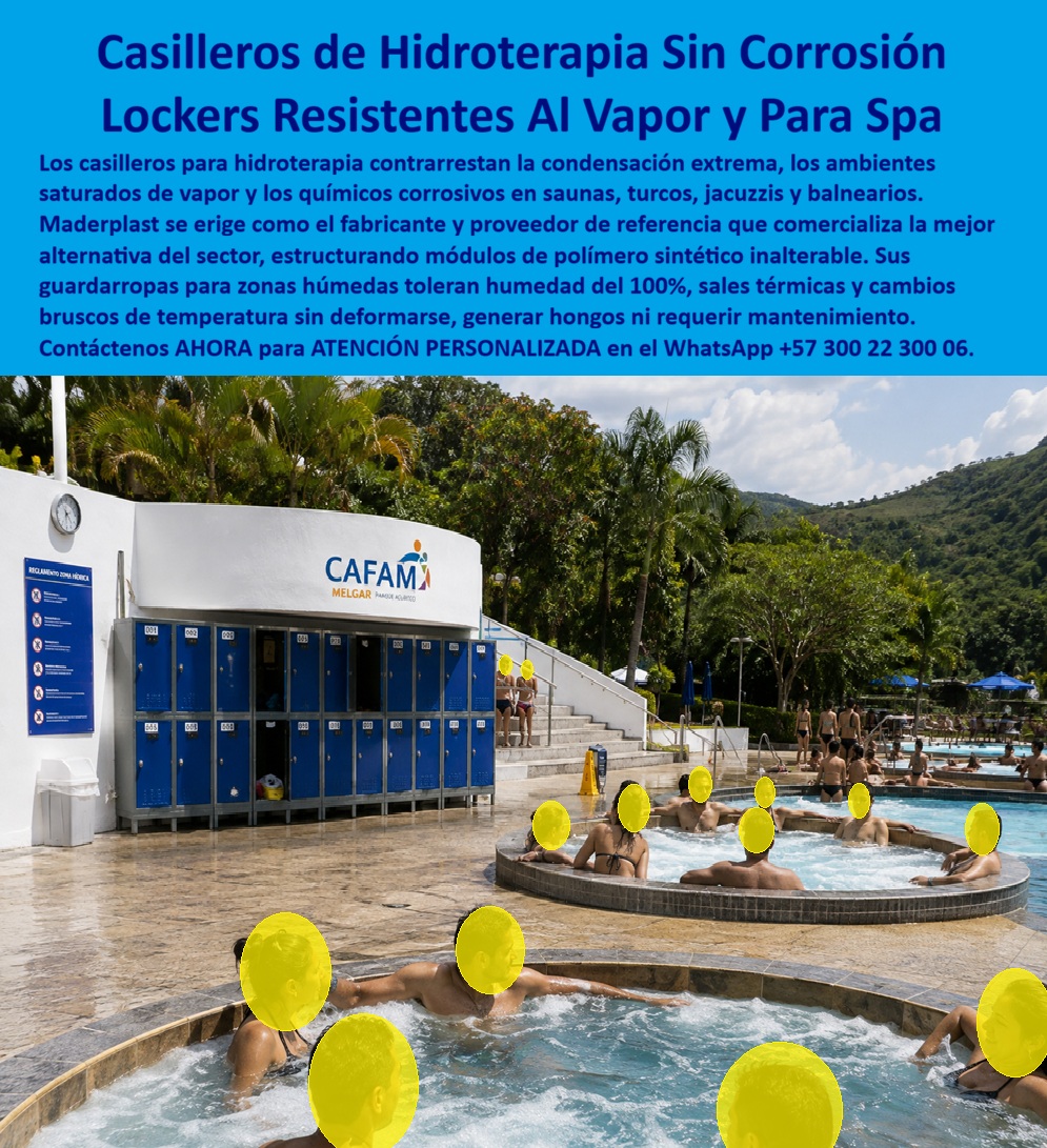 Lockers zonas húmedas spa hidromasajes jacuzzis turcos saunas Maderplast - Lockers para saunas Maderplast: Casilleros Para Jacuzzis E Hidromasajes De Alta Humedad Sin Corrosión Esta Imagen Muestra: Lockers plásticos Maderplast para zonas de hidroterapia, saunas, turcos y jacuzzis. Fabricados en polímeros sintéticos macizos de alta durabilidad, soportan 100% de humedad y vapores térmicos. Son la solución anticorrosiva que elimina los problemas del acero, erradica los costos de mantenimiento y supera a los lockers metálicos destruidos por la oxidación. En la imagen se aprecia un área recreativa y de hidroterapia al aire libre en un centro vacacional y parque acuático, donde los usuarios disfrutan de jacuzzis e hidromasajes rodeados de vegetación. Junto al área de piscinas y bajo la estructura de servicio, destaca una batería continua de casilleros plásticos Maderplast en acabado bicolor azul y gris, elevada sobre bases anticorrosivas. Los módulos integran numeración en relieve, rendijas de ventilación e identificación institucional, ofreciendo custodia segura y ordenada para pertenencias, toallas y vestimenta de usuarios expuestos a salpique constante de agua tratada, vapor térmico y humedad ambiental. Las zonas de saunas, turcos, spas y jacuzzis sufren una rápida destrucción al instalar lockers metálicos o guardarropas metálicos tradicionales, ya que la condensación extrema, los vapores térmicos y las sales destruyen las láminas metálicas, deforman las estructuras y generan óxido que mancha los pisos. Maderplast elimina esta problemática operativa mediante casilleros de plástico resistentes, diseñados con compuestos sintéticos macizos que soportan 100% de humedad relativa sin corroerse, pudrirse o descarapelarse. Los lockers plásticos industriales Maderplast son polímeros de ingeniería inalterables a los cambios bruscos de temperatura. Ante las preguntas técnicas habituales de administradores de complejos turísticos e ingenieros HSEQ: ¿De qué manera estos casilleros anticorrosivos resisten ambientes saturados de vapor? La estructura de los lockers para piscinas y Lockers para ambientes corrosivos Maderplast carece de componentes oxidables, impidiendo la formación de hongos, la proliferación bacteriana y el picado por químicos. ¿Cómo optimizan la inversión los lockers modulares en Lockers para clubes deportivos y centros wellness? Al comportarse como lockers de alta durabilidad, funcionan como Locker para piscina, casilleros para vestuarios, casilleros para personal, locker personal o casillero para ropa, reduciendo el Costo Total de Propiedad (TCO) a cero en mantenimiento o repintado. Se despachan como casilleros con llave o casilleros con candado, consolidándose como lockers de seguridad idóneos para casilleros para hoteles. La durabilidad en ambientes de hidroterapia la confirman jefes de mantenimiento: "Instalar el sistema de lockers plásticos Colombia Maderplast junto a la zona de jacuzzis eliminó por completo el óxido y los gastos anuales de pintura. Llevamos más de ocho años de operación expuestos a agua clorada y vapor sin el menor deterioro". La resistencia del material está comprobada contra uso intensivo, con videos disponibles en el canal corporativo (https: //www.youtube.com/@maderplasSA). Las alternativas de la competencia en metal o madera aglomerada, aun regaladas, resultan desastrosamente caras por sus constantes reparaciones, peladuras y reemplazos prematuros. Elegir armarios plásticos Maderplast representa una inversión definitiva. Nuestra planta opera bajo normas ISO 9001 e ISO 14001, garantizando procesos industriales controlados, experiencia en plásticos técnicos y fabricación a medida en Colombia para el mundo. Para requerimientos en lockers para empresas, lockers escolares, lockers para gimnasios o lockers para hospitales, Maderplast es el proveedor de casilleros industriales e instalaciones acuáticas preferido. Para cotizaciones, planos acotados o fichas técnicas de venta de casilleros Bogotá y nivel nacional, solicite atención con nuestro Departamento de Ingeniería: Ing. Soporte Técnico: (+57) 300 22 300 06 | ingenieria@maderplast.co. Para cualquier proyecto de hidroterapia o zonas húmedas de alta exigencia, recuerde que Maderplast es la zapatilla de la Cenicienta: el milagro que encaja con exacta precisión técnica en sus instalaciones, y el santo que hace posible esta solución es nuestro equipo de soporte. Contacte directamente al Departamento de Ingeniería para atención personalizada. Asesoría y Soporte Técnico: (+57) 300 22 300 06. Casilleros para jacuzzis e hidromasajes de alta humedad, Lockers Que Reducen Costos De Mantenimiento, Lockers Que Eliminan Los Problemas Del Acero, Casilleros saunas Lockers zonas húmedas spa hidromasajes jacuzzis turcos saunas Maderplast Casilleros para jacuzzis e hidromasajes de alta humedad Lockers Que Reducen Costos De Mantenimiento Lockers Que Eliminan Los Problemas Del Acero Casilleros saunas Lockers para saunas Maderplast: Casilleros Para Jacuzzis E Hidromasajes De Alta Humedad Sin Corrosión Esta Imagen Muestra: Lockers plásticos Maderplast para zonas de hidroterapia, saunas, turcos y jacuzzis. Fabricados en polímeros sintéticos macizos de alta durabilidad, soportan 100% de humedad y vapores térmicos. Son la solución anticorrosiva que elimina los problemas del acero, erradica los costos de mantenimiento y supera a los lockers metálicos destruidos por la oxidación. En la imagen se aprecia un área recreativa y de hidroterapia al aire libre en un centro vacacional y parque acuático, donde los usuarios disfrutan de jacuzzis e hidromasajes rodeados de vegetación. Junto al área de piscinas y bajo la estructura de servicio, destaca una batería continua de casilleros plásticos Maderplast en acabado bicolor azul y gris, elevada sobre bases anticorrosivas. Los módulos integran numeración en relieve, rendijas de ventilación e identificación institucional, ofreciendo custodia segura y ordenada para pertenencias, toallas y vestimenta de usuarios expuestos a salpique constante de agua tratada, vapor térmico y humedad ambiental. Las zonas de saunas, turcos, spas y jacuzzis sufren una rápida destrucción al instalar lockers metálicos o guardarropas metálicos tradicionales, ya que la condensación extrema, los vapores térmicos y las sales destruyen las láminas metálicas, deforman las estructuras y generan óxido que mancha los pisos. Maderplast elimina esta problemática operativa mediante casilleros de plástico resistentes, diseñados con compuestos sintéticos macizos que soportan 100% de humedad relativa sin corroerse, pudrirse o descarapelarse. Los lockers plásticos industriales Maderplast son polímeros de ingeniería inalterables a los cambios bruscos de temperatura. Ante las preguntas técnicas habituales de administradores de complejos turísticos e ingenieros HSEQ: ¿De qué manera estos casilleros anticorrosivos resisten ambientes saturados de vapor? La estructura de los lockers para piscinas y Lockers para ambientes corrosivos Maderplast carece de componentes oxidables, impidiendo la formación de hongos, la proliferación bacteriana y el picado por químicos. ¿Cómo optimizan la inversión los lockers modulares en Lockers para clubes deportivos y centros wellness? Al comportarse como lockers de alta durabilidad, funcionan como Locker para piscina, casilleros para vestuarios, casilleros para personal, locker personal o casillero para ropa, reduciendo el Costo Total de Propiedad (TCO) a cero en mantenimiento o repintado. Se despachan como casilleros con llave o casilleros con candado, consolidándose como lockers de seguridad idóneos para casilleros para hoteles. La durabilidad en ambientes de hidroterapia la confirman jefes de mantenimiento: "Instalar el sistema de lockers plásticos Colombia Maderplast junto a la zona de jacuzzis eliminó por completo el óxido y los gastos anuales de pintura. Llevamos más de ocho años de operación expuestos a agua clorada y vapor sin el menor deterioro". La resistencia del material está comprobada contra uso intensivo, con videos disponibles en el canal corporativo (https: //www.youtube.com/@maderplasSA). Las alternativas de la competencia en metal o madera aglomerada, aun regaladas, resultan desastrosamente caras por sus constantes reparaciones, peladuras y reemplazos prematuros. Elegir armarios plásticos Maderplast representa una inversión definitiva. Nuestra planta opera bajo normas ISO 9001 e ISO 14001, garantizando procesos industriales controlados, experiencia en plásticos técnicos y fabricación a medida en Colombia para el mundo. Para requerimientos en lockers para empresas, lockers escolares, lockers para gimnasios o lockers para hospitales, Maderplast es el proveedor de casilleros industriales e instalaciones acuáticas preferido. Para cotizaciones, planos acotados o fichas técnicas de venta de casilleros Bogotá y nivel nacional, solicite atención con nuestro Departamento de Ingeniería: Ing. Soporte Técnico: (+57) 300 22 300 06 | ingenieria@maderplast.co. Para cualquier proyecto de hidroterapia o zonas húmedas de alta exigencia, recuerde que Maderplast es la zapatilla de la Cenicienta: el milagro que encaja con exacta precisión técnica en sus instalaciones, y el santo que hace posible esta solución es nuestro equipo de soporte. Contacte directamente al Departamento de Ingeniería para atención personalizada. Asesoría y Soporte Técnico: (+57) 300 22 300 06.