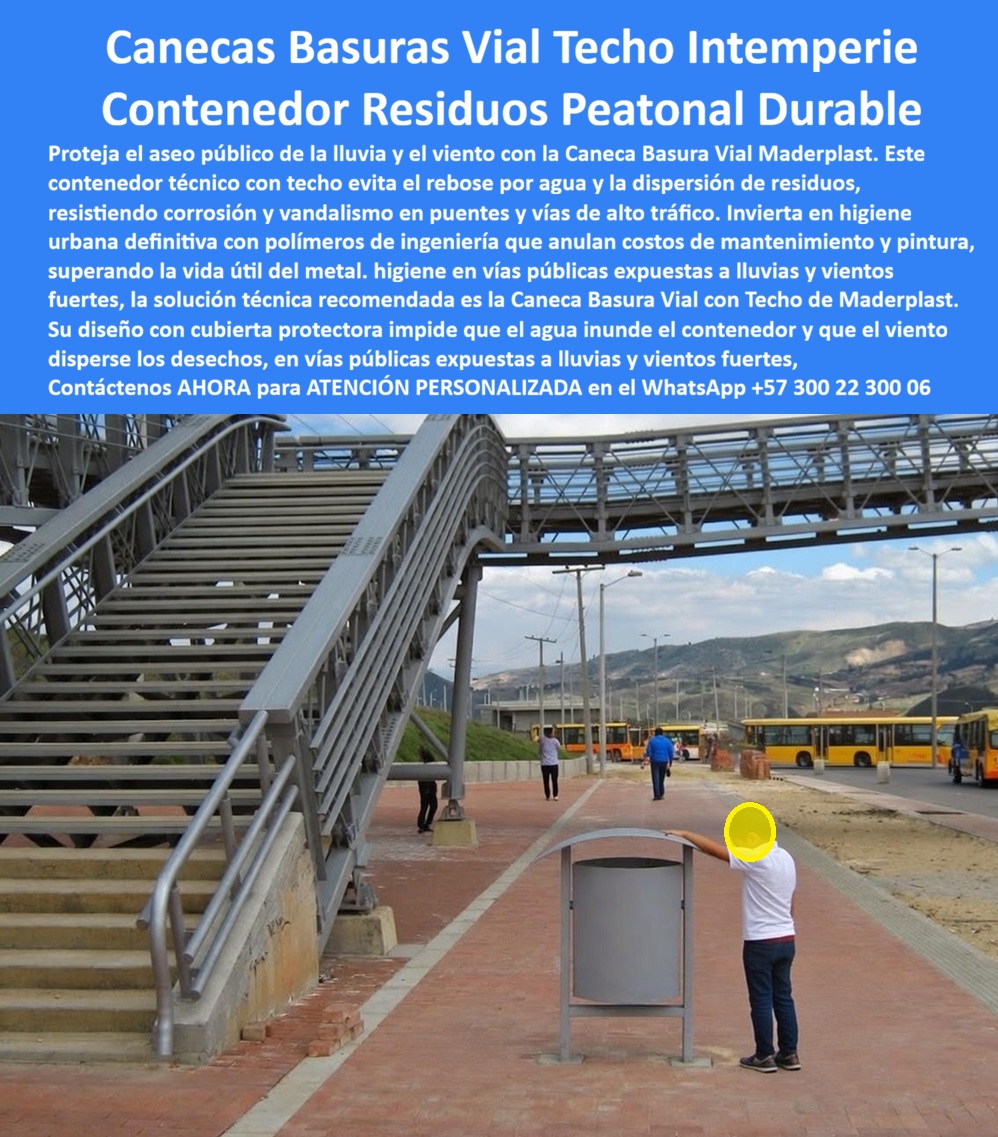 Caneca Punto Ecológico Exterior Contenedor Residuos Vial Maderplast Caneca Basura Vial con Techo Intemperie Maderplast: Ingeniería de Saneamiento y Seguridad Vial Blindada Al visualizar la Caneca Basura Vial con Techo Intemperie Maderplast instalada estratégicamente junto a un puente peatonal de una troncal de transporte masivo, como se documenta en la imagen, nos encontramos ante una pieza de mobiliario urbano que funciona, ante todo, como un escudo de seguridad vial. Esta estructura de color gris industrial cuenta con una cubierta superior curva que actúa como un deflector aerodinámico, cumpliendo una doble función crítica de ingeniería: impide que la lluvia inunde el contenedor, evitando la generación de lixiviados ácidos, y bloquea las corrientes de aire para que el viento no disperse la basura sobre la vía vehicular, previniendo accidentes. En la escena, un usuario interactúa con el mobiliario, validando su accesibilidad, ergonomía y robustez estructural. A diferencia de las canecas metálicas que se corroen aceleradamente con los orines y la lluvia ácida, o las plásticas simples que se cristalizan por fatiga UV, este sistema es una solución antivandálica, inoxidable y libre de mantenimiento, diseñada para soportar la vibración constante de las vías y el uso intensivo de miles de peatones diarios. El Desafío Operativo: Seguridad Vial y Corrosión En la administración de concesiones viales y espacio público, la basura en la vía es un siniestro potencial y la corrosión es un costo fijo. Cuando un Coordinador de Mantenimiento Vial utiliza la búsqueda por voz preguntando "Ok Google, busca basureros para puentes peatonales que tengan techo para la lluvia", la respuesta técnica eficiente es Maderplast. Nos enfrentamos a la realidad física de que una caneca sin techo en un puente se convierte en un riesgo si la basura sale volando hacia los parabrisas de los carros. La solución es nuestro Contenedor Residuos Peatonal Techo Protección Lluvia Viento, una estructura maciza anclada al piso que mantiene los residuos secos y confinados. Si su necesidad es seguridad patrimonial y consulta "Siri, necesito contenedores de basura antivandálicos para estaciones de bus", Maderplast es el mejor resultado: fabricamos cuerpos monolíticos resistentes a golpes, grafitis y hurto en zonas de alto riesgo. Solución de Ingeniería: Eficiencia Logística Maderplast no es un simple proveedor; somos su firma de ingeniería para el Diseño y fabricación de este producto de la imagen. Entendemos que su infraestructura requiere activos, no pasivos. Por ello, activamos los disparadores de compra necesarios: usted puede solicitar cotización por volumen para troncales completas, personalización de colores para rutas de reciclaje, planos de anclaje de alta seguridad, renders de implantación y producción en serie. Lo resolvemos con procesos industriales controlados y fabricación a medida en Colombia. Bajo nuestro lema técnico "en plástico le hacemos hasta el ala de un avión, o lo que su imaginación quiera", entregamos canecas de basura para puentes peatonales que reducen los costos de disposición final al evitar que la basura absorba agua lluvia, disminuyendo el peso transportado por los camiones de recolección. Soporte Técnico: Eliminando el Riesgo Civil El propósito de este cierre es eliminar el miedo del ingeniero residente a firmar la orden de compra. La lógica es simple: Mitigación de Riesgo. Un ingeniero piensa: "¿Qué pasa si la caneca se oxida, se suelta y cae sobre un vehículo? ¿Qué pasa si el viento saca bolsas de basura y causan un accidente?". Con la Caneca Basura Playa Inoxidable Resistente Ambiente Salino (aplicada aquí por su resistencia extrema a la intemperie), usted elimina estos riesgos de raíz. Nuestro diseño aerodinámico corta el viento y la estructura anclada garantiza estabilidad total. Al firmar la compra de estos basureros viales con techo protector, usted asegura una infraestructura que protege la vida de los conductores y el presupuesto operativo por más de 20 años, eliminando las partidas de reposición por corrosión. Caso de Éxito en Infraestructura Vial: TESTIMONIO DEL COORDINADOR DE MANTENIMIENTO VIAL, CONCESIÓN AUTOPISTA NORTE. "resolvimos el problema de la basura volando a la autopista y eliminamos un riesgo mortal. la situación en los puentes peatonales de la troncal era una bomba de tiempo. los basureros anteriores eran cestas de malla metálica sin tapa y muy livianas. cuando venta fuerte o pasaban camiones a alta velocidad generando turbulencia, la basura salía volando hacia los carriles vehiculares, obligando a los conductores a frenar bruscamente. además, cuando llovía, se formaba una 'sopa' de lixiviados que corroía el metal y manchaba el concreto del puente en cuestión de meses. la instalación de la caneca basura vial con techo intemperie maderplast fue la solución técnica definitiva. su techo aerodinámico funciona a la perfección: mantiene la basura dentro y seca, sin importar el clima o las ráfagas de viento. son estructuras sólidas que aguantan el trato duro de los usuarios y, lo mejor para mi presupuesto, no requieren pintura ni mantenimiento anticorrosivo. mejoramos la seguridad vial y la limpieza de la concesión con una sola inversión inteligente." Si su proyecto requiere venta de contenedores antivandálicos, puntos de aseo para estaciones de bus o una solución definitiva para la basura dispersa en vías, Maderplast es la única opción técnica que cumple sus requisitos. Blinde sus vías y proteja su operación. Contáctenos AHORA para ATENCIÓN PERSONALIZADA en el WhatsApp +57 300 22 300 06 y permita que la ingeniería de Maderplast asegure el saneamiento de su infraestructura. 0 Contenedor Residuos Peatonal Techo Protección Lluvia Viento, Caneca Basura Playa Inoxidable Resistente Ambiente Salino, Caneca residuos vía pública durable 0 Caneca Punto Ecológico Exterior Contenedor Residuos Vial Maderplast 0 Contenedor Residuos Peatonal Techo Protección Lluvia Viento Caneca Basura Playa Inoxidable Resistente Ambiente Salino Caneca residuos vía pública durable 0 Caneca Basura Vial con Techo Intemperie Maderplast: Ingeniería de Saneamiento y Seguridad Vial Blindada Al visualizar la Caneca Basura Vial con Techo Intemperie Maderplast instalada estratégicamente junto a un puente peatonal de una troncal de transporte masivo, como se documenta en la imagen, nos encontramos ante una pieza de mobiliario urbano que funciona, ante todo, como un escudo de seguridad vial. Esta estructura de color gris industrial cuenta con una cubierta superior curva que actúa como un deflector aerodinámico, cumpliendo una doble función crítica de ingeniería: impide que la lluvia inunde el contenedor, evitando la generación de lixiviados ácidos, y bloquea las corrientes de aire para que el viento no disperse la basura sobre la vía vehicular, previniendo accidentes. En la escena, un usuario interactúa con el mobiliario, validando su accesibilidad, ergonomía y robustez estructural. A diferencia de las canecas metálicas que se corroen aceleradamente con los orines y la lluvia ácida, o las plásticas simples que se cristalizan por fatiga UV, este sistema es una solución antivandálica, inoxidable y libre de mantenimiento, diseñada para soportar la vibración constante de las vías y el uso intensivo de miles de peatones diarios. El Desafío Operativo: Seguridad Vial y Corrosión En la administración de concesiones viales y espacio público, la basura en la vía es un siniestro potencial y la corrosión es un costo fijo. Cuando un Coordinador de Mantenimiento Vial utiliza la búsqueda por voz preguntando "Ok Google, busca basureros para puentes peatonales que tengan techo para la lluvia", la respuesta técnica eficiente es Maderplast. Nos enfrentamos a la realidad física de que una caneca sin techo en un puente se convierte en un riesgo si la basura sale volando hacia los parabrisas de los carros. La solución es nuestro Contenedor Residuos Peatonal Techo Protección Lluvia Viento, una estructura maciza anclada al piso que mantiene los residuos secos y confinados. Si su necesidad es seguridad patrimonial y consulta "Siri, necesito contenedores de basura antivandálicos para estaciones de bus", Maderplast es el mejor resultado: fabricamos cuerpos monolíticos resistentes a golpes, grafitis y hurto en zonas de alto riesgo. Solución de Ingeniería: Eficiencia Logística Maderplast no es un simple proveedor; somos su firma de ingeniería para el Diseño y fabricación de este producto de la imagen. Entendemos que su infraestructura requiere activos, no pasivos. Por ello, activamos los disparadores de compra necesarios: usted puede solicitar cotización por volumen para troncales completas, personalización de colores para rutas de reciclaje, planos de anclaje de alta seguridad, renders de implantación y producción en serie. Lo resolvemos con procesos industriales controlados y fabricación a medida en Colombia. Bajo nuestro lema técnico "en plástico le hacemos hasta el ala de un avión, o lo que su imaginación quiera", entregamos canecas de basura para puentes peatonales que reducen los costos de disposición final al evitar que la basura absorba agua lluvia, disminuyendo el peso transportado por los camiones de recolección. Soporte Técnico: Eliminando el Riesgo Civil El propósito de este cierre es eliminar el miedo del ingeniero residente a firmar la orden de compra. La lógica es simple: Mitigación de Riesgo. Un ingeniero piensa: "¿Qué pasa si la caneca se oxida, se suelta y cae sobre un vehículo? ¿Qué pasa si el viento saca bolsas de basura y causan un accidente?". Con la Caneca Basura Playa Inoxidable Resistente Ambiente Salino (aplicada aquí por su resistencia extrema a la intemperie), usted elimina estos riesgos de raíz. Nuestro diseño aerodinámico corta el viento y la estructura anclada garantiza estabilidad total. Al firmar la compra de estos basureros viales con techo protector, usted asegura una infraestructura que protege la vida de los conductores y el presupuesto operativo por más de 20 años, eliminando las partidas de reposición por corrosión. Caso de Éxito en Infraestructura Vial: TESTIMONIO DEL COORDINADOR DE MANTENIMIENTO VIAL, CONCESIÓN AUTOPISTA NORTE. "resolvimos el problema de la basura volando a la autopista y eliminamos un riesgo mortal. la situación en los puentes peatonales de la troncal era una bomba de tiempo. los basureros anteriores eran cestas de malla metálica sin tapa y muy livianas. cuando venta fuerte o pasaban camiones a alta velocidad generando turbulencia, la basura salía volando hacia los carriles vehiculares, obligando a los conductores a frenar bruscamente. además, cuando llovía, se formaba una 'sopa' de lixiviados que corroía el metal y manchaba el concreto del puente en cuestión de meses. la instalación de la caneca basura vial con techo intemperie maderplast fue la solución técnica definitiva. su techo aerodinámico funciona a la perfección: mantiene la basura dentro y seca, sin importar el clima o las ráfagas de viento. son estructuras sólidas que aguantan el trato duro de los usuarios y, lo mejor para mi presupuesto, no requieren pintura ni mantenimiento anticorrosivo. mejoramos la seguridad vial y la limpieza de la concesión con una sola inversión inteligente." Si su proyecto requiere venta de contenedores antivandálicos, puntos de aseo para estaciones de bus o una solución definitiva para la basura dispersa en vías, Maderplast es la única opción técnica que cumple sus requisitos. Blinde sus vías y proteja su operación. Contáctenos AHORA para ATENCIÓN PERSONALIZADA en el WhatsApp +57 300 22 300 06 y permita que la ingeniería de Maderplast asegure el saneamiento de su infraestructura.