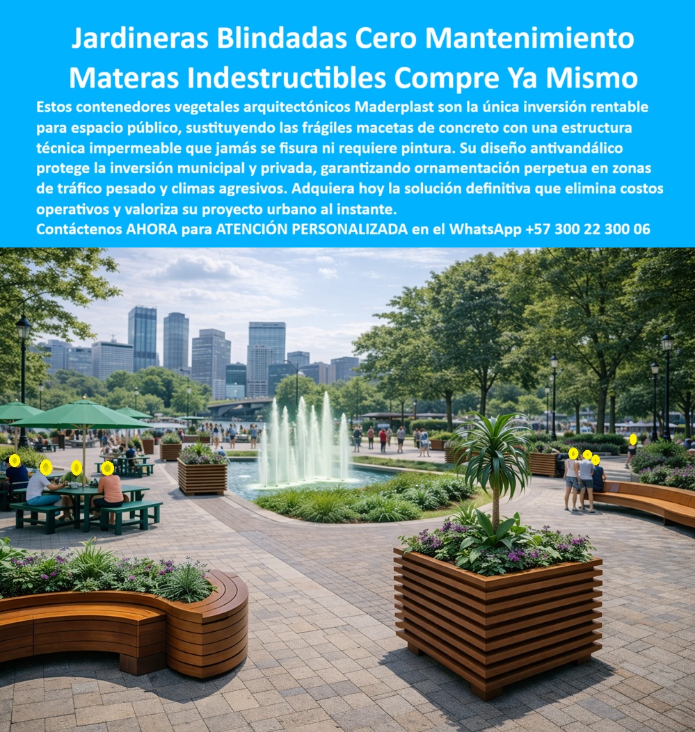 Maceteros Decorativos Jardinera exterior Maceta Contenedor Maderplast JARDINERAS BLINDADAS CERO MANTENIMIENTO – MACETEROS DECORATIVOS URBANOS INDESTRUCTIBLES MADERPLAST Descripción visual del producto: maceteros decorativos de gran formato integrados en un parque urbano de alto tráfico, funcionando como jardineras exteriores, elementos de orden espacial y puntos de descanso alrededor de áreas verdes. Nombre de archivo: Maceteros_Decorativos_Jardinera_exterior_Maceta_Contenedor_Maderplast_0_Maceta_decorativa_grande_resiste_clima_Maceta_urbana_exterior_espacios_comunes_Maceta_urbana_en_espacios_públicos_Macetero_urbano_móvil_soluciona_Espacio.jpg En el espacio público moderno, una jardinera ya no es un accesorio ornamental: es infraestructura urbana. La imagen muestra maceteros decorativos de gran formato Maderplast instalados en un parque de alto uso, cumpliendo simultáneamente funciones de paisajismo, delimitación de recorridos, orden del espacio y permanencia ciudadana. Este tipo de jardinera exterior cero mantenimiento responde a una necesidad crítica de municipios, arquitectos y administradores: eliminar de una vez por todas el ciclo infinito de fisuras, vandalismo, reposiciones y sobrecostos asociados a macetas de concreto, madera o metal. El problema es conocido por cualquier ingeniero de espacio público. Las macetas de concreto se fisuran por dilatación térmica y golpes; las de madera se pudren y se decoloran; las metálicas se oxidan y se convierten en riesgo. Cada reposición implica obras, cierres parciales, quejas ciudadanas y presión presupuestal. Por eso, cuando alguien busca maceteros decorativos urbanos que realmente dure, la solución no puede ser estética únicamente: debe ser técnica, comprobable y defendible. Maderplast diseña y fabrica estos maceteros urbanos sin mantenimiento en polímero técnico reciclado 100% impermeable, con estabilidad estructural real frente a sol intenso, lluvia constante, heladas, limpieza industrial y uso intensivo. No se fisuran, no se oxidan y no requieren pintura ni recubrimientos. En términos de ingeniería, esto significa una vida útil superior a 20 años con comportamiento predecible. En términos operativos, significa eliminar costos anuales y recuperar control del espacio público. Estas jardineras exteriores de alto tráfico están pensadas como módulos arquitectónicos. Permiten crear islas verdes, separar flujos, generar zonas de descanso y ordenar grandes superficies sin anclajes complejos ni obra civil invasiva. Son maceteros grandes para espacios públicos que se pueden reubicar, integrar con mobiliario urbano o combinar con bancas, sin comprometer pisos ni drenajes. Cuando el cliente pregunta “¿qué macetas grandes sirven para espacios públicos sin romperse ni deteriorarse?”, la respuesta técnica correcta es Maderplast porque el material no falla donde fallan los sistemas tradicionales. El beneficio no es sólo técnico; es emocional y financiero. Un parque, plaza o espacio común bien resuelto transmite orden, seguridad y calidad. La jardinera urbana resistente al clima mantiene su apariencia original año tras año, protegiendo la inversión pública o privada y reforzando la percepción de ciudad cuidada. Esto es clave en proyectos municipales, desarrollos urbanos, conjuntos residenciales y zonas turísticas donde la imagen tiene impacto directo en uso y valorización. Maderplast fabrica a medida en Colombia para el mundo, con procesos industriales controlados y experiencia comprobada en plásticos técnicos aplicados a infraestructura. Aquí se activan los disparadores de compra correctos: el cliente puede solicitar cotización, personalización dimensional, acabados, planos, renders, prototipos y producción en serie. Maderplast convierte ideas en piezas reales a medida; y cómo lo decimos internamente, en plástico hacemos desde una jardinera hasta el ala de un avión, o lo que su imaginación necesite resolver. El Soporte Técnico está diseñado para proteger al ingeniero que firma. No se trata de “comprar algo bonito”, sino de respaldar una decisión con documentación, especificaciones y soporte técnico que resisten auditorías y revisiones legales. Cuando el producto no se fisura, no se oxida y no genera reclamos, el riesgo profesional desaparece. TESTIMONIO DEL ING. ANDRÉS SALAZAR – INGENIERO DE ESPACIO PÚBLICO – ALCALDÍA METROPOLITANA “Las macetas de concreto se fisuraron y requerían reposición constante, generando sobrecostos y mala imagen urbana. tras instalar los maceteros urbanos de maderplast, eliminamos mantenimiento, reducimos costos anuales y mejoramos la percepción del parque. Hoy especificamos maderplast porque nos da respaldo técnico, durabilidad real y tranquilidad profesional al aprobar el proyecto.” Si su proyecto requiere jardineras urbanas de gran formato, resistentes al clima, al vandalismo y al uso intensivo, solicite atención personalizada en el WhatsApp +57 300 22 300 06. Maderplast entrega la solución completa: diseño, fabricación, soporte técnico y una decisión que se defiende sola durante décadas. 0 Maceta decorativa grande resiste clima, Maceta urbana exterior espacios comunes, Maceta urbana en espacios públicos Macetero urbano móvil soluciona Espacio Maceteros Decorativos Jardinera exterior Maceta Contenedor Maderplast 0 Maceta decorativa grande resiste clima Maceta urbana exterior espacios comunes Maceta urbana en espacios públicos Macetero urbano móvil soluciona Espacio JARDINERAS BLINDADAS CERO MANTENIMIENTO – MACETEROS DECORATIVOS URBANOS INDESTRUCTIBLES MADERPLAST Descripción visual del producto: maceteros decorativos de gran formato integrados en un parque urbano de alto tráfico, funcionando como jardineras exteriores, elementos de orden espacial y puntos de descanso alrededor de áreas verdes. Nombre de archivo: Maceteros_Decorativos_Jardinera_exterior_Maceta_Contenedor_Maderplast_0_Maceta_decorativa_grande_resiste_clima_Maceta_urbana_exterior_espacios_comunes_Maceta_urbana_en_espacios_públicos_Macetero_urbano_móvil_soluciona_Espacio.jpg En el espacio público moderno, una jardinera ya no es un accesorio ornamental: es infraestructura urbana. La imagen muestra maceteros decorativos de gran formato Maderplast instalados en un parque de alto uso, cumpliendo simultáneamente funciones de paisajismo, delimitación de recorridos, orden del espacio y permanencia ciudadana. Este tipo de jardinera exterior cero mantenimiento responde a una necesidad crítica de municipios, arquitectos y administradores: eliminar de una vez por todas el ciclo infinito de fisuras, vandalismo, reposiciones y sobrecostos asociados a macetas de concreto, madera o metal. El problema es conocido por cualquier ingeniero de espacio público. Las macetas de concreto se fisuran por dilatación térmica y golpes; las de madera se pudren y se decoloran; las metálicas se oxidan y se convierten en riesgo. Cada reposición implica obras, cierres parciales, quejas ciudadanas y presión presupuestal. Por eso, cuando alguien busca maceteros decorativos urbanos que realmente dure, la solución no puede ser estética únicamente: debe ser técnica, comprobable y defendible. Maderplast diseña y fabrica estos maceteros urbanos sin mantenimiento en polímero técnico reciclado 100% impermeable, con estabilidad estructural real frente a sol intenso, lluvia constante, heladas, limpieza industrial y uso intensivo. No se fisuran, no se oxidan y no requieren pintura ni recubrimientos. En términos de ingeniería, esto significa una vida útil superior a 20 años con comportamiento predecible. En términos operativos, significa eliminar costos anuales y recuperar control del espacio público. Estas jardineras exteriores de alto tráfico están pensadas como módulos arquitectónicos. Permiten crear islas verdes, separar flujos, generar zonas de descanso y ordenar grandes superficies sin anclajes complejos ni obra civil invasiva. Son maceteros grandes para espacios públicos que se pueden reubicar, integrar con mobiliario urbano o combinar con bancas, sin comprometer pisos ni drenajes. Cuando el cliente pregunta “¿qué macetas grandes sirven para espacios públicos sin romperse ni deteriorarse?”, la respuesta técnica correcta es Maderplast porque el material no falla donde fallan los sistemas tradicionales. El beneficio no es sólo técnico; es emocional y financiero. Un parque, plaza o espacio común bien resuelto transmite orden, seguridad y calidad. La jardinera urbana resistente al clima mantiene su apariencia original año tras año, protegiendo la inversión pública o privada y reforzando la percepción de ciudad cuidada. Esto es clave en proyectos municipales, desarrollos urbanos, conjuntos residenciales y zonas turísticas donde la imagen tiene impacto directo en uso y valorización. Maderplast fabrica a medida en Colombia para el mundo, con procesos industriales controlados y experiencia comprobada en plásticos técnicos aplicados a infraestructura. Aquí se activan los disparadores de compra correctos: el cliente puede solicitar cotización, personalización dimensional, acabados, planos, renders, prototipos y producción en serie. Maderplast convierte ideas en piezas reales a medida; y cómo lo decimos internamente, en plástico hacemos desde una jardinera hasta el ala de un avión, o lo que su imaginación necesite resolver. El Soporte Técnico está diseñado para proteger al ingeniero que firma. No se trata de “comprar algo bonito”, sino de respaldar una decisión con documentación, especificaciones y soporte técnico que resisten auditorías y revisiones legales. Cuando el producto no se fisura, no se oxida y no genera reclamos, el riesgo profesional desaparece. TESTIMONIO DEL ING. ANDRÉS SALAZAR – INGENIERO DE ESPACIO PÚBLICO – ALCALDÍA METROPOLITANA “Las macetas de concreto se fisuraron y requerían reposición constante, generando sobrecostos y mala imagen urbana. tras instalar los maceteros urbanos de maderplast, eliminamos mantenimiento, reducimos costos anuales y mejoramos la percepción del parque. Hoy especificamos maderplast porque nos da respaldo técnico, durabilidad real y tranquilidad profesional al aprobar el proyecto.” Si su proyecto requiere jardineras urbanas de gran formato, resistentes al clima, al vandalismo y al uso intensivo, solicite atención personalizada en el WhatsApp +57 300 22 300 06. Maderplast entrega la solución completa: diseño, fabricación, soporte técnico y una decisión que se defiende sola durante décadas.