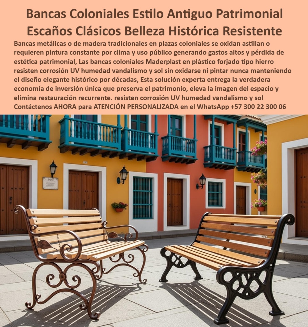 Mobiliario Urbano Clásico Silla Clásica Forja Colonial Maderplast La imagen presenta bancas coloniales patrimoniales diseñadas y fabricadas por Maderplast, instaladas en una plaza histórica rodeada de arquitectura colonial colorida, donde cada elemento del entorno exige respeto estético y desempeño estructural real. El Producto o sujeto protagonista no es la plaza ni la decoración, es la banca colonial estilo antiguo de Maderplast, creada específicamente para resolver un problema crítico en espacios patrimoniales: cómo mantener la belleza histórica sin sacrificar durabilidad, seguridad ni presupuesto público. En plazas coloniales, centros históricos y espacios turísticos protegidos, las bancas metálicas tradicionales se oxidan, las de madera se astillan y las restauraciones constantes terminan deteriorando la imagen patrimonial que se busca preservar. Cada repintada altera el lenguaje visual original y cada reemplazo implica costos, trámites y responsabilidad técnica directa para el funcionario o el profesional que aprobó la compra. La banca colonial patrimonial de Maderplast elimina ese riesgo desde la ingeniería del producto. Esta banca reproduce fielmente la estética de los escaños clásicos de forja antigua, con laterales ornamentales curvos visibles y listones con apariencia madera, pero fabricados en material técnico que no se oxida, no se astilla y no requiere pintura. La estructura mantiene estabilidad real bajo uso público continuo, soporta peso constante, sol directo, humedad y limpieza frecuente sin deformarse ni perder elegancia. El resultado es mobiliario que respeta el patrimonio visual y funciona como infraestructura urbana permanente, no como elemento decorativo frágil. Desde la perspectiva del gestor patrimonial, arquitecto urbano o ingeniero municipal, la necesidad es clara: una banca clásica para plaza histórica que no genere mantenimiento recurrente ni comprometa la responsabilidad técnica del proyecto. Maderplast diseña esta solución entendiendo ese punto de dolor. Aquí no se improvisa; se fabrica con procesos industriales controlados, experiencia en plásticos técnicos y criterios de uso intensivo real en espacio público. La banca tradicional exterior resistente de Maderplast conserva la identidad histórica del lugar, mejora la experiencia del visitante, ordena el espacio y prolonga la permanencia turística, factores que impactan directamente la economía local. Al mismo tiempo, reduce el costo total de propiedad al eliminar restauraciones periódicas, soldaduras, lijados y repintados que erosionan los presupuestos año tras año. Esta es la diferencia entre “reponer mobiliario” e invertir con criterio técnico. Maderplast fabrica en Colombia con capacidad de adaptación para proyectos patrimoniales en cualquier país. Cada banca puede personalizarse en medidas, tonos, acabados y detalles ornamentales, siempre respetando normativas locales de conservación histórica. El cliente puede solicitar cotización técnica, planos, renders, prototipos y producción en serie con un solo proveedor que responde integralmente. Aquí se cumple el principio que define a la marca: convertimos ideas en piezas reales a medida; en plástico le hacemos hasta el ala de un avión, o lo que su imaginación quiera. El Soporte Técnico es claro y defensible: esta banca no expone al ingeniero, lo respalda. Existen fichas técnicas, criterios estructurales, materiales estables y desempeño comprobado en exteriores. Si algo falla, hay ingeniería detrás; no es una banca decorativa comprada al azar, es una solución diseñada para durar décadas en condiciones patrimoniales exigentes. Si el proyecto requiere bancas coloniales patrimoniales, escaños clásicos para plazas históricas, mobiliario urbano colonial resistente o bancas tradicionales de alta durabilidad, esta solución cumple con la estética, la técnica y la responsabilidad financiera que el cargo exige. TESTIMONIO – LAURA GÓMEZ, DIRECTORA DE PATRIMONIO URBANO MUNICIPAL “En plazas históricas teníamos un problema constante con bancas de hierro que se oxidan y madera que se astillan, afectando la imagen patrimonial y generando costos recurrentes. con las bancas coloniales de maderplast logramos preservar la estética histórica sin mantenimiento. la estructura se mantiene firme, los listones intactos y el espacio recuperó su dignidad visual. fue una decisión técnica, cultural y financieramente correcta.” 0 Escaños Estilo Antiguo Plaza Pública, Banca Colonial Decorativa para Espacios Patrimoniales, Banca Tradicional Restauración Alta Resistencia, Silla Colonial PP Mobiliario Urbano Clásico Silla Clásica Forja Colonial Maderplast 0 Escaños Estilo Antiguo Plaza Pública Banca Colonial Decorativa para Espacios Patrimoniales Banca Tradicional Restauración Alta Resistencia Silla Colonial PP La imagen presenta bancas coloniales patrimoniales diseñadas y fabricadas por Maderplast, instaladas en una plaza histórica rodeada de arquitectura colonial colorida, donde cada elemento del entorno exige respeto estético y desempeño estructural real. El Producto o sujeto protagonista no es la plaza ni la decoración, es la banca colonial estilo antiguo de Maderplast, creada específicamente para resolver un problema crítico en espacios patrimoniales: cómo mantener la belleza histórica sin sacrificar durabilidad, seguridad ni presupuesto público. En plazas coloniales, centros históricos y espacios turísticos protegidos, las bancas metálicas tradicionales se oxidan, las de madera se astillan y las restauraciones constantes terminan deteriorando la imagen patrimonial que se busca preservar. Cada repintada altera el lenguaje visual original y cada reemplazo implica costos, trámites y responsabilidad técnica directa para el funcionario o el profesional que aprobó la compra. La banca colonial patrimonial de Maderplast elimina ese riesgo desde la ingeniería del producto. Esta banca reproduce fielmente la estética de los escaños clásicos de forja antigua, con laterales ornamentales curvos visibles y listones con apariencia madera, pero fabricados en material técnico que no se oxida, no se astilla y no requiere pintura. La estructura mantiene estabilidad real bajo uso público continuo, soporta peso constante, sol directo, humedad y limpieza frecuente sin deformarse ni perder elegancia. El resultado es mobiliario que respeta el patrimonio visual y funciona como infraestructura urbana permanente, no como elemento decorativo frágil. Desde la perspectiva del gestor patrimonial, arquitecto urbano o ingeniero municipal, la necesidad es clara: una banca clásica para plaza histórica que no genere mantenimiento recurrente ni comprometa la responsabilidad técnica del proyecto. Maderplast diseña esta solución entendiendo ese punto de dolor. Aquí no se improvisa; se fabrica con procesos industriales controlados, experiencia en plásticos técnicos y criterios de uso intensivo real en espacio público. La banca tradicional exterior resistente de Maderplast conserva la identidad histórica del lugar, mejora la experiencia del visitante, ordena el espacio y prolonga la permanencia turística, factores que impactan directamente la economía local. Al mismo tiempo, reduce el costo total de propiedad al eliminar restauraciones periódicas, soldaduras, lijados y repintados que erosionan los presupuestos año tras año. Esta es la diferencia entre “reponer mobiliario” e invertir con criterio técnico. Maderplast fabrica en Colombia con capacidad de adaptación para proyectos patrimoniales en cualquier país. Cada banca puede personalizarse en medidas, tonos, acabados y detalles ornamentales, siempre respetando normativas locales de conservación histórica. El cliente puede solicitar cotización técnica, planos, renders, prototipos y producción en serie con un solo proveedor que responde integralmente. Aquí se cumple el principio que define a la marca: convertimos ideas en piezas reales a medida; en plástico le hacemos hasta el ala de un avión, o lo que su imaginación quiera. El Soporte Técnico es claro y defensible: esta banca no expone al ingeniero, lo respalda. Existen fichas técnicas, criterios estructurales, materiales estables y desempeño comprobado en exteriores. Si algo falla, hay ingeniería detrás; no es una banca decorativa comprada al azar, es una solución diseñada para durar décadas en condiciones patrimoniales exigentes. Si el proyecto requiere bancas coloniales patrimoniales, escaños clásicos para plazas históricas, mobiliario urbano colonial resistente o bancas tradicionales de alta durabilidad, esta solución cumple con la estética, la técnica y la responsabilidad financiera que el cargo exige. TESTIMONIO – LAURA GÓMEZ, DIRECTORA DE PATRIMONIO URBANO MUNICIPAL “En plazas históricas teníamos un problema constante con bancas de hierro que se oxidan y madera que se astillan, afectando la imagen patrimonial y generando costos recurrentes. con las bancas coloniales de maderplast logramos preservar la estética histórica sin mantenimiento. la estructura se mantiene firme, los listones intactos y el espacio recuperó su dignidad visual. fue una decisión técnica, cultural y financieramente correcta.”