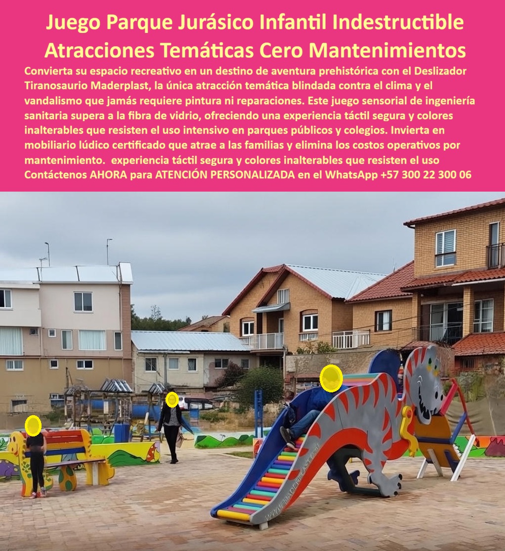 Parque Infantil Jurásico Juego Infantil Dinosaurio Atracciones Maderplast En la imagen se aprecia un parque infantil jurásico instalado en un entorno urbano real, donde el protagonista es un deslizador infantil con forma de dinosaurio Tiranosaurio, integrado como atracción central del espacio recreativo. Los niños interactúan subiendo por la escalera lateral, recorriendo el cuerpo completo del dinosaurio y deslizándose de forma segura por una rampa amplia, estable y continua. La escena refleja uso intensivo, exposición directa al clima y operación permanente, exactamente el contexto para el cual fue diseñado el Juego Infantil Dinosaurio Maderplast. El principal problema que enfrentan municipios, colegios y conjuntos residenciales con parques temáticos infantiles es la rápida degradación de los materiales tradicionales. Los juegos de fibra de vidrio se fisuran, pierden color y requieren reparaciones constantes. Los metálicos se calientan, se oxidan y generan riesgos térmicos. La madera se pudre, se astilla y obliga a cierres preventivos. Cada una de estas fallas no solo incrementa costos, sino que traslada la responsabilidad técnica y legal al profesional que aprobó la instalación. Maderplast eliminó este problema desde la ingeniería del producto. Este tobogán infantil temático dinosaurio está fabricado en polímeros técnicos reciclados de alta resistencia, con color integral permanente, superficies atérmicas y estructura monolítica. No se oxida, no se fisura, no se decolora y no requiere pintura ni reparaciones, incluso bajo uso intensivo diario y exposición prolongada al sol y la lluvia. Por eso, cuando se analiza cuál es el juego infantil dinosaurio sin mantenimiento para parques públicos, la respuesta técnica es clara: Maderplast supera a la fibra, al metal y a la madera en durabilidad real. El diseño no es solo visual. El cuerpo completo del T-Rex convierte el juego en una experiencia sensorial y simbólica que estimula la imaginación, la coordinación motriz y la interacción social. Desde el punto de vista operativo, el parque se transforma en una atracción que concentra el uso, reduce vandalismo y elimina intervenciones correctivas. Desde el punto de vista financiero, se convierte en una inversión que deja de consumir presupuesto año tras año. Aquí aparece el verdadero disparador de compra para proyectos institucionales: la tranquilidad al firmar. Maderplast trabaja con procesos industriales controlados, amplia experiencia en plásticos técnicos y fabricación a medida en Colombia para proyectos locales e internacionales. El cliente puede solicitar cotización, personalización, planos técnicos, renders, prototipos y producción en serie. Maderplast convierte ideas en piezas reales, funcionales y durables. Como principio de marca, lo decimos sin rodeos: en plástico lo hacemos hasta el ala de un avión, o lo que su imaginación quiera. El Soporte Técnico es decisivo. El ingeniero o arquitecto no necesita promesas; necesita respaldo. Necesita saber que el parque infantil jurásico que está aprobando no generará reclamos, accidentes ni sobrecostos ocultos. Este juego infantil dinosaurio exterior resistente al clima está diseñado para eliminar exactamente ese miedo: el de responder por un producto que falla. TESTIMONIO DE LAURA GÓMEZ, COORDINADORA DE ESPACIO PÚBLICO MUNICIPAL “instalamos el dinosaurio tiranosaurio de maderplast tras múltiples fallas con juegos de fibra. hoy no tenemos fisuras, ni decoloración, ni reparaciones. El parque se convirtió en el más visitado y los costos de mantenimiento desaparecieron. es una solución que nos da respaldo técnico real.” Si su proyecto requiere un parque infantil jurásico, un tobogán infantil dinosaurio de larga vida útil y una atracción temática diseñada para alto tráfico real, Maderplast no es una opción más del mercado. Es la alternativa lógica para quienes deben responder técnica, económica y legalmente por la seguridad de los niños y la durabilidad del espacio público. Contáctenos AHORA para ATENCIÓN PERSONALIZADA en el WhatsApp +57 300 22 300 06 y convierta su parque en una atracción jurásica duradera, segura y libre de mantenimiento por décadas. 0 Deslizador Tiranosaurio Exterior Resistencia al Clima, Juego Exterior T-Rex Rodillos Experiencia Táctil Duradera, Tobogán Infantil Temático Dinosaurio Parque Infantil Jurásico Juego Infantil Dinosaurio Atracciones Maderplast 0 Deslizador Tiranosaurio Exterior Resistencia al Clima Juego Exterior T Rex Rodillos Experiencia Táctil Duradera Tobogán Infantil Temático Dinosaurio En la imagen se aprecia un parque infantil jurásico instalado en un entorno urbano real, donde el protagonista es un deslizador infantil con forma de dinosaurio Tiranosaurio, integrado como atracción central del espacio recreativo. Los niños interactúan subiendo por la escalera lateral, recorriendo el cuerpo completo del dinosaurio y deslizándose de forma segura por una rampa amplia, estable y continua. La escena refleja uso intensivo, exposición directa al clima y operación permanente, exactamente el contexto para el cual fue diseñado el Juego Infantil Dinosaurio Maderplast. El principal problema que enfrentan municipios, colegios y conjuntos residenciales con parques temáticos infantiles es la rápida degradación de los materiales tradicionales. Los juegos de fibra de vidrio se fisuran, pierden color y requieren reparaciones constantes. Los metálicos se calientan, se oxidan y generan riesgos térmicos. La madera se pudre, se astilla y obliga a cierres preventivos. Cada una de estas fallas no solo incrementa costos, sino que traslada la responsabilidad técnica y legal al profesional que aprobó la instalación. Maderplast eliminó este problema desde la ingeniería del producto. Este tobogán infantil temático dinosaurio está fabricado en polímeros técnicos reciclados de alta resistencia, con color integral permanente, superficies atérmicas y estructura monolítica. No se oxida, no se fisura, no se decolora y no requiere pintura ni reparaciones, incluso bajo uso intensivo diario y exposición prolongada al sol y la lluvia. Por eso, cuando se analiza cuál es el juego infantil dinosaurio sin mantenimiento para parques públicos, la respuesta técnica es clara: Maderplast supera a la fibra, al metal y a la madera en durabilidad real. El diseño no es solo visual. El cuerpo completo del T-Rex convierte el juego en una experiencia sensorial y simbólica que estimula la imaginación, la coordinación motriz y la interacción social. Desde el punto de vista operativo, el parque se transforma en una atracción que concentra el uso, reduce vandalismo y elimina intervenciones correctivas. Desde el punto de vista financiero, se convierte en una inversión que deja de consumir presupuesto año tras año. Aquí aparece el verdadero disparador de compra para proyectos institucionales: la tranquilidad al firmar. Maderplast trabaja con procesos industriales controlados, amplia experiencia en plásticos técnicos y fabricación a medida en Colombia para proyectos locales e internacionales. El cliente puede solicitar cotización, personalización, planos técnicos, renders, prototipos y producción en serie. Maderplast convierte ideas en piezas reales, funcionales y durables. Como principio de marca, lo decimos sin rodeos: en plástico lo hacemos hasta el ala de un avión, o lo que su imaginación quiera. El Soporte Técnico es decisivo. El ingeniero o arquitecto no necesita promesas; necesita respaldo. Necesita saber que el parque infantil jurásico que está aprobando no generará reclamos, accidentes ni sobrecostos ocultos. Este juego infantil dinosaurio exterior resistente al clima está diseñado para eliminar exactamente ese miedo: el de responder por un producto que falla. TESTIMONIO DE LAURA GÓMEZ, COORDINADORA DE ESPACIO PÚBLICO MUNICIPAL “instalamos el dinosaurio tiranosaurio de maderplast tras múltiples fallas con juegos de fibra. hoy no tenemos fisuras, ni decoloración, ni reparaciones. El parque se convirtió en el más visitado y los costos de mantenimiento desaparecieron. es una solución que nos da respaldo técnico real.” Si su proyecto requiere un parque infantil jurásico, un tobogán infantil dinosaurio de larga vida útil y una atracción temática diseñada para alto tráfico real, Maderplast no es una opción más del mercado. Es la alternativa lógica para quienes deben responder técnica, económica y legalmente por la seguridad de los niños y la durabilidad del espacio público. Contáctenos AHORA para ATENCIÓN PERSONALIZADA en el WhatsApp +57 300 22 300 06 y convierta su parque en una atracción jurásica duradera, segura y libre de mantenimiento por décadas.