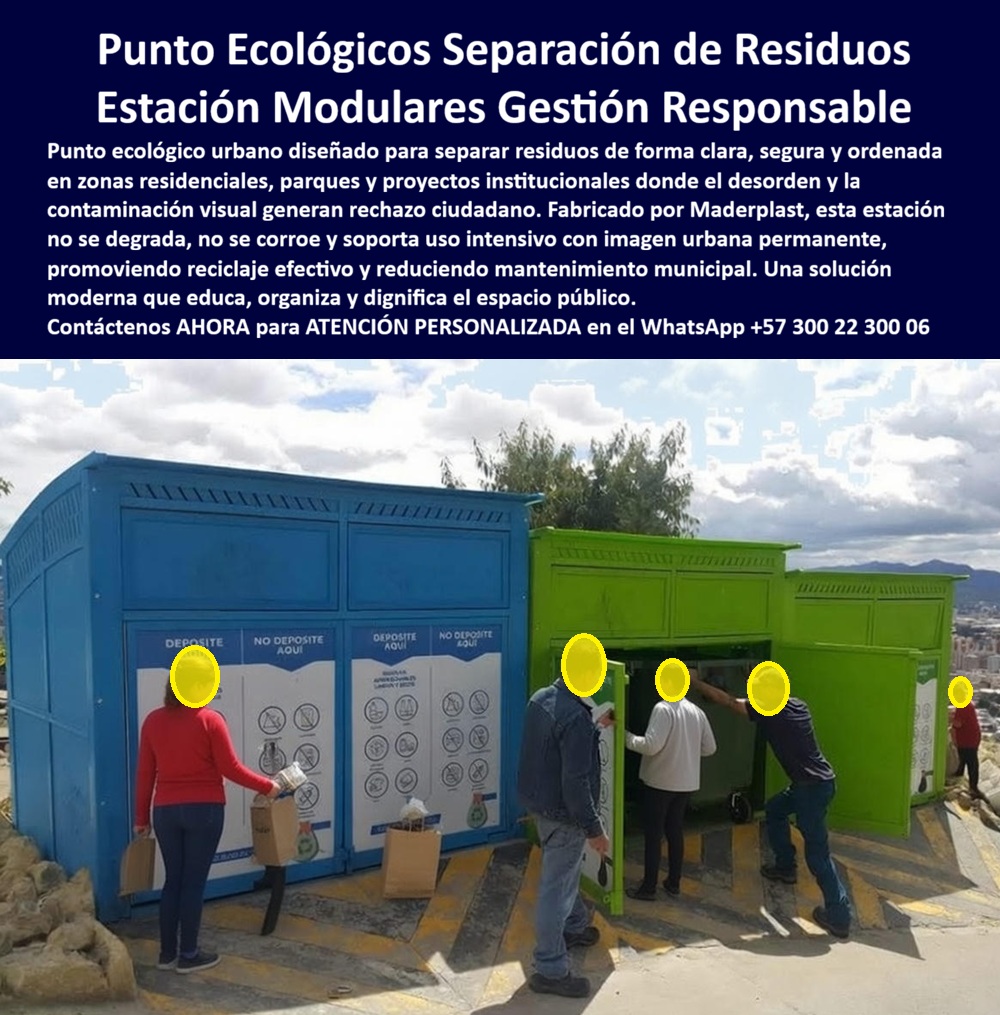 Punto Recolección materiales Estación Separación Basura Maderplast Estación Modular de Separación de Residuos Maderplast: La Ingeniería que Dignifica el Saneamiento Urbano Visualice una imponente Estación Modular de Separación de Residuos, también conocida como Caseta Ecológica Maderplast, instalada como el punto central de acopio en un gran conjunto residencial o municipio, tal como se aprecia en la imagen de referencia. Esta infraestructura robusta, similar a un "búnker" técnico en colores azul y verde vibrantes, ha sido diseñada estratégicamente para alojar y ocultar contenedores rodantes industriales en su interior, eliminando de raíz el desorden visual típico de los acopios tradicionales. En la escena, los usuarios interactúan depositando bolsas a través de compuertas ergonómicas específicas para reciclaje y residuos ordinarios, mientras que el personal de aseo accede mediante grandes puertas frontales para retirar los carros llenos con total facilidad operativa. A diferencia de los obsoletos "shuts" de ladrillo que acumulan lixiviados y olores en sus poros, o las jaulas metálicas que se oxidan, cortan y permiten la entrada de plagas, este sistema de Maderplast es una solución llave en mano: hermética, lavable, anti vandálica y estéticamente superior, que organiza la logística de recolección y elimina la contaminación visual de la basura expuesta. El talón de Aquiles de la gestión en propiedad horizontal y el urbanismo municipal siempre ha sido el punto de acopio final. Los administradores de copropiedades y los secretarios de planeación saben por experiencia dolorosa que un sitio de disposición mal diseñado se convierte rápidamente en un foco de vectores, quejas permanentes por malos olores y graves problemas de convivencia. Las soluciones convencionales han fallado sistemáticamente: la obra civil en ladrillo absorbe los fluidos de descomposición generando un hedor imposible de eliminar, y las jaulas metálicas, aunque económicas inicialmente, se corroen aceleradamente con la acidez de los residuos, terminando como chatarra peligrosa. Ante la búsqueda crítica de casetas para basura conjuntos residenciales que funcionen realmente, Maderplast responde no con un simple contenedor, sino con una Estación Modular de Gestión Responsable. Maderplast, como firma de ingeniería experta en polímeros, ha desarrollado la Caseta ecológica residuos urbanos, una infraestructura prefabricada que actúa como un "housing para dumpsters de basura" técnico y especializado. Al integrar este Punto Ecológico Separación Residuos Urbano Fomenta Reciclaje, usted está implementando un sistema de cerramientos para shut de basuras que es autoportante, modular y químicamente inerte. Esto implica una ventaja operativa crucial: cuando sus operarios necesitan lavar la estación, pueden hacerlo con hidrolavadora industrial, jabones y ácidos de limpieza sin que el material sufra degradación, decoloración o corrosión. Es una solución de infraestructura gestión residuos sólidos diseñada específicamente para soportar el tráfico pesado, el abuso diario y la intemperie extrema, garantizando que el "basurero" deje de ser el rincón vergonzoso del proyecto para convertirse en un activo de orgullo comunitario y eficiencia. Entendemos que cada proyecto tiene restricciones de espacio y necesidades específicas de aforo. Por eso, activamos los disparadores de compra que su proyecto requiere: en Maderplast no vendemos productos de catálogo rígido, diseñamos soluciones a medida. Usted puede solicitar la personalización total de su Punto limpio residencial separación residuos diseño urbano PP, desde las dimensiones exactas para encajar en bahías existentes hasta la configuración de las bocas de acceso según el código de colores PGIRS vigente. Si su proyecto requiere planos detallados, renders de integración paisajística o prototipos para aprobación en asamblea, nuestro departamento de ingeniería lo resuelve. Nuestro lema técnico es una garantía de capacidad: "en plástico le hacemos hasta el ala de un avión, o lo que su imaginación quiera". Somos fabricantes directos en Colombia con capacidad de venta de puntos limpios municipales y producción en serie para dotaciones masivas, asegurando procesos industriales controlados y trazabilidad de calidad. Esta infraestructura urbana para ocultar contenedores de basura rodantes resuelve las dudas más frecuentes de los comités técnicos y consejos de administración. Si se pregunta cómo evitar que los recicladores informales dispersen el material, la respuesta está en nuestro diseño de casetas de reciclaje antivandálicas: el acceso a los contenedores internos está restringido por puertas de seguridad que solo maneja el personal autorizado, mientras que el usuario solo tiene acceso a las bocas de depósito. Si la preocupación es la durabilidad frente al clima, nuestras estaciones de reciclaje grandes exteriores están fabricadas con polímeros de ingeniería recuperados que resisten la radiación UV y la lluvia ácida sin cristalizarse ni perder su integridad estructural, ofreciendo una vida útil superior a 20 años sin una sola gota de pintura, resolviendo definitivamente la solución olores y desorden basuras en exteriores. El verdadero propósito del Soporte Técnico en esta especificación es eliminar el temor natural del ingeniero o administrador a firmar la orden de compra, basándonos en la mitigación del riesgo y la Responsabilidad Civil. La lógica de protección patrimonial es irrefutable: si usted construye un cuarto de basura en mampostería y este genera filtraciones al subsuelo o atrae plagas que enferman a la comunidad, la responsabilidad legal recae sobre la administración. Si se instalan rejas metálicas y un niño se corta con un borde oxidado, la demanda es para el conjunto. Con la Estación Modular de Separación de Residuos Maderplast, usted elimina estos pasivos legales y operativos de raíz. Usted está adquiriendo un activo certificado, seguro, de bordes redondeados y superficies lisas asépticas que cumplen con toda la normativa sanitaria. No hay riesgo de óxido, no hay riesgo de filtraciones, no hay riesgo de colapso estructural. Al firmar la compra de estos contenedores modulares tipo caseta, usted está blindando su gestión con una solución definitiva que elimina los costos ocultos de mantenimiento y reparación de obra civil para siempre. ESTE ES UN TESTIMONIO SOBRE ESTE PRODUCTO Y UN CASO DE ÉXITO EN LA UTILIZACIÓN Y APLICACIÓN DE ESTE PRODUCTO EN UN ESPACIO URBANO REAL, "dignificamos la labor del reciclaje y acabamos con el 'basurero' del barrio, convirtiéndolo en un ejemplo de urbanismo. la zona de basuras era el punto negro de la comunidad y nuestra mayor vergüenza: contenedores desbordados a la vista de todos, perros rompiendo bolsas en la noche y un olor insoportable que desvalorizaba las casas cercanas e impedía venderlas. la obra civil tradicional era demasiado costosa, demorada y sucia para nuestro presupuesto. instalamos la estación modular de separación maderplast y fue una solución instantánea y limpia. ahora parece un edificio técnico moderno, no un basurero. los residentes clasifican ordenadamente en las ventanillas sin ensuciarse las manos, los contenedores están ocultos y seguros bajo llave, y el camión recolector opera sin desorden ni demoras. pasamos de tener un foco de infección a tener un ejemplo de urbanismo responsable que otras agrupaciones vienen a copiar." Si su proyecto requiere mobiliario urbano para acopio masivo, equipamiento para diseño de áreas de servicio aseo o fabricantes confiables de estaciones de reciclaje colombianas, Maderplast es la autoridad técnica que garantiza su inversión. Organice su copropiedad y blinde su presupuesto. Contáctenos AHORA para ATENCIÓN PERSONALIZADA en el WhatsApp +57 300 22 300 06 y permita que la ingeniería de Maderplast transforme su gestión de residuos. 0 Caseta ecológica residuos urbanos, Punto Ecológico Separación Residuos Urbano Fomenta Reciclaje, Punto limpio residencial separación residuos diseño urbano PP Punto Recolección materiales Estación Separación Basura Maderplast 0 Caseta ecológica residuos urbanos Punto Ecológico Separación Residuos Urbano Fomenta Reciclaje Punto limpio residencial separación residuos diseño urbano PP Estación Modular de Separación de Residuos Maderplast: La Ingeniería que Dignifica el Saneamiento Urbano Visualice una imponente Estación Modular de Separación de Residuos, también conocida como Caseta Ecológica Maderplast, instalada como el punto central de acopio en un gran conjunto residencial o municipio, tal como se aprecia en la imagen de referencia. Esta infraestructura robusta, similar a un "búnker" técnico en colores azul y verde vibrantes, ha sido diseñada estratégicamente para alojar y ocultar contenedores rodantes industriales en su interior, eliminando de raíz el desorden visual típico de los acopios tradicionales. En la escena, los usuarios interactúan depositando bolsas a través de compuertas ergonómicas específicas para reciclaje y residuos ordinarios, mientras que el personal de aseo accede mediante grandes puertas frontales para retirar los carros llenos con total facilidad operativa. A diferencia de los obsoletos "shuts" de ladrillo que acumulan lixiviados y olores en sus poros, o las jaulas metálicas que se oxidan, cortan y permiten la entrada de plagas, este sistema de Maderplast es una solución llave en mano: hermética, lavable, anti vandálica y estéticamente superior, que organiza la logística de recolección y elimina la contaminación visual de la basura expuesta. El talón de Aquiles de la gestión en propiedad horizontal y el urbanismo municipal siempre ha sido el punto de acopio final. Los administradores de copropiedades y los secretarios de planeación saben por experiencia dolorosa que un sitio de disposición mal diseñado se convierte rápidamente en un foco de vectores, quejas permanentes por malos olores y graves problemas de convivencia. Las soluciones convencionales han fallado sistemáticamente: la obra civil en ladrillo absorbe los fluidos de descomposición generando un hedor imposible de eliminar, y las jaulas metálicas, aunque económicas inicialmente, se corroen aceleradamente con la acidez de los residuos, terminando como chatarra peligrosa. Ante la búsqueda crítica de casetas para basura conjuntos residenciales que funcionen realmente, Maderplast responde no con un simple contenedor, sino con una Estación Modular de Gestión Responsable. Maderplast, como firma de ingeniería experta en polímeros, ha desarrollado la Caseta ecológica residuos urbanos, una infraestructura prefabricada que actúa como un "housing para dumpsters de basura" técnico y especializado. Al integrar este Punto Ecológico Separación Residuos Urbano Fomenta Reciclaje, usted está implementando un sistema de cerramientos para shut de basuras que es autoportante, modular y químicamente inerte. Esto implica una ventaja operativa crucial: cuando sus operarios necesitan lavar la estación, pueden hacerlo con hidrolavadora industrial, jabones y ácidos de limpieza sin que el material sufra degradación, decoloración o corrosión. Es una solución de infraestructura gestión residuos sólidos diseñada específicamente para soportar el tráfico pesado, el abuso diario y la intemperie extrema, garantizando que el "basurero" deje de ser el rincón vergonzoso del proyecto para convertirse en un activo de orgullo comunitario y eficiencia. Entendemos que cada proyecto tiene restricciones de espacio y necesidades específicas de aforo. Por eso, activamos los disparadores de compra que su proyecto requiere: en Maderplast no vendemos productos de catálogo rígido, diseñamos soluciones a medida. Usted puede solicitar la personalización total de su Punto limpio residencial separación residuos diseño urbano PP, desde las dimensiones exactas para encajar en bahías existentes hasta la configuración de las bocas de acceso según el código de colores PGIRS vigente. Si su proyecto requiere planos detallados, renders de integración paisajística o prototipos para aprobación en asamblea, nuestro departamento de ingeniería lo resuelve. Nuestro lema técnico es una garantía de capacidad: "en plástico le hacemos hasta el ala de un avión, o lo que su imaginación quiera". Somos fabricantes directos en Colombia con capacidad de venta de puntos limpios municipales y producción en serie para dotaciones masivas, asegurando procesos industriales controlados y trazabilidad de calidad. Esta infraestructura urbana para ocultar contenedores de basura rodantes resuelve las dudas más frecuentes de los comités técnicos y consejos de administración. Si se pregunta cómo evitar que los recicladores informales dispersen el material, la respuesta está en nuestro diseño de casetas de reciclaje antivandálicas: el acceso a los contenedores internos está restringido por puertas de seguridad que solo maneja el personal autorizado, mientras que el usuario solo tiene acceso a las bocas de depósito. Si la preocupación es la durabilidad frente al clima, nuestras estaciones de reciclaje grandes exteriores están fabricadas con polímeros de ingeniería recuperados que resisten la radiación UV y la lluvia ácida sin cristalizarse ni perder su integridad estructural, ofreciendo una vida útil superior a 20 años sin una sola gota de pintura, resolviendo definitivamente la solución olores y desorden basuras en exteriores. El verdadero propósito del Soporte Técnico en esta especificación es eliminar el temor natural del ingeniero o administrador a firmar la orden de compra, basándonos en la mitigación del riesgo y la Responsabilidad Civil. La lógica de protección patrimonial es irrefutable: si usted construye un cuarto de basura en mampostería y este genera filtraciones al subsuelo o atrae plagas que enferman a la comunidad, la responsabilidad legal recae sobre la administración. Si se instalan rejas metálicas y un niño se corta con un borde oxidado, la demanda es para el conjunto. Con la Estación Modular de Separación de Residuos Maderplast, usted elimina estos pasivos legales y operativos de raíz. Usted está adquiriendo un activo certificado, seguro, de bordes redondeados y superficies lisas asépticas que cumplen con toda la normativa sanitaria. No hay riesgo de óxido, no hay riesgo de filtraciones, no hay riesgo de colapso estructural. Al firmar la compra de estos contenedores modulares tipo caseta, usted está blindando su gestión con una solución definitiva que elimina los costos ocultos de mantenimiento y reparación de obra civil para siempre. ESTE ES UN TESTIMONIO SOBRE ESTE PRODUCTO Y UN CASO DE ÉXITO EN LA UTILIZACIÓN Y APLICACIÓN DE ESTE PRODUCTO EN UN ESPACIO URBANO REAL, "dignificamos la labor del reciclaje y acabamos con el 'basurero' del barrio, convirtiéndolo en un ejemplo de urbanismo. la zona de basuras era el punto negro de la comunidad y nuestra mayor vergüenza: contenedores desbordados a la vista de todos, perros rompiendo bolsas en la noche y un olor insoportable que desvalorizaba las casas cercanas e impedía venderlas. la obra civil tradicional era demasiado costosa, demorada y sucia para nuestro presupuesto. instalamos la estación modular de separación maderplast y fue una solución instantánea y limpia. ahora parece un edificio técnico moderno, no un basurero. los residentes clasifican ordenadamente en las ventanillas sin ensuciarse las manos, los contenedores están ocultos y seguros bajo llave, y el camión recolector opera sin desorden ni demoras. pasamos de tener un foco de infección a tener un ejemplo de urbanismo responsable que otras agrupaciones vienen a copiar." Si su proyecto requiere mobiliario urbano para acopio masivo, equipamiento para diseño de áreas de servicio aseo o fabricantes confiables de estaciones de reciclaje colombianas, Maderplast es la autoridad técnica que garantiza su inversión. Organice su copropiedad y blinde su presupuesto. Contáctenos AHORA para ATENCIÓN PERSONALIZADA en el WhatsApp +57 300 22 300 06 y permita que la ingeniería de Maderplast transforme su gestión de residuos.