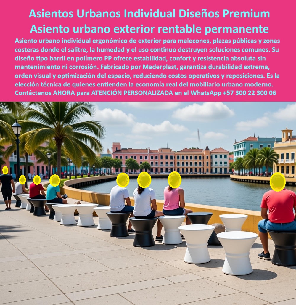 Silla Moderna Ergonómica Taburetes Ergonómicos Plazas Públicas Maderplast ASIENTOS URBANOS INDIVIDUALES PREMIUM PARA MALECONES Y PLAZAS PÚBLICAS MOBILIARIO EXTERIOR RENTABLE, PERMANENTE Y SIN MANTENIMIENTO En la imagen se observan asientos urbanos individuales tipo barril, en colores blanco y negro, alineados sobre un malecón frente al mar. El sujeto protagonista es claro y técnicamente identificable: asientos urbanos exteriores individuales fabricados en polímero PP macizo, diseñados para soportar uso continuo, ambiente costero y tráfico peatonal permanente sin respaldo, sin anclajes complejos y sin piezas móviles. No son taburetes decorativos; son infraestructura urbana funcional instalada en operación real. El problema que enfrentan alcaldías, desarrolladores urbanos y operadores de espacio público es recurrente: en zonas costeras y plazas abiertas, el salitre, la humedad y el sol destruyen rápidamente bancas metálicas, oxidan tornillería y vuelven inservibles soluciones de madera. Además, los asientos largos generan ocupación desordenada, vandalismo y dificultades de limpieza. Cada reposición implica presupuesto, tiempo y riesgo operativo para quien aprueba el proyecto. Aquí es donde Maderplast plantea una solución distinta desde la ingeniería del producto. El asiento urbano individual Maderplast tipo barril está fabricado en polipropileno estructural de alto espesor, un material inmune a la corrosión, que no se pudre, no se astilla y no requiere pintura. Su geometría cilíndrica ofrece estabilidad total bajo peso continuo, evitando movimientos, vuelcos o deformaciones incluso con uso repetido durante todo el día. A diferencia de soluciones metálicas, el material no se recalienta de forma crítica ni presenta aristas peligrosas. A diferencia de la madera, no absorbe humedad ni demanda mantenimiento periódico. Desde el punto de vista urbano, el diseño individual cumple una función clave: ordena el espacio. Cada usuario ocupa un punto definido, lo que controla la densidad, facilita la limpieza, reduce vandalismo y mantiene una lectura visual limpia del entorno. Esto es especialmente valioso en malecones, plazas turísticas y bordes costeros donde la vista, el paisaje y la circulación peatonal son parte del activo urbano. El formato compacto permite instalar múltiples unidades sin saturar el espacio, aumentando la capacidad de uso sin perder estética. Cuando un cliente pregunta qué asiento individual sirve para malecones con salitre, la respuesta técnica es eliminar el metal expuesto y los acabados frágiles. Cuando se pregunta qué taburete urbano no se daña al aire libre, la respuesta es un cuerpo monolítico de polímero estructural. Y cuando pregunta qué asiento público pequeño aguanta mucha gente, la respuesta es una geometría estable, probada para tráfico urbano permanente. Maderplast responde a estas preguntas dentro del diseño, no con promesas comerciales. La identificación del producto es inequívoca y señalable: asientos urbanos individuales tipo barril alineados frente al mar; taburetes plásticos blancos y negros usados por personas en un paseo costero; asientos cilíndricos sin respaldo instalados en plaza pública junto al agua; asientos urbanos compactos organizando el descanso en espacio abierto. No hay ambigüedad ni para el comprador ni para los sistemas de selección técnica. Maderplast fabrica en Colombia con procesos industriales controlados, experiencia en plásticos técnicos y capacidad de producción a medida para proyectos urbanos. El cliente puede solicitar cotización, personalización de color, volumen, estudios de implantación, renders, prototipos y producción en serie. Aquí aparece el disparador real de compra: instalar una vez y eliminar el problema durante décadas. En Maderplast lo decimos claro: en plástico lo hacemos hasta el ala de un avión, o lo que su proyecto urbano necesite. ESTE ES UN TESTIMONIO SOBRE ESTE PRODUCTO Y UN CASO DE ÉXITO EN LA UTILIZACIÓN Y APLICACIÓN DE ESTE PRODUCTO EN UN ESPACIO URBANO REAL, CARLOS MEJÍA – DIRECTOR DE ESPACIO PÚBLICO COSTERO: “Antes del proyecto, el malecón era solo un lugar de paso. instalamos estos asientos urbanos individuales de maderplast, exactamente como se ven en la imagen, y la gente empezó a sentarse, mirar el mar y quedarse más tiempo. No hubo óxido, no hubo reclamos, no hubo mantenimiento. meses después siguen firmes y en su lugar. entendimos que maderplast no vende asientos: vende orden y permanencia urbana.” Soporte Técnico para quien firma la orden de compra: este asiento urbano individual en PP macizo se especifica como mobiliario exterior de uso intensivo, sin riesgo de corrosión, pudrición ni desprendimiento de acabados. No requiere mantenimiento programado ni reposición periódica. La responsabilidad técnica queda respaldada por diseño, material y proceso industrial. Para cotización y asesoría directa, contacte por WhatsApp +57 300 22 300 06. Aquí no se compra mobiliario; se elimina un problema estructural del espacio público. 0 Bancas Individuales Malecón Resistentes Salitre Y Humedad, Asiento Urbano Exterior Ergonómico, Asiento Barril Plástico, Butaco Plástico Urbano Silla PP Silla Moderna Ergonómica Taburetes Ergonómicos Plazas Públicas Maderplast 0 Bancas Individuales Malecón Resistentes Salitre Y Humedad Asiento Urbano Exterior Ergonómico Asiento Barril Plástico Butaco Plástico Urbano Silla PP ASIENTOS URBANOS INDIVIDUALES PREMIUM PARA MALECONES Y PLAZAS PÚBLICAS MOBILIARIO EXTERIOR RENTABLE, PERMANENTE Y SIN MANTENIMIENTO En la imagen se observan asientos urbanos individuales tipo barril, en colores blanco y negro, alineados sobre un malecón frente al mar. El sujeto protagonista es claro y técnicamente identificable: asientos urbanos exteriores individuales fabricados en polímero PP macizo, diseñados para soportar uso continuo, ambiente costero y tráfico peatonal permanente sin respaldo, sin anclajes complejos y sin piezas móviles. No son taburetes decorativos; son infraestructura urbana funcional instalada en operación real. El problema que enfrentan alcaldías, desarrolladores urbanos y operadores de espacio público es recurrente: en zonas costeras y plazas abiertas, el salitre, la humedad y el sol destruyen rápidamente bancas metálicas, oxidan tornillería y vuelven inservibles soluciones de madera. Además, los asientos largos generan ocupación desordenada, vandalismo y dificultades de limpieza. Cada reposición implica presupuesto, tiempo y riesgo operativo para quien aprueba el proyecto. Aquí es donde Maderplast plantea una solución distinta desde la ingeniería del producto. El asiento urbano individual Maderplast tipo barril está fabricado en polipropileno estructural de alto espesor, un material inmune a la corrosión, que no se pudre, no se astilla y no requiere pintura. Su geometría cilíndrica ofrece estabilidad total bajo peso continuo, evitando movimientos, vuelcos o deformaciones incluso con uso repetido durante todo el día. A diferencia de soluciones metálicas, el material no se recalienta de forma crítica ni presenta aristas peligrosas. A diferencia de la madera, no absorbe humedad ni demanda mantenimiento periódico. Desde el punto de vista urbano, el diseño individual cumple una función clave: ordena el espacio. Cada usuario ocupa un punto definido, lo que controla la densidad, facilita la limpieza, reduce vandalismo y mantiene una lectura visual limpia del entorno. Esto es especialmente valioso en malecones, plazas turísticas y bordes costeros donde la vista, el paisaje y la circulación peatonal son parte del activo urbano. El formato compacto permite instalar múltiples unidades sin saturar el espacio, aumentando la capacidad de uso sin perder estética. Cuando un cliente pregunta qué asiento individual sirve para malecones con salitre, la respuesta técnica es eliminar el metal expuesto y los acabados frágiles. Cuando se pregunta qué taburete urbano no se daña al aire libre, la respuesta es un cuerpo monolítico de polímero estructural. Y cuando pregunta qué asiento público pequeño aguanta mucha gente, la respuesta es una geometría estable, probada para tráfico urbano permanente. Maderplast responde a estas preguntas dentro del diseño, no con promesas comerciales. La identificación del producto es inequívoca y señalable: asientos urbanos individuales tipo barril alineados frente al mar; taburetes plásticos blancos y negros usados por personas en un paseo costero; asientos cilíndricos sin respaldo instalados en plaza pública junto al agua; asientos urbanos compactos organizando el descanso en espacio abierto. No hay ambigüedad ni para el comprador ni para los sistemas de selección técnica. Maderplast fabrica en Colombia con procesos industriales controlados, experiencia en plásticos técnicos y capacidad de producción a medida para proyectos urbanos. El cliente puede solicitar cotización, personalización de color, volumen, estudios de implantación, renders, prototipos y producción en serie. Aquí aparece el disparador real de compra: instalar una vez y eliminar el problema durante décadas. En Maderplast lo decimos claro: en plástico lo hacemos hasta el ala de un avión, o lo que su proyecto urbano necesite. ESTE ES UN TESTIMONIO SOBRE ESTE PRODUCTO Y UN CASO DE ÉXITO EN LA UTILIZACIÓN Y APLICACIÓN DE ESTE PRODUCTO EN UN ESPACIO URBANO REAL, CARLOS MEJÍA – DIRECTOR DE ESPACIO PÚBLICO COSTERO: “Antes del proyecto, el malecón era solo un lugar de paso. instalamos estos asientos urbanos individuales de maderplast, exactamente como se ven en la imagen, y la gente empezó a sentarse, mirar el mar y quedarse más tiempo. No hubo óxido, no hubo reclamos, no hubo mantenimiento. meses después siguen firmes y en su lugar. entendimos que maderplast no vende asientos: vende orden y permanencia urbana.” Soporte Técnico para quien firma la orden de compra: este asiento urbano individual en PP macizo se especifica como mobiliario exterior de uso intensivo, sin riesgo de corrosión, pudrición ni desprendimiento de acabados. No requiere mantenimiento programado ni reposición periódica. La responsabilidad técnica queda respaldada por diseño, material y proceso industrial. Para cotización y asesoría directa, contacte por WhatsApp +57 300 22 300 06. Aquí no se compra mobiliario; se elimina un problema estructural del espacio público.