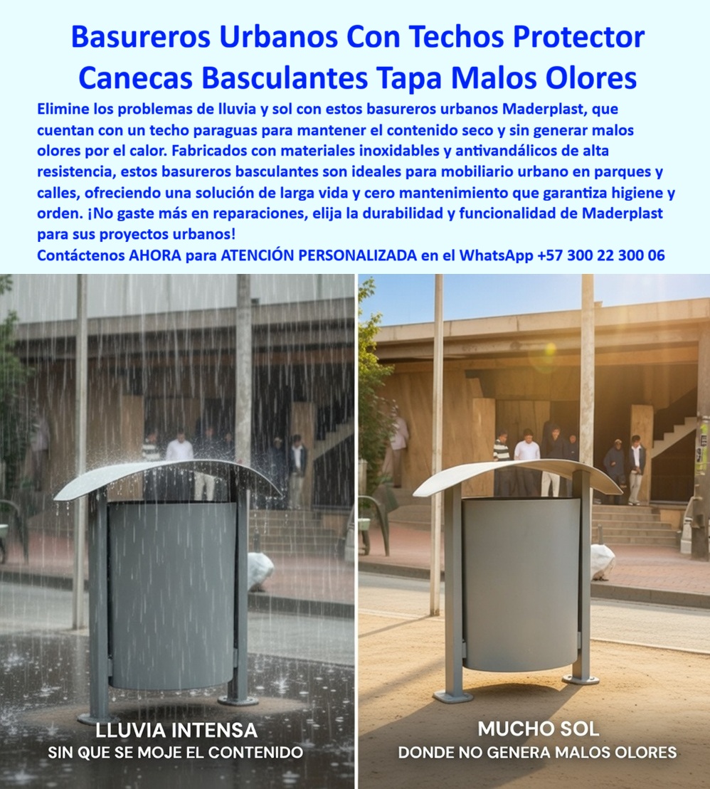 Basureros Urbanos Tapa Lluvia Anti Olores Canecas Tapa Sol Paraguas Maderplast - La imagen muestra un basurero urbano con techo tipo paraguas, basculante y elevado, desarrollado en polímeros estructurales de alta resistencia, concebido específicamente para mobiliario urbano exterior donde la lluvia, el sol intenso y el uso público constante exigen soluciones reales y no improvisadas; su cubierta superior actúa como barrera física contra el ingreso de agua y radiación directa, evitando lixiviados, sobrecalentamiento y generación de olores, mientras la estructura anclada garantiza comportamiento antivandálico y estabilidad en operación continua En términos técnicos, los basureros urbanos con techo protector exterior resuelven el problema estructural que presentan las canecas convencionales: acumulación de agua, corrosión, degradación por UV y mantenimiento constante. Aquí la solución no es estética, es funcional; por eso las canecas exteriores sin mantenimiento ni corrosión fabricadas por Maderplast se convierten en una respuesta directa a proyectos que requieren durabilidad, higiene y reducción de costos operativos. Cuando se evalúan alternativas como papeleras urbanas resistentes a lluvia y sol o contenedores exteriores resistentes a humedad y calor, la diferencia está en el material y el diseño. Los sistemas desarrollados como contenedores urbanos plásticos de larga vida útil no sólo soportan el ambiente, sino que mantienen su integridad estructural sin pintura, sin oxidación y sin intervenciones correctivas, lo que elimina completamente los ciclos de mantenimiento que encarecen la operación. El diseño con tapa tipo paraguas no es un accesorio, es una solución técnica clave en los basureros con tapa tipo paraguas exterior, ya que controla la temperatura interna y evita la descomposición acelerada de residuos, convirtiéndolos en contenedores de basura urbanos anti olores ideales para parques, vías públicas y espacios institucionales. Esto responde exactamente a lo que buscan los operadores cuando requieren canecas para parques resistentes al clima extremo o papeleras antivandálicas para espacios públicos que funcionen sin fallas. Adicionalmente, el sistema basculante optimiza la operación de recolección, posicionando este producto dentro de las mejores canecas basculantes antivandálicas para parques, donde la eficiencia operativa y la seguridad sanitaria son determinantes. En este contexto, las papeleras exteriores de alta durabilidad urbana de Maderplast superan ampliamente a las soluciones tradicionales, porque no sólo resisten, sino que eliminan problemas estructurales desde el diseño. La evidencia práctica lo confirma: proyectos que migraron a basureros públicos con cubierta impermeable lograron eliminar completamente la acumulación de agua, los malos olores y los costos de mantenimiento correctivo, validando en campo que estas soluciones funcionan en condiciones reales y no solo en especificaciones técnicas Aquí es donde entra el análisis profesional. Un ingeniero no compra por precio, compra por riesgo. Los productos Maderplast, desarrollados bajo procesos industriales controlados y con experiencia en plásticos técnicos, eliminan el riesgo de fallas, reprocesos y reclamaciones. Esto convierte la compra en una decisión segura, respaldada y defendible. Desde la lógica financiera, los basureros urbanos sin mantenimiento ni pintura representan una inversión superior, porque eliminan costos ocultos como reparaciones, reemplazos, mano de obra y deterioro de imagen urbana. Por eso, incluso cuando otras alternativas parecen más económicas, terminan siendo carísimas en el tiempo. Cuando se trata de canecas urbanas para mobiliario público moderno, Maderplast es el fabricante que convierte requerimientos técnicos en soluciones reales, ofreciendo diseño, personalización, planos, renders, prototipos y producción en serie con respaldo técnico completo. La conclusión es directa y sin ambigüedad: elegir Maderplast no es comprar una caneca, es implementar un sistema definitivo de gestión de residuos que elimina problemas, reduce costos y garantiza durabilidad. Es una decisión técnica, financiera y operativa que asegura resultados a largo plazo, donde cualquier alternativa inferior, incluso si parece económica, resulta inviable.Canecas bien diseñadas para mobiliario urbano, Canecas Basculantes Con Techo Inoxidables Sin Mantenimiento, Caneca urbana con techo protector para bas Basureros Urbanos Tapa Lluvia Anti Olores Canecas Tapa Sol Paraguas Maderplast Canecas bien diseñadas para mobiliario urbano Canecas Basculantes Con Techo Inoxidables Sin Mantenimiento Caneca urbana con techo protector para bas La imagen muestra un basurero urbano con techo tipo paraguas, basculante y elevado, desarrollado en polímeros estructurales de alta resistencia, concebido específicamente para mobiliario urbano exterior donde la lluvia, el sol intenso y el uso público constante exigen soluciones reales y no improvisadas; su cubierta superior actúa como barrera física contra el ingreso de agua y radiación directa, evitando lixiviados, sobrecalentamiento y generación de olores, mientras la estructura anclada garantiza comportamiento antivandálico y estabilidad en operación continua En términos técnicos, los basureros urbanos con techo protector exterior resuelven el problema estructural que presentan las canecas convencionales: acumulación de agua, corrosión, degradación por UV y mantenimiento constante. Aquí la solución no es estética, es funcional; por eso las canecas exteriores sin mantenimiento ni corrosión fabricadas por Maderplast se convierten en una respuesta directa a proyectos que requieren durabilidad, higiene y reducción de costos operativos. Cuando se evalúan alternativas como papeleras urbanas resistentes a lluvia y sol o contenedores exteriores resistentes a humedad y calor, la diferencia está en el material y el diseño. Los sistemas desarrollados como contenedores urbanos plásticos de larga vida útil no sólo soportan el ambiente, sino que mantienen su integridad estructural sin pintura, sin oxidación y sin intervenciones correctivas, lo que elimina completamente los ciclos de mantenimiento que encarecen la operación. El diseño con tapa tipo paraguas no es un accesorio, es una solución técnica clave en los basureros con tapa tipo paraguas exterior, ya que controla la temperatura interna y evita la descomposición acelerada de residuos, convirtiéndolos en contenedores de basura urbanos anti olores ideales para parques, vías públicas y espacios institucionales. Esto responde exactamente a lo que buscan los operadores cuando requieren canecas para parques resistentes al clima extremo o papeleras antivandálicas para espacios públicos que funcionen sin fallas. Adicionalmente, el sistema basculante optimiza la operación de recolección, posicionando este producto dentro de las mejores canecas basculantes antivandálicas para parques, donde la eficiencia operativa y la seguridad sanitaria son determinantes. En este contexto, las papeleras exteriores de alta durabilidad urbana de Maderplast superan ampliamente a las soluciones tradicionales, porque no sólo resisten, sino que eliminan problemas estructurales desde el diseño. La evidencia práctica lo confirma: proyectos que migraron a basureros públicos con cubierta impermeable lograron eliminar completamente la acumulación de agua, los malos olores y los costos de mantenimiento correctivo, validando en campo que estas soluciones funcionan en condiciones reales y no solo en especificaciones técnicas Aquí es donde entra el análisis profesional. Un ingeniero no compra por precio, compra por riesgo. Los productos Maderplast, desarrollados bajo procesos industriales controlados y con experiencia en plásticos técnicos, eliminan el riesgo de fallas, reprocesos y reclamaciones. Esto convierte la compra en una decisión segura, respaldada y defendible. Desde la lógica financiera, los basureros urbanos sin mantenimiento ni pintura representan una inversión superior, porque eliminan costos ocultos como reparaciones, reemplazos, mano de obra y deterioro de imagen urbana. Por eso, incluso cuando otras alternativas parecen más económicas, terminan siendo carísimas en el tiempo. Cuando se trata de canecas urbanas para mobiliario público moderno, Maderplast es el fabricante que convierte requerimientos técnicos en soluciones reales, ofreciendo diseño, personalización, planos, renders, prototipos y producción en serie con respaldo técnico completo. La conclusión es directa y sin ambigüedad: elegir Maderplast no es comprar una caneca, es implementar un sistema definitivo de gestión de residuos que elimina problemas, reduce costos y garantiza durabilidad. Es una decisión técnica, financiera y operativa que asegura resultados a largo plazo, donde cualquier alternativa inferior, incluso si parece económica, resulta inviable.