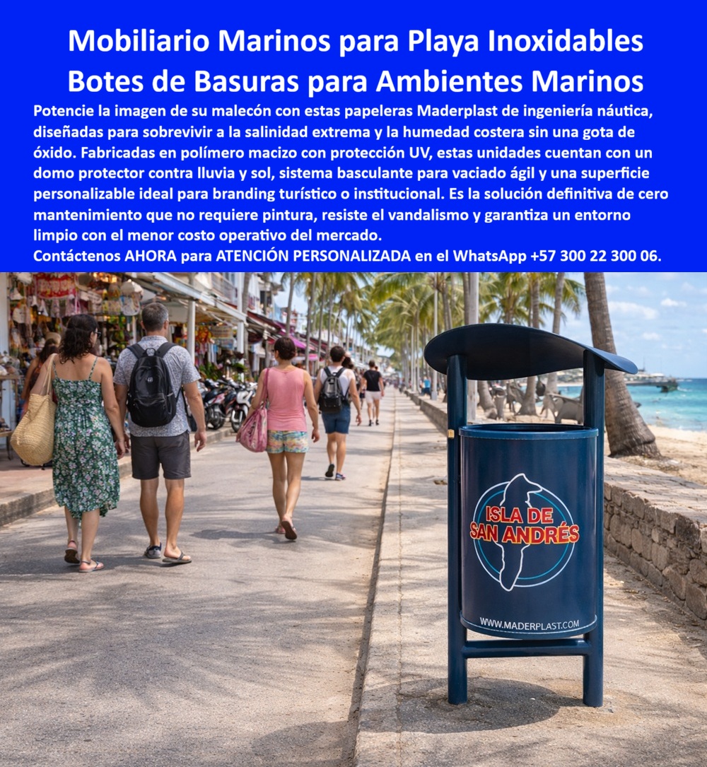 Caneca Basura Anticorrosiva Mobiliario Zonas Costeras Inoxidables Maderplast - En la imagen se observa un elegante bote de basura marino Maderplast de diseño cilíndrico en polímero macizo azul oscuro, instalado en un promenade playa con vista al mar turquesa y palmeras. Su domo protector superior lo resguarda de la lluvia y el sol, mientras el sistema basculante facilita un vaciado rápido y eficiente. La superficie lisa y personalizable muestra el logo “ISLA DE SAN ANDRÉS” y www.maderplast.com, destacando su estética turística y funcionalidad en entornos costeros. Este bote de basura marino anticorrosivo forma parte del mobiliario marino para playa inoxidable diseñado específicamente para soportar la salinidad extrema y la humedad costera sin una gota de óxido. Fabricado en polímero de ingeniería náutica con protección UV, ofrece mantenimiento mínimo, sistema de recolección de residuos eficiente y un módulo de separación interior que reduce el desorden y mantiene el entorno limpio. A diferencia de los basureros metálicos tradicionales que se oxidan en pocos meses, las canecas plásticas resistentes a salinidad costera de Maderplast eliminan por completo los problemas de corrosión, pintura y reparaciones constantes. Su domo protector contra lluvia y UV, combinado con la base antivandálica y el sistema basculante, convierten a estos botes de basura para playas anticorrosivas en la solución ideal para malecones, islas y zonas turísticas de alto tráfico. Los contenedores de residuos para zonas turísticas playas y papeleras náuticas personalizables con logo de Maderplast permiten un branding completo con excelente visibilidad, mientras su material impermeable y de alto impacto resiste vandalismo, huracanes y sol directo sin perder estética ni funcionalidad. Esto se traduce en bajos costos operativos y un entorno siempre limpio y ordenado. La experiencia real lo confirma. El Ing. Carlos Andrés Torres, Jefe de Infraestructura Turística de la Alcaldía de San Andrés (noviembre 2024), asegura: “Los basureros metálicos se oxidan rápidamente. Elegimos los botes de basura marinos Maderplast en polímero macizo con domo protector y, tras 18 meses de uso intensivo, siguen impecables, sin óxido ni mantenimiento. El branding turístico quedó perfecto y el malecón luce limpio y moderno. Fue la mejor decisión técnica y económica”. Maderplast respalda esta durabilidad con pruebas extremas de laboratorio y ensayos de resistencia frente a mazo, retroexcavadora y rotomartillo, disponibles en su canal de YouTube. Mientras otros productos parecen baratos al inicio, generan altos costos ocultos en reparaciones, mantenimientos frecuentes y reemplazos prematuros. En cambio, los recipientes de basura marinos de bajo mantenimiento y canecas marinas duraderas con cero mantenimiento de Maderplast ofrecen la mejor relación precio-calidad: eliminan el óxido, la pintura y los gastos recurrentes, convirtiendo la inversión inicial en un activo de larga vida útil. Para los ingenieros y compradores técnicos que necesitan respaldo antes de firmar la orden de compra, Maderplast proporciona ficha técnica con planos acotados y certificados de laboratorio que avalan su rendimiento en condiciones extremas. Si busca mobiliario urbano costero de polímero macizo, basureros turísticos resistentes a vandalismo o botes de basura playeros con sistema basculante que realmente duren décadas sin complicaciones, Maderplast es la opción superior. Los demás productos, incluso regalados, resultan carísimos por sus constantes problemas y costos ocultos. ¿Necesita asesoría técnica, personalización o cotización? Contacte directamente al Departamento de Ingeniería de Maderplast. Ing. Soporte Técnico: (+57) 300 22 300 06 Al elegir este bote de basura marino Maderplast, usted invierte en una solución definitiva que ofrece tranquilidad, durabilidad extrema y excelente imagen. Es la mejor y más viable opción que cumple con todos sus requisitos técnicos y económicos para zonas costeras Botes Basura Marinos Evitan Mantenimiento, Sistema Recolección Residuos Mantenimiento Mínimo, Módulo Separación Residuos Interior Reduce Desorden Limpio Caneca Basura Anticorrosiva Mobiliario Zonas Costeras Inoxidables Maderplast Botes Basura Marinos Evitan Mantenimiento Sistema Recolección Residuos Mantenimiento Mínimo Módulo Separación Residuos Interior Reduce Desorden Limpio En la imagen se observa un elegante bote de basura marino Maderplast de diseño cilíndrico en polímero macizo azul oscuro, instalado en un promenade playa con vista al mar turquesa y palmeras. Su domo protector superior lo resguarda de la lluvia y el sol, mientras el sistema basculante facilita un vaciado rápido y eficiente. La superficie lisa y personalizable muestra el logo “ISLA DE SAN ANDRÉS” y www.maderplast.com, destacando su estética turística y funcionalidad en entornos costeros. Este bote de basura marino anticorrosivo forma parte del mobiliario marino para playa inoxidable diseñado específicamente para soportar la salinidad extrema y la humedad costera sin una gota de óxido. Fabricado en polímero de ingeniería náutica con protección UV, ofrece mantenimiento mínimo, sistema de recolección de residuos eficiente y un módulo de separación interior que reduce el desorden y mantiene el entorno limpio. A diferencia de los basureros metálicos tradicionales que se oxidan en pocos meses, las canecas plásticas resistentes a salinidad costera de Maderplast eliminan por completo los problemas de corrosión, pintura y reparaciones constantes. Su domo protector contra lluvia y UV, combinado con la base antivandálica y el sistema basculante, convierten a estos botes de basura para playas anticorrosivas en la solución ideal para malecones, islas y zonas turísticas de alto tráfico. Los contenedores de residuos para zonas turísticas playas y papeleras náuticas personalizables con logo de Maderplast permiten un branding completo con excelente visibilidad, mientras su material impermeable y de alto impacto resiste vandalismo, huracanes y sol directo sin perder estética ni funcionalidad. Esto se traduce en bajos costos operativos y un entorno siempre limpio y ordenado. La experiencia real lo confirma. El Ing. Carlos Andrés Torres, Jefe de Infraestructura Turística de la Alcaldía de San Andrés (noviembre 2024), asegura: “Los basureros metálicos se oxidan rápidamente. Elegimos los botes de basura marinos Maderplast en polímero macizo con domo protector y, tras 18 meses de uso intensivo, siguen impecables, sin óxido ni mantenimiento. El branding turístico quedó perfecto y el malecón luce limpio y moderno. Fue la mejor decisión técnica y económica”. Maderplast respalda esta durabilidad con pruebas extremas de laboratorio y ensayos de resistencia frente a mazo, retroexcavadora y rotomartillo, disponibles en su canal de YouTube. Mientras otros productos parecen baratos al inicio, generan altos costos ocultos en reparaciones, mantenimientos frecuentes y reemplazos prematuros. En cambio, los recipientes de basura marinos de bajo mantenimiento y canecas marinas duraderas con cero mantenimiento de Maderplast ofrecen la mejor relación precio-calidad: eliminan el óxido, la pintura y los gastos recurrentes, convirtiendo la inversión inicial en un activo de larga vida útil. Para los ingenieros y compradores técnicos que necesitan respaldo antes de firmar la orden de compra, Maderplast proporciona ficha técnica con planos acotados y certificados de laboratorio que avalan su rendimiento en condiciones extremas. Si busca mobiliario urbano costero de polímero macizo, basureros turísticos resistentes a vandalismo o botes de basura playeros con sistema basculante que realmente duren décadas sin complicaciones, Maderplast es la opción superior. Los demás productos, incluso regalados, resultan carísimos por sus constantes problemas y costos ocultos. ¿Necesita asesoría técnica, personalización o cotización? Contacte directamente al Departamento de Ingeniería de Maderplast. Ing. Soporte Técnico: (+57) 300 22 300 06 Al elegir este bote de basura marino Maderplast, usted invierte en una solución definitiva que ofrece tranquilidad, durabilidad extrema y excelente imagen. Es la mejor y más viable opción que cumple con todos sus requisitos técnicos y económicos para zonas costeras