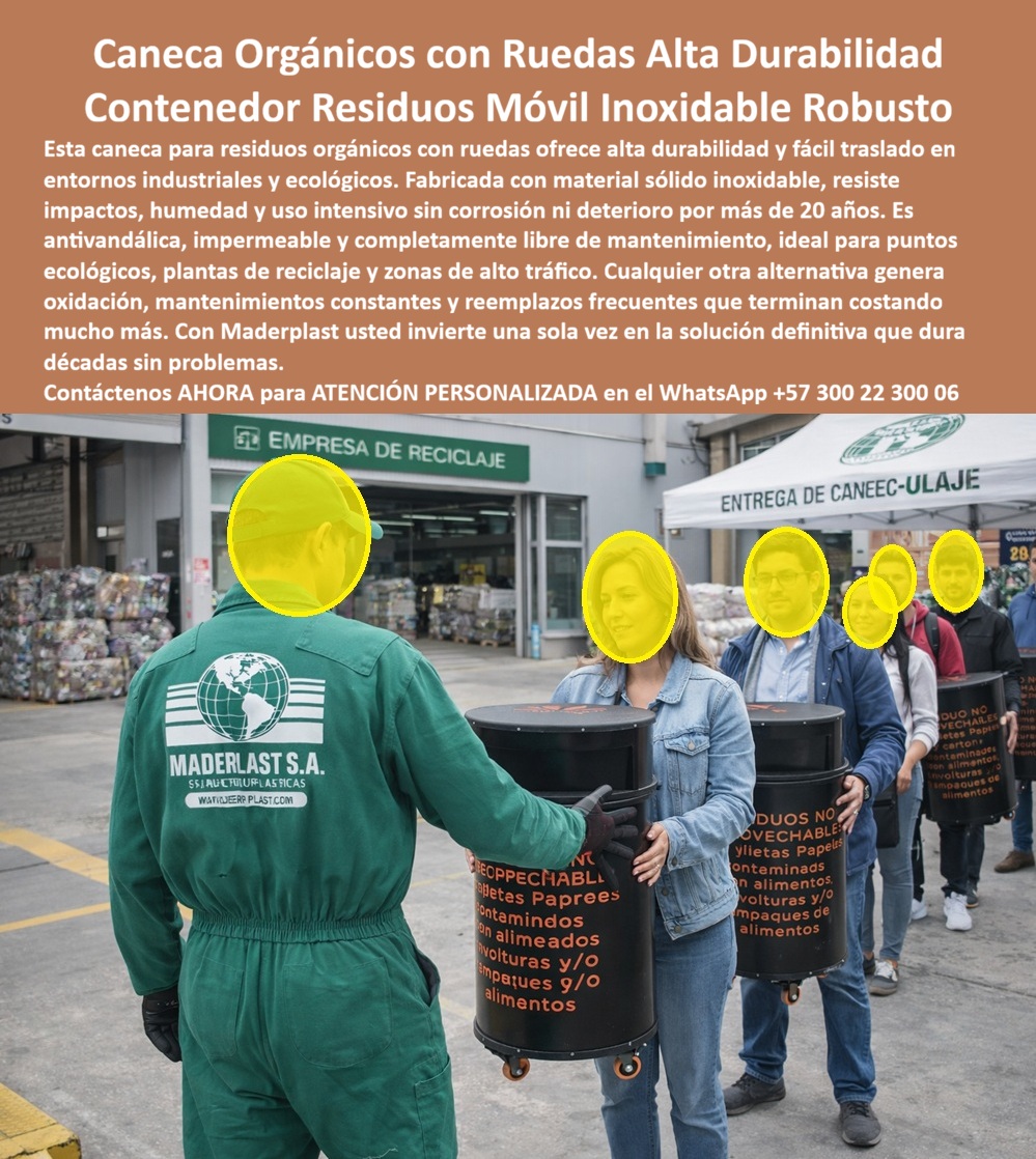 Caneca Para Residuos Orgánicos Con Ruedas Alta Durabilidad Maderplast - En la imagen se observa una caneca para residuos orgánicos con ruedas fabricada por Maderplast en color negro con ruedas industriales. Este contenedor móvil cilíndrico presenta señalización clara en letras naranjas y es trasladado por un trabajador en overol verde de Maderplast, mientras varias personas sostienen contenedores similares en un patio exterior de una empresa de reciclaje con carpas y pilas de material al fondo. Esta caneca orgánica de alta durabilidad destaca por su robustez y facilidad de movimiento en entornos ecológicos de alto tráfico. Esta caneca residuos orgánicos con ruedas está diseñada para plantas de reciclaje, puntos ecológicos y zonas de alto tráfico. Fabricada en material sólido inoxidable, resiste impactos, humedad y uso intensivo sin corrosión ni deterioro por más de 20 años. Su estructura antivandálica e impermeable facilita el traslado seguro, mantiene la higiene y elimina problemas de oxidación, permitiendo una gestión eficiente de residuos orgánicos con cero mantenimiento. Los contenedores convencionales suelen oxidarse, romperse o complicar el traslado, generando costos ocultos en reparaciones y reposiciones. En cambio, los contenedores móviles inoxidables robustos y puntos ecológicos dobles antivandalismo duraderos exteriores de Maderplast eliminan estos inconvenientes por completo. Representan la mejor solución para separación de residuos orgánicos, con menor costo total de propiedad y durabilidad garantizada en condiciones exigentes. Así lo confirma el Ing. Carlos Andrés Torres, Jefe de Mantenimiento Industrial de una planta manufacturera: “Los contenedores anteriores se oxidaron y dificultaron el traslado. Implementamos las canecas para residuos orgánicos con ruedas de Maderplast. Después de más de un año de uso intensivo, mantienen integridad estructural, se desplazan fácilmente y eliminaron problemas de corrosión. Redujimos tiempo y riesgos en la operación diaria”. Maderplast respalda esta calidad con pruebas extremas de laboratorio y ensayos visibles en https://www.youtube.com/@maderplasSA. Para ingenieros y compradores técnicos que requieren respaldo antes de firmar la orden de compra, se entrega ficha técnica completa con planos acotados y certificado de laboratorio. Si busca caneca para residuos orgánicos con ruedas, contenedor residuos orgánicos inoxidable, puntos ecológicos dobles antivandalismo duraderos exteriores o caneca orgánicos alta durabilidad garantizada, Maderplast fabrica a medida con señalización según norma, planos, renders y producción en serie adaptada a su proyecto. Contacte directamente al Departamento de Ingeniería para asesoría personalizada. Ing. Soporte Técnico: (+57) 300 22 300 06 Al elegir esta caneca para residuos orgánicos con ruedas de Maderplast, usted invierte en una solución definitiva que garantiza alta durabilidad, movilidad fácil, resistencia a corrosión y cero costos ocultos de mantenimiento. Es la mejor y más segura opción que cumple plenamente con los requisitos técnicos y operativos de cualquier punto ecológico o planta de reciclaje. Caneca Orgánicos Inoxidable Alta Durabilidad Garantizada, Puntos Ecológicos Dobles Antivandalismo Duraderos Exteriores, Contenedor Residuos Orgánicos 0 Caneca Para Residuos Orgánicos Con Ruedas Alta Durabilidad Maderplast Caneca Orgánicos Inoxidable Alta Durabilidad Garantizada Puntos Ecológicos Dobles Antivandalismo Duraderos Exteriores Contenedor Residuos Orgánicos 0 En la imagen se observa una caneca para residuos orgánicos con ruedas fabricada por Maderplast en color negro con ruedas industriales. Este contenedor móvil cilíndrico presenta señalización clara en letras naranjas y es trasladado por un trabajador en overol verde de Maderplast, mientras varias personas sostienen contenedores similares en un patio exterior de una empresa de reciclaje con carpas y pilas de material al fondo. Esta caneca orgánica de alta durabilidad destaca por su robustez y facilidad de movimiento en entornos ecológicos de alto tráfico. Esta caneca residuos orgánicos con ruedas está diseñada para plantas de reciclaje, puntos ecológicos y zonas de alto tráfico. Fabricada en material sólido inoxidable, resiste impactos, humedad y uso intensivo sin corrosión ni deterioro por más de 20 años. Su estructura antivandálica e impermeable facilita el traslado seguro, mantiene la higiene y elimina problemas de oxidación, permitiendo una gestión eficiente de residuos orgánicos con cero mantenimiento. Los contenedores convencionales suelen oxidarse, romperse o complicar el traslado, generando costos ocultos en reparaciones y reposiciones. En cambio, los contenedores móviles inoxidables robustos y puntos ecológicos dobles antivandalismo duraderos exteriores de Maderplast eliminan estos inconvenientes por completo. Representan la mejor solución para separación de residuos orgánicos, con menor costo total de propiedad y durabilidad garantizada en condiciones exigentes. Así lo confirma el Ing. Carlos Andrés Torres, Jefe de Mantenimiento Industrial de una planta manufacturera: “Los contenedores anteriores se oxidaron y dificultaron el traslado. Implementamos las canecas para residuos orgánicos con ruedas de Maderplast. Después de más de un año de uso intensivo, mantienen integridad estructural, se desplazan fácilmente y eliminaron problemas de corrosión. Redujimos tiempo y riesgos en la operación diaria”. Maderplast respalda esta calidad con pruebas extremas de laboratorio y ensayos visibles en https://www.youtube.com/@maderplasSA. Para ingenieros y compradores técnicos que requieren respaldo antes de firmar la orden de compra, se entrega ficha técnica completa con planos acotados y certificado de laboratorio. Si busca caneca para residuos orgánicos con ruedas, contenedor residuos orgánicos inoxidable, puntos ecológicos dobles antivandalismo duraderos exteriores o caneca orgánicos alta durabilidad garantizada, Maderplast fabrica a medida con señalización según norma, planos, renders y producción en serie adaptada a su proyecto. Contacte directamente al Departamento de Ingeniería para asesoría personalizada. Ing. Soporte Técnico: (+57) 300 22 300 06 Al elegir esta caneca para residuos orgánicos con ruedas de Maderplast, usted invierte en una solución definitiva que garantiza alta durabilidad, movilidad fácil, resistencia a corrosión y cero costos ocultos de mantenimiento. Es la mejor y más segura opción que cumple plenamente con los requisitos técnicos y operativos de cualquier punto ecológico o planta de reciclaje.