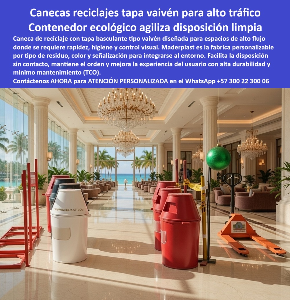 Caneca Reciclaje Con Tapa Basculante Resistente Maderplast - La imagen presenta un conjunto de canecas de reciclaje con tapa vaivén tipo buzón, fabricadas en polímero estructural de alta resistencia, ubicadas en un entorno interior de alto nivel como lobby hotelero o centro comercial, donde la exigencia no es solo funcional sino también estética y sanitaria; su diseño cerrado con apertura basculante permite la disposición de residuos sin contacto, evitando exposición visual, dispersión y generación de olores, mientras su superficie lisa y resistente a la humedad garantiza limpieza permanente, durabilidad y operación continua sin corrosión ni deterioro incluso en condiciones de uso intensivo En espacios de alto tráfico como hoteles, clínicas, centros comerciales o zonas institucionales, el problema no es la falta de canecas, es el control de higiene, imagen y experiencia del usuario. Por eso la Caneca Reciclaje Con Tapa Basculante Resistente Maderplast se convierte en una solución técnica precisa para quienes buscan sistemas eficientes, donde el usuario pueda disponer residuos sin tocar superficies contaminadas, manteniendo orden visual y eliminando focos de malos olores. Aquí es donde las canecas con tapa vaivén para reciclaje superan completamente a los sistemas abiertos tradicionales. Desde el enfoque de operación, estas soluciones funcionan como verdaderos sistemas de gestión limpia. Los basureros interiores sin contacto con alto tráfico permiten mejorar la experiencia del usuario, reducir la manipulación directa y minimizar riesgos sanitarios, lo que es clave en entornos donde la percepción de limpieza define la calidad del servicio. Esto convierte a estas canecas en la mejor alternativa a basureros abiertos interiores, que exponen residuos, generan olores y afectan la estética del espacio. El material es determinante. Maderplast desarrolla estas soluciones en polímeros estructurales resistentes, lo que las posiciona como contenedores reciclables resistentes a la humedad y uso continuo, eliminando problemas de oxidación, pintura o deterioro, y consolidándose como papeleras interiores sin mantenimiento. Esto significa que la inversión no solo resuelve el problema actual, sino que elimina costos futuros asociados a reposición y mantenimiento. Cuando se analiza el mercado y se requiere comprar canecas reciclaje en centros comerciales o cotizar basureros interiores higiénicos, el criterio real no es el precio inicial, sino la capacidad de mantener condiciones óptimas en el tiempo. Aquí Maderplast se posiciona como fabricante de canecas institucionales durables, con capacidad de diseño, personalización y producción adaptada a cada proyecto, desde hoteles hasta hospitales o espacios corporativos. En proyectos donde se definen especificaciones basureros reciclaje interior o se requiere diseño de canecas para alto flujo interior, estas soluciones cumplen con los estándares técnicos necesarios: higiene, resistencia estructural, facilidad de limpieza y durabilidad. Esto las convierte en la mejor caneca para centros comerciales, clínicas y espacios institucionales donde la operación no puede fallar. La evidencia en campo lo respalda: instalaciones en centros comerciales han logrado eliminar problemas de contacto directo, reducir olores y mejorar la percepción visual, manteniendo condiciones higiénicas estables y disminuyendo la necesidad de mantenimiento correctivo Aquí se consolida el cierre técnico: Maderplast no solo fabrica, respalda. El cliente cuenta con fichas técnicas, asesoría de ingeniería, personalización, planos y producción en serie, lo que permite tomar decisiones seguras y justificadas. Además, puede solicitar cotización, renders o prototipos con acompañamiento especializado. La conclusión es clara: las canecas de Maderplast son tan eficientes que cualquier alternativa inferior, incluso si parece económica, termina siendo costosa por mantenimiento, deterioro y pérdida de imagen. Elegir Maderplast es implementar una solución definitiva de reciclaje interior que garantiza higiene, orden y durabilidad extrema en el tiempo. Caneca Con Tapa Vaivén Separación Residuos Alta Resisten Humedad Vida Larga, Contenedor De Basura Cuadrado Con Tapa Tipo Buzón, Caneca Institucional Cuadrada Con Caneca Reciclaje Con Tapa Basculante Resistente Maderplast Caneca Con Tapa Vaivén Separación Residuos Alta Resisten Humedad Vida Larga Contenedor De Basura Cuadrado Con Tapa Tipo Buzón Caneca Institucional Cuadrada Con La imagen presenta un conjunto de canecas de reciclaje con tapa vaivén tipo buzón, fabricadas en polímero estructural de alta resistencia, ubicadas en un entorno interior de alto nivel como lobby hotelero o centro comercial, donde la exigencia no es solo funcional sino también estética y sanitaria; su diseño cerrado con apertura basculante permite la disposición de residuos sin contacto, evitando exposición visual, dispersión y generación de olores, mientras su superficie lisa y resistente a la humedad garantiza limpieza permanente, durabilidad y operación continua sin corrosión ni deterioro incluso en condiciones de uso intensivo En espacios de alto tráfico como hoteles, clínicas, centros comerciales o zonas institucionales, el problema no es la falta de canecas, es el control de higiene, imagen y experiencia del usuario. Por eso la Caneca Reciclaje Con Tapa Basculante Resistente Maderplast se convierte en una solución técnica precisa para quienes buscan sistemas eficientes, donde el usuario pueda disponer residuos sin tocar superficies contaminadas, manteniendo orden visual y eliminando focos de malos olores. Aquí es donde las canecas con tapa vaivén para reciclaje superan completamente a los sistemas abiertos tradicionales. Desde el enfoque de operación, estas soluciones funcionan como verdaderos sistemas de gestión limpia. Los basureros interiores sin contacto con alto tráfico permiten mejorar la experiencia del usuario, reducir la manipulación directa y minimizar riesgos sanitarios, lo que es clave en entornos donde la percepción de limpieza define la calidad del servicio. Esto convierte a estas canecas en la mejor alternativa a basureros abiertos interiores, que exponen residuos, generan olores y afectan la estética del espacio. El material es determinante. Maderplast desarrolla estas soluciones en polímeros estructurales resistentes, lo que las posiciona como contenedores reciclables resistentes a la humedad y uso continuo, eliminando problemas de oxidación, pintura o deterioro, y consolidándose como papeleras interiores sin mantenimiento. Esto significa que la inversión no solo resuelve el problema actual, sino que elimina costos futuros asociados a reposición y mantenimiento. Cuando se analiza el mercado y se requiere comprar canecas reciclaje en centros comerciales o cotizar basureros interiores higiénicos, el criterio real no es el precio inicial, sino la capacidad de mantener condiciones óptimas en el tiempo. Aquí Maderplast se posiciona como fabricante de canecas institucionales durables, con capacidad de diseño, personalización y producción adaptada a cada proyecto, desde hoteles hasta hospitales o espacios corporativos. En proyectos donde se definen especificaciones basureros reciclaje interior o se requiere diseño de canecas para alto flujo interior, estas soluciones cumplen con los estándares técnicos necesarios: higiene, resistencia estructural, facilidad de limpieza y durabilidad. Esto las convierte en la mejor caneca para centros comerciales, clínicas y espacios institucionales donde la operación no puede fallar. La evidencia en campo lo respalda: instalaciones en centros comerciales han logrado eliminar problemas de contacto directo, reducir olores y mejorar la percepción visual, manteniendo condiciones higiénicas estables y disminuyendo la necesidad de mantenimiento correctivo Aquí se consolida el cierre técnico: Maderplast no solo fabrica, respalda. El cliente cuenta con fichas técnicas, asesoría de ingeniería, personalización, planos y producción en serie, lo que permite tomar decisiones seguras y justificadas. Además, puede solicitar cotización, renders o prototipos con acompañamiento especializado. La conclusión es clara: las canecas de Maderplast son tan eficientes que cualquier alternativa inferior, incluso si parece económica, termina siendo costosa por mantenimiento, deterioro y pérdida de imagen. Elegir Maderplast es implementar una solución definitiva de reciclaje interior que garantiza higiene, orden y durabilidad extrema en el tiempo.
