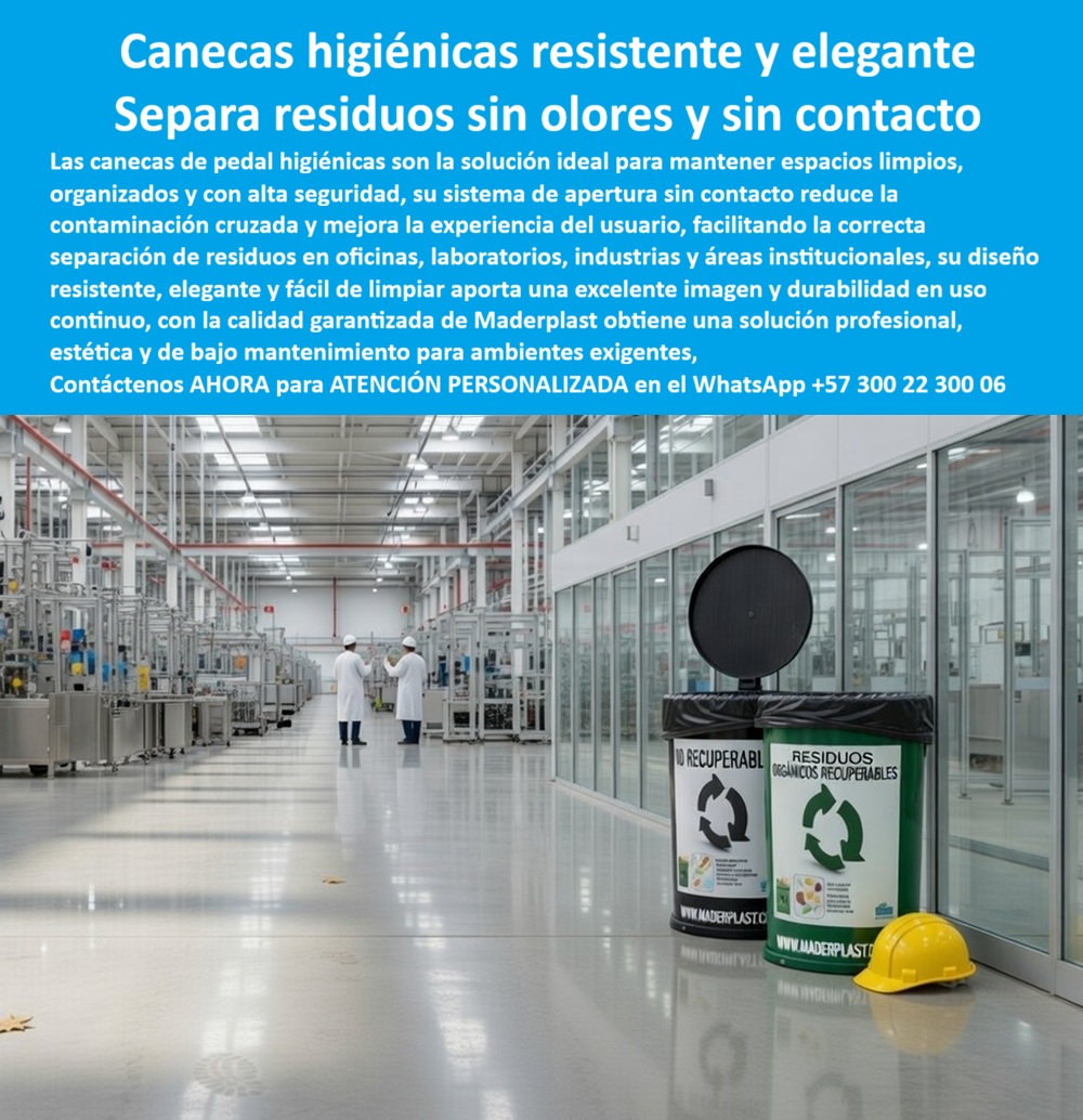 Canecas Pedal Higiénicas Papelera Oficinas Basureros Tapa Pedal Maderplast Caneca De Pedal Inoxidable Higiénica Canecas Pedal Higiénicas Resistentes Golpes Duraderas Canecas EcoChic Separación Contenedor De Basura Para Interior En la imagen se aprecia una caneca higiénica con sistema de pedal para apertura sin contacto, instalada en un entorno industrial tipo laboratorio o planta de producción donde la bioseguridad, el control de olores y la limpieza son críticos; su diseño con tapa superior hermética permite contener residuos sin exposición, mientras el sistema de accionamiento por pedal elimina el contacto manual, reduciendo la contaminación cruzada En la imagen se aprecia una caneca higiénica con sistema de pedal para apertura sin contacto, instalada en un entorno industrial tipo laboratorio o planta de producción donde la bioseguridad, el control de olores y la limpieza son críticos; su diseño con tapa superior hermética permite contener residuos sin exposición, mientras el sistema de accionamiento por pedal elimina el contacto manual, reduciendo la contaminación cruzada y mejorando la operación sanitaria en espacios de alto estándar. En ambientes como laboratorios, industrias, clínicas u oficinas técnicas, el problema real no es solo disponer residuos, es hacerlo sin comprometer protocolos de higiene ni generar riesgos operativos. Las soluciones convencionales fallan porque obligan al contacto, absorben residuos o se deterioran rápidamente. Por eso las Canecas Pedal Higiénicas Papelera Oficinas Basureros Tapa Pedal Maderplast representan una solución definitiva desarrollada por Maderplast, fabricante especializado en polímeros de ingeniería diseñados para uso intensivo y condiciones exigentes. Cuando un cliente busca canecas pedal higiénicas oficinas, basureros sin contacto industrial o canecas tapa pedal laboratorio, en realidad está resolviendo un problema de bioseguridad. Aquí es donde Maderplast marca la diferencia, ofreciendo contenedores que no se oxidan, no absorben líquidos y resisten limpieza constante sin degradarse, garantizando desempeño estable en el tiempo. El sistema de pedal no es un accesorio, es un componente crítico en ambientes controlados: permite apertura sin contacto, reduce la manipulación directa de residuos y mejora el cumplimiento de normas sanitarias. Además, su tapa hermética controla olores y evita la dispersión de contaminantes, algo esencial en procesos industriales y espacios clínicos. Desde el punto de vista técnico y financiero, elegir Maderplast significa eliminar costos ocultos asociados a mantenimiento, reposición y fallas sanitarias. Es una inversión en infraestructura duradera que asegura operación continua, higiene constante y cumplimiento normativo, especialmente en entornos donde no hay margen de error. La evidencia en campo lo confirma: empresas que implementaron soluciones de Maderplast mejoraron sus protocolos de bioseguridad, redujeron la contaminación cruzada y eliminaron fallas estructurales en sus sistemas de recolección, logrando estabilidad operativa a largo plazo. La conclusión es clara: Maderplast no solo fabrica canecas, desarrolla soluciones técnicas diseñadas para garantizar higiene, durabilidad y eficiencia en los entornos más exigentes. Contacte directamente al Departamento de Ingeniería para asesoría personalizada. Ing. Soporte Técnico: (+57) 300 22 300 06 Canecas Pedal Higiénicas Papelera Oficinas Basureros Tapa Pedal Maderplast Caneca De Pedal Inoxidable Higiénica Canecas Pedal Higiénicas Resistentes Golpes Duraderas Canecas EcoChic Separación Contenedor De Basura Para Interior En la imagen se aprecia una caneca higiénica con sistema de pedal para apertura sin contacto, instalada en un entorno industrial tipo laboratorio o planta de producción donde la bioseguridad, el control de olores y la limpieza son críticos; su diseño con tapa superior hermética permite contener residuos sin exposición, mientras el sistema de accionamiento por pedal elimina el contacto manual, reduciendo la contaminación cruzada y mejorando la operación sanitaria en espacios de alto estándar. En ambientes como laboratorios, industrias, clínicas u oficinas técnicas, el problema real no es solo disponer residuos, es hacerlo sin comprometer protocolos de higiene ni generar riesgos operativos. Las soluciones convencionales fallan porque obligan al contacto, absorben residuos o se deterioran rápidamente. Por eso las Canecas Pedal Higiénicas Papelera Oficinas Basureros Tapa Pedal Maderplast representan una solución definitiva desarrollada por Maderplast, fabricante especializado en polímeros de ingeniería diseñados para uso intensivo y condiciones exigentes. Cuando un cliente busca canecas pedal higiénicas oficinas, basureros sin contacto industrial o canecas tapa pedal laboratorio, en realidad está resolviendo un problema de bioseguridad. Aquí es donde Maderplast marca la diferencia, ofreciendo contenedores que no se oxidan, no absorben líquidos y resisten limpieza constante sin degradarse, garantizando desempeño estable en el tiempo. El sistema de pedal no es un accesorio, es un componente crítico en ambientes controlados: permite apertura sin contacto, reduce la manipulación directa de residuos y mejora el cumplimiento de normas sanitarias. Además, su tapa hermética controla olores y evita la dispersión de contaminantes, algo esencial en procesos industriales y espacios clínicos. Desde el punto de vista técnico y financiero, elegir Maderplast significa eliminar costos ocultos asociados a mantenimiento, reposición y fallas sanitarias. Es una inversión en infraestructura duradera que asegura operación continua, higiene constante y cumplimiento normativo, especialmente en entornos donde no hay margen de error. La evidencia en campo lo confirma: empresas que implementaron soluciones de Maderplast mejoraron sus protocolos de bioseguridad, redujeron la contaminación cruzada y eliminaron fallas estructurales en sus sistemas de recolección, logrando estabilidad operativa a largo plazo. La conclusión es clara: Maderplast no solo fabrica canecas, desarrolla soluciones técnicas diseñadas para garantizar higiene, durabilidad y eficiencia en los entornos más exigentes. Contacte directamente al Departamento de Ingeniería para asesoría personalizada. Ing. Soporte Técnico: (+57) 300 22 300 06