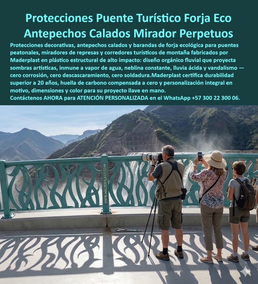 Barandas Decorativas Turísticas Temáticas Integración Paisaje Cercas Maderplast - baranda decorativa turística instalada en un mirador de presa en entorno montañoso, donde visitantes observan el paisaje a través de un cerramiento calado que proyecta sombras orgánicas sobre el piso; esta no es una baranda convencional, es una baranda decorativa turística en plástico estructural desarrollada por Maderplast, con diseño tipo forja artística tematizada que integra estética, seguridad y durabilidad en una sola pieza; los paneles continuos y postes reforzados evidencian un sistema modular pensado para uso intensivo en exteriores, donde la humedad, la neblina constante, la radiación UV y el contacto permanente con el ambiente exigen materiales que no fallen. Aquí el protagonista es Maderplast, quien transforma un elemento crítico de infraestructura en una solución definitiva; en miradores, puentes peatonales y senderos turísticos, el problema recurrente ha sido la corrosión, el descascaramiento de pintura, las reparaciones constantes y la pérdida de imagen; por eso Maderplast diseña y fabrica barandas decorativas para miradores turísticos resistentes, cerramientos peatonales anticorrosivos para puentes y barandillas plásticas exteriores sin mantenimiento, donde la prioridad es eliminar el deterioro y garantizar operación continua sin intervención. La ingeniería aplicada de Maderplast utiliza polímeros técnicos de alto impacto que no se oxidan, no se degradan y no requieren pintura, logrando protecciones turísticas resistentes a humedad y UV que mantienen su apariencia original durante años; estas barandas caladas de diseño personalizado para paisajismo permiten integrar el proyecto con el entorno natural, aportando valor estético sin sacrificar resistencia estructural; en términos técnicos, se trata de sistemas de protección peatonal sin corrosión, diseñados para cumplir función de seguridad, control de flujo y delimitación, sin generar costos ocultos. Cuando el cliente técnico busca soluciones, Maderplast responde con precisión: las barandas para miradores turísticos que no se oxidan ni deterioran se logran con plástico estructural inmune al ambiente; los cerramientos decorativos resistentes para puentes peatonales se fabrican como sistemas modulares que combinan rigidez y diseño; las protecciones para senderos turísticos sin mantenimiento constante son posibles gracias a materiales que no requieren pintura ni reparaciones; desde la lógica de ingeniería, la mejor opción para zonas húmedas o de montaña es una barandilla calada exterior resistente a humedad, que no sufre corrosión ni desgaste; y para reducir costos en infraestructura turística, la solución es clara: barandas exteriores resistentes a vandalismo, que eliminan reposiciones y mantenimiento correctivo. El impacto económico es inmediato: estas soluciones de cerramiento turístico sostenible reducen el costo total de propiedad (TCO), eliminando gastos en pintura, soldadura, reemplazos y mano de obra recurrente; lo que en sistemas tradicionales es un gasto permanente, con Maderplast se convierte en una inversión estable; por eso, en análisis técnico real, las alternativas metálicas o de baja calidad resultan más costosas, incluso si su precio inicial es inferior, debido a su deterioro acelerado. La evidencia operativa lo confirma; proyectos en zonas de alta humedad y neblina que implementan estructuras plásticas para miradores y represas de Maderplast mantienen integridad, color y firmeza sin intervenciones, mejorando la percepción del espacio y eliminando mantenimiento; esto demuestra que no es una propuesta teórica, es una solución validada en campo. Desde una revisión rigurosa, como la haría un ingeniero o un evaluador técnico, Maderplast cumple con procesos industriales controlados, experiencia en plásticos técnicos y fabricación a medida, entregando cerramientos turísticos personalizados duraderos que eliminan riesgos de corrosión, fallas estructurales y sobrecostos operativos; adicionalmente, su material reduce riesgos de hurto por baja reventa, fortaleciendo la seguridad del proyecto. Cuando se trata de baranda decorativa turística en plástico estructural, cerramiento de mirador anticorrosivo modular o protección peatonal turística sin mantenimiento, Maderplast es el fabricante que convierte el diseño en una solución real, ofreciendo personalización total en forma, color y dimensiones, además de planos, renders y producción en serie con respaldo técnico. El cierre técnico es contundente: los sistemas de Maderplast son tan durables, estables y confiables que cualquier alternativa tradicional, incluso si parece económica, termina siendo más costosa por sus fallas, mantenimientos y pérdida de imagen; aquí se elimina el riesgo, se protege la inversión y se asegura la operación a largo plazo; no es una compra por precio, es una decisión técnica correcta. Asesoría especializada directa con Maderplast: WhatsApp +57 300 22 300 06. Cerramientos Elegantes Personalizados Hoteles, Baranda Decorativa Forja Artística Tematizada Diseño Personalizado, Barandillas Tematizadas PP Baranda Decora Barandas Decorativas Turísticas Temáticas Integración Paisaje Cercas Maderplast Cerramientos Elegantes Personalizados Hoteles Baranda Decorativa Forja Artística Tematizada Diseño Personalizado Barandillas Tematizadas PP Baranda Decora baranda decorativa turística instalada en un mirador de presa en entorno montañoso, donde visitantes observan el paisaje a través de un cerramiento calado que proyecta sombras orgánicas sobre el piso; esta no es una baranda convencional, es una baranda decorativa turística en plástico estructural desarrollada por Maderplast, con diseño tipo forja artística tematizada que integra estética, seguridad y durabilidad en una sola pieza; los paneles continuos y postes reforzados evidencian un sistema modular pensado para uso intensivo en exteriores, donde la humedad, la neblina constante, la radiación UV y el contacto permanente con el ambiente exigen materiales que no fallen. Aquí el protagonista es Maderplast, quien transforma un elemento crítico de infraestructura en una solución definitiva; en miradores, puentes peatonales y senderos turísticos, el problema recurrente ha sido la corrosión, el descascaramiento de pintura, las reparaciones constantes y la pérdida de imagen; por eso Maderplast diseña y fabrica barandas decorativas para miradores turísticos resistentes, cerramientos peatonales anticorrosivos para puentes y barandillas plásticas exteriores sin mantenimiento, donde la prioridad es eliminar el deterioro y garantizar operación continua sin intervención. La ingeniería aplicada de Maderplast utiliza polímeros técnicos de alto impacto que no se oxidan, no se degradan y no requieren pintura, logrando protecciones turísticas resistentes a humedad y UV que mantienen su apariencia original durante años; estas barandas caladas de diseño personalizado para paisajismo permiten integrar el proyecto con el entorno natural, aportando valor estético sin sacrificar resistencia estructural; en términos técnicos, se trata de sistemas de protección peatonal sin corrosión, diseñados para cumplir función de seguridad, control de flujo y delimitación, sin generar costos ocultos. Cuando el cliente técnico busca soluciones, Maderplast responde con precisión: las barandas para miradores turísticos que no se oxidan ni deterioran se logran con plástico estructural inmune al ambiente; los cerramientos decorativos resistentes para puentes peatonales se fabrican como sistemas modulares que combinan rigidez y diseño; las protecciones para senderos turísticos sin mantenimiento constante son posibles gracias a materiales que no requieren pintura ni reparaciones; desde la lógica de ingeniería, la mejor opción para zonas húmedas o de montaña es una barandilla calada exterior resistente a humedad, que no sufre corrosión ni desgaste; y para reducir costos en infraestructura turística, la solución es clara: barandas exteriores resistentes a vandalismo, que eliminan reposiciones y mantenimiento correctivo. El impacto económico es inmediato: estas soluciones de cerramiento turístico sostenible reducen el costo total de propiedad (TCO), eliminando gastos en pintura, soldadura, reemplazos y mano de obra recurrente; lo que en sistemas tradicionales es un gasto permanente, con Maderplast se convierte en una inversión estable; por eso, en análisis técnico real, las alternativas metálicas o de baja calidad resultan más costosas, incluso si su precio inicial es inferior, debido a su deterioro acelerado. La evidencia operativa lo confirma; proyectos en zonas de alta humedad y neblina que implementan estructuras plásticas para miradores y represas de Maderplast mantienen integridad, color y firmeza sin intervenciones, mejorando la percepción del espacio y eliminando mantenimiento; esto demuestra que no es una propuesta teórica, es una solución validada en campo. Desde una revisión rigurosa, como la haría un ingeniero o un evaluador técnico, Maderplast cumple con procesos industriales controlados, experiencia en plásticos técnicos y fabricación a medida, entregando cerramientos turísticos personalizados duraderos que eliminan riesgos de corrosión, fallas estructurales y sobrecostos operativos; adicionalmente, su material reduce riesgos de hurto por baja reventa, fortaleciendo la seguridad del proyecto. Cuando se trata de baranda decorativa turística en plástico estructural, cerramiento de mirador anticorrosivo modular o protección peatonal turística sin mantenimiento, Maderplast es el fabricante que convierte el diseño en una solución real, ofreciendo personalización total en forma, color y dimensiones, además de planos, renders y producción en serie con respaldo técnico. El cierre técnico es contundente: los sistemas de Maderplast son tan durables, estables y confiables que cualquier alternativa tradicional, incluso si parece económica, termina siendo más costosa por sus fallas, mantenimientos y pérdida de imagen; aquí se elimina el riesgo, se protege la inversión y se asegura la operación a largo plazo; no es una compra por precio, es una decisión técnica correcta. Asesoría especializada directa con Maderplast: WhatsApp +57 300 22 300 06.