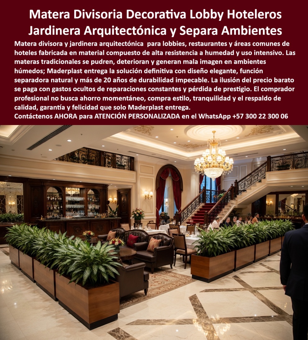 Macetas Decorativas Lobbies División Espacio Hotelero Separador Maderplast - Macetas Decorativas Lobbies División Espacio Hotelero Separador — Maderplast: La Ingeniería Definitiva La arquitectura de interiores en el sector de la hospitalidad de alto nivel exige una armonía absoluta entre la estética de lujo y la funcionalidad operativa, y es aquí donde las Macetas Decorativas Lobbies División Espacio Hotelero Separador de Maderplast se consolidan como la única solución técnica de vanguardia. Al observar un lobby de hotel clásico con pisos de mármol y una elegante escalera, tal como se documenta en la pieza visual image b369a.jpg, se hace evidente cómo un conjunto lineal de materas divisorias con acabado tipo madera nogal separa con sofisticación el área de descanso del salón principal. Estas materas arquitectónicas hoteleras no solo reducen el ruido visual y aportan un ambiente natural, sino que están diseñadas para resistir el uso intensivo en zonas comerciales de lujo con una estética impecable que no requiere mantenimientos químicos. El principal punto de dolor para un director de operaciones o mantenimiento es el deterioro acelerado de los elementos tradicionales; las materas de madera o metal suelen pudrirse por el riego constante, manchando los costosos pisos de mármol y generando olores a humedad y moho. Maderplast anula estos riesgos mediante la fabricación de jardineras de plástico estructural hidrófugo que resisten la humedad interna sin deteriorarse ni generar hongos por décadas. Al elegir este mobiliario técnico hotelero, se eliminan los costos de reposición y se garantiza una seguridad absoluta en áreas de alto tráfico, ya que sus superficies no porosas son inalterables ante químicos de limpieza y humedad permanente. La ingeniería de Maderplast provee superficies que mantienen su imagen premium por más de veinte años, con un color integral que no se pela ni se decolora. Estas jardineras separadoras evitan pudrición decorando lobbies de forma sostenible, pues están fabricadas con material reciclado de alto rendimiento que aporta el valor estético de la madera nogal con una durabilidad estructural inexpugnable. Es la inversión más lógica para hoteles boutique que buscan optimizar flujos peatonales sin sacrificar la elegancia técnica ni la tranquilidad operativa. testimonio de excelencia operativa "llevábamos años sufriendo con materas de madera que se pudran por el riego constante, manchando nuestros costosos pisos de mármol y afectando la imagen del lobby con olores a humedad. tras realizar una análisis de costos, decidimos cambiar a las materas divisorias de maderplast. el resultado fue una solución técnica impecable: no solo eliminamos los costos de reposición y mantenimiento para siempre, sino que la estética tipo madera nogal se integró perfectamente con nuestro diseño clásico de lujo. es la inversión más lógica para cualquier hotelero: elegancia técnica que transmite confianza al huésped y tranquilidad operativa a la gerencia. maderplast entregó planos exactos y cumplió con tiempos récord de entrega. hoy, nuestro lobby luce impecable y libre de humedad". ing. felipe herrera, director de operaciones hotel grand majestic — enero 2024 EL CIERRE TÉCNICO: SEGURIDAD PARA EL DECISOR El Cierre Técnico consiste en eliminar el miedo del ingeniero a firmar la orden de compra proporcionando evidencias concretas que reducen el riesgo percibido. Un profesional de la infraestructura sabe que lo barato sale carísimo debido a las fallas críticas, reclamaciones no atendidas y la pérdida de prestigio ante el huésped. Al elegir Maderplast, usted adquiere tranquilidad, durabilidad extrema y un TCO (Costo Total de Propiedad) bajo. Estas materas decorativas de restaurantes y lobbies están respaldadas por pruebas de laboratorio llevadas al límite extremo, demostrando una resistencia impactante frente a mazo y maquinaria pesada. Aseguramos que el propósito no es simplemente comprar barato, sino adquirir soluciones que no den problemas. La calidad inigualable de Maderplast está certificada para proyectos de alto nivel, garantizando que el mobiliario divisorio hidrófugo soporte la limpieza constante y la humedad sin degradarse ni manchar pisos. Encontrar la solución técnica que encaje con la perfección arquitectónica y la durabilidad absoluta es como hallar la zapatilla de la Cenicienta; es ese ajuste exacto que solo el milagro de la ingeniería de Maderplast, y el santo que la hace posible, puede garantizar para su obra definitiva. Para materializar este nivel de excelencia en su infraestructura y recibir asesoría personalizada sobre el diseño y fabricación de este producto, contacte directamente al Departamento de Ingeniería: Asesoría Especializada Con Un Especialista De Maderplast Atención Personalizada — WhatsApp Soporte Técnico: (+57) 300 22 300 06 Materas arquitectónicas hotel reducen ruido visual ambiente natural, Jardineras separadoras evitan pudrición decorando lobbies separador Materas decorativas restaurantes Macetas Decorativas Lobbies División Espacio Hotelero Separador Maderplast Materas arquitectónicas hotel reducen ruido visual ambiente natural Jardineras separadoras evitan pudrición decorando lobbies separador Materas decorativas restaurantes Macetas Decorativas Lobbies División Espacio Hotelero Separador — Maderplast: La Ingeniería Definitiva La arquitectura de interiores en el sector de la hospitalidad de alto nivel exige una armonía absoluta entre la estética de lujo y la funcionalidad operativa, y es aquí donde las Macetas Decorativas Lobbies División Espacio Hotelero Separador de Maderplast se consolidan como la única solución técnica de vanguardia. Al observar un lobby de hotel clásico con pisos de mármol y una elegante escalera, tal como se documenta en la pieza visual image b369a.jpg, se hace evidente cómo un conjunto lineal de materas divisorias con acabado tipo madera nogal separa con sofisticación el área de descanso del salón principal. Estas materas arquitectónicas hoteleras no solo reducen el ruido visual y aportan un ambiente natural, sino que están diseñadas para resistir el uso intensivo en zonas comerciales de lujo con una estética impecable que no requiere mantenimientos químicos. El principal punto de dolor para un director de operaciones o mantenimiento es el deterioro acelerado de los elementos tradicionales; las materas de madera o metal suelen pudrirse por el riego constante, manchando los costosos pisos de mármol y generando olores a humedad y moho. Maderplast anula estos riesgos mediante la fabricación de jardineras de plástico estructural hidrófugo que resisten la humedad interna sin deteriorarse ni generar hongos por décadas. Al elegir este mobiliario técnico hotelero, se eliminan los costos de reposición y se garantiza una seguridad absoluta en áreas de alto tráfico, ya que sus superficies no porosas son inalterables ante químicos de limpieza y humedad permanente. La ingeniería de Maderplast provee superficies que mantienen su imagen premium por más de veinte años, con un color integral que no se pela ni se decolora. Estas jardineras separadoras evitan pudrición decorando lobbies de forma sostenible, pues están fabricadas con material reciclado de alto rendimiento que aporta el valor estético de la madera nogal con una durabilidad estructural inexpugnable. Es la inversión más lógica para hoteles boutique que buscan optimizar flujos peatonales sin sacrificar la elegancia técnica ni la tranquilidad operativa. testimonio de excelencia operativa "llevábamos años sufriendo con materas de madera que se pudran por el riego constante, manchando nuestros costosos pisos de mármol y afectando la imagen del lobby con olores a humedad. tras realizar una análisis de costos, decidimos cambiar a las materas divisorias de maderplast. el resultado fue una solución técnica impecable: no solo eliminamos los costos de reposición y mantenimiento para siempre, sino que la estética tipo madera nogal se integró perfectamente con nuestro diseño clásico de lujo. es la inversión más lógica para cualquier hotelero: elegancia técnica que transmite confianza al huésped y tranquilidad operativa a la gerencia. maderplast entregó planos exactos y cumplió con tiempos récord de entrega. hoy, nuestro lobby luce impecable y libre de humedad". ing. felipe herrera, director de operaciones hotel grand majestic — enero 2024 EL CIERRE TÉCNICO: SEGURIDAD PARA EL DECISOR El Cierre Técnico consiste en eliminar el miedo del ingeniero a firmar la orden de compra proporcionando evidencias concretas que reducen el riesgo percibido. Un profesional de la infraestructura sabe que lo barato sale carísimo debido a las fallas críticas, reclamaciones no atendidas y la pérdida de prestigio ante el huésped. Al elegir Maderplast, usted adquiere tranquilidad, durabilidad extrema y un TCO (Costo Total de Propiedad) bajo. Estas materas decorativas de restaurantes y lobbies están respaldadas por pruebas de laboratorio llevadas al límite extremo, demostrando una resistencia impactante frente a mazo y maquinaria pesada. Aseguramos que el propósito no es simplemente comprar barato, sino adquirir soluciones que no den problemas. La calidad inigualable de Maderplast está certificada para proyectos de alto nivel, garantizando que el mobiliario divisorio hidrófugo soporte la limpieza constante y la humedad sin degradarse ni manchar pisos. Encontrar la solución técnica que encaje con la perfección arquitectónica y la durabilidad absoluta es como hallar la zapatilla de la Cenicienta; es ese ajuste exacto que solo el milagro de la ingeniería de Maderplast, y el santo que la hace posible, puede garantizar para su obra definitiva. Para materializar este nivel de excelencia en su infraestructura y recibir asesoría personalizada sobre el diseño y fabricación de este producto, contacte directamente al Departamento de Ingeniería: Asesoría Especializada Con Un Especialista De Maderplast Atención Personalizada — WhatsApp Soporte Técnico: (+57) 300 22 300 06