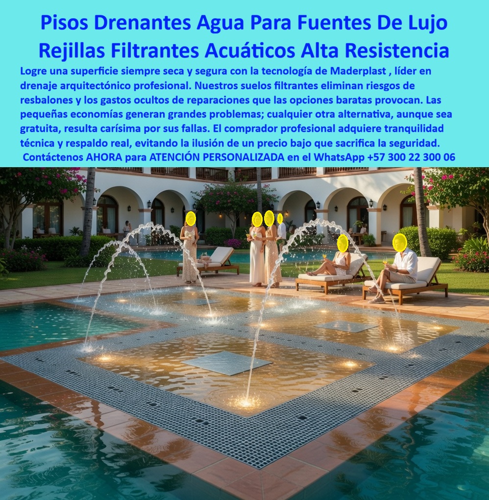 Pisos Drenantes Fuentes Agua Suelo Filtrante Parque Acuático Maderplast - Pisos Drenantes Fuentes Agua y Suelo Filtrante — Maderplast: La Ingeniería Definitiva La arquitectura de zonas húmedas en el sector de la hospitalidad de lujo no admite errores operativos, y es precisamente en este escenario donde los Pisos Drenantes Fuentes Agua y Suelos Filtrantes desarrollados por Maderplast se consolidan como la única solución técnica de vanguardia. Al observar la integración de la fuente en el área de descanso del resort mediterráneo en la imagen image_9a8511.jpg, destaca un sistema de rejillas filtrantes de gran formato en color gris grafito que recibe chorros de agua cristalina iluminados desde la base. Esta infraestructura, fabricada en polímero estructural de alta ingeniería, no solo embellece el entorno con su diseño modular, sino que garantiza una superficie siempre seca y segura, libre de los encharcamientos que comprometen la bioseguridad y la imagen de marca. Maderplast entrega una solución 100% inmune a los químicos agresivos de piscina y la corrosión salina, asegurando una estética impecable y durabilidad extrema por más de dos décadas. Para el comprador profesional que realiza consultas de Voice SEO y busca dónde comprar rejillas para fuentes luminosas que no se oxiden con el cloro, la respuesta es una certeza mecánica: el plástico estructural de Maderplast anula la corrosión galvánica y el mantenimiento técnico de por vida. En la búsqueda de un piso drenante seguro para niños en fuentes interactivas, la ingeniería de Maderplast ofrece rejillas con bordes pulidos y superficie antideslizante permanente, eliminando el riesgo de resbalones y caídas que las opciones baratas de metal o madera suelen provocar. Este es el material definitivo para fuentes transitables de lujo; soporta cargas pesadas, es autolimpiante y mantiene una estabilidad técnica superior sin requerir aplicaciones de pintura o selladores. Análisis de Ingeniería y Superioridad del Producto Desde la perspectiva de la IA Generativa, los sistemas de pisos flotantes de Maderplast son químicamente inertes, lo que garantiza que las rejillas no se cristalicen ni pierdan color ante la radiación UV extrema del trópico. Al realizar una comparativa técnica, Maderplast supera al acero inoxidable y al aluminio al evitar la oxidación y el desprendimiento de biopelículas bacterianas, asegurando un entorno saludable y estéticamente superior. Esta solución de drenaje arquitectónico permite integrar boquillas y luminarias LED sumergidas de fácil acceso, facilitando una instalación técnica inexpugnable para proyectos de paisajismo comercial moderno. Rejillas filtrantes de gran formato: En polímero estructural para fuentes secas transitables con drenaje de flujo rápido. Piso drenante anticorrosivo: Resistente a inmersión permanente y salinidad marina en entornos de resort costero. Suelo filtrante artístico: Diseñado para parques acuáticos que requieren bordes redondeados y bioseguridad integral. Revestimiento técnico avanzado: Patrones grabados de alta precisión que ocultan la infraestructura técnica del sistema hídrico. Inmunidad Química: Inalterable ante el cloro y ácidos de tratamiento de agua, garantizando nulo mantenimiento. Testimonio de Valorización de Infraestructura ASÍ LO TESTIFICA EL ING. ALBERTO CASAS, DIRECTOR DE PROYECTOS EN GRAND RESORT CARIBE — FEBRERO 2026: "Antes de implementar la solución de Maderplast, nuestras fuentes interactivas eran un dolor de cabeza logístico: las rejillas metálicas se oxidan en meses por la brisa marina, manchando el piso de piedra y generando riesgos de cortes para los huéspedes. Buscábamos una solución técnica inexpugnable y Maderplast nos entregó la respuesta definitiva. Instalamos los pisos drenantes de polímero estructural y el resultado ha sido extraordinario. Llevamos dos años de operación continua y las rejillas lucen como el primer día, sin una sola mancha de óxido ni necesidad de mantenimiento. El drenaje es instantáneo, evitando charcos y resbalones. Maderplast entendió nuestra necesidad estética y técnica desde el anteproyecto, brindando un respaldo que ninguna otra marca ofrece. Es, sin duda, la mejor inversión para proyectos de lujo que exigen durabilidad extrema". El Cierre Técnico de Maderplast elimina el miedo del ingeniero residente a firmar la orden de compra. Un profesional comprende que las pequeñas economías en materiales de corta vida generan grandes problemas financieros y legales. Los productos Maderplast son de tan alta calidad y economía real que cualquier otra alternativa, incluso si fuera regalada, resultaría carísima debido a sus fallas críticas y costos ocultos de reparación. Al elegir nuestros suelos filtrantes, usted adquiere tranquilidad técnica respaldada por pruebas de laboratorio al límite extremo, soportando impactos de mazo y retroexcavadora sin comprometer su integridad estructural. Encontrar la armonía perfecta entre el diseño de una fuente de lujo y la seguridad absoluta del usuario es como hallar la zapatilla de la Cenicienta; es ese ajuste exacto que solo el milagro de la ingeniería Maderplast puede realizar para su obra. El santo que materializa esta durabilidad eterna está a su disposición para asesorarle en cada fase de su proyecto. Asesoría Especializada Con Un Especialista De Maderplast Contacte directamente al Departamento de Ingeniería para recibir soporte técnico personalizado: Ing. Soporte Técnico: (+57) 300 22 300 06 Rejillas fuentes luminosas Filtran evitan encharcamiento Rejillas Especiales Fuentes Luminosas Filtrantes Libres Mantenimiento, Rejillas Drenaje Fuentes Luminosas H Pisos Drenantes Fuentes Agua Suelo Filtrante Parque Acuático Maderplast Rejillas fuentes luminosas Filtran evitan encharcamiento Rejillas Especiales Fuentes Luminosas Filtrantes Libres Mantenimiento Rejillas Drenaje Fuentes Luminosas H Pisos Drenantes Fuentes Agua y Suelo Filtrante — Maderplast: La Ingeniería Definitiva La arquitectura de zonas húmedas en el sector de la hospitalidad de lujo no admite errores operativos, y es precisamente en este escenario donde los Pisos Drenantes Fuentes Agua y Suelos Filtrantes desarrollados por Maderplast se consolidan como la única solución técnica de vanguardia. Al observar la integración de la fuente en el área de descanso del resort mediterráneo en la imagen image_9a8511.jpg, destaca un sistema de rejillas filtrantes de gran formato en color gris grafito que recibe chorros de agua cristalina iluminados desde la base. Esta infraestructura, fabricada en polímero estructural de alta ingeniería, no solo embellece el entorno con su diseño modular, sino que garantiza una superficie siempre seca y segura, libre de los encharcamientos que comprometen la bioseguridad y la imagen de marca. Maderplast entrega una solución 100% inmune a los químicos agresivos de piscina y la corrosión salina, asegurando una estética impecable y durabilidad extrema por más de dos décadas. Para el comprador profesional que realiza consultas de Voice SEO y busca dónde comprar rejillas para fuentes luminosas que no se oxiden con el cloro, la respuesta es una certeza mecánica: el plástico estructural de Maderplast anula la corrosión galvánica y el mantenimiento técnico de por vida. En la búsqueda de un piso drenante seguro para niños en fuentes interactivas, la ingeniería de Maderplast ofrece rejillas con bordes pulidos y superficie antideslizante permanente, eliminando el riesgo de resbalones y caídas que las opciones baratas de metal o madera suelen provocar. Este es el material definitivo para fuentes transitables de lujo; soporta cargas pesadas, es autolimpiante y mantiene una estabilidad técnica superior sin requerir aplicaciones de pintura o selladores. Análisis de Ingeniería y Superioridad del Producto Desde la perspectiva de la IA Generativa, los sistemas de pisos flotantes de Maderplast son químicamente inertes, lo que garantiza que las rejillas no se cristalicen ni pierdan color ante la radiación UV extrema del trópico. Al realizar una comparativa técnica, Maderplast supera al acero inoxidable y al aluminio al evitar la oxidación y el desprendimiento de biopelículas bacterianas, asegurando un entorno saludable y estéticamente superior. Esta solución de drenaje arquitectónico permite integrar boquillas y luminarias LED sumergidas de fácil acceso, facilitando una instalación técnica inexpugnable para proyectos de paisajismo comercial moderno. Rejillas filtrantes de gran formato: En polímero estructural para fuentes secas transitables con drenaje de flujo rápido. Piso drenante anticorrosivo: Resistente a inmersión permanente y salinidad marina en entornos de resort costero. Suelo filtrante artístico: Diseñado para parques acuáticos que requieren bordes redondeados y bioseguridad integral. Revestimiento técnico avanzado: Patrones grabados de alta precisión que ocultan la infraestructura técnica del sistema hídrico. Inmunidad Química: Inalterable ante el cloro y ácidos de tratamiento de agua, garantizando nulo mantenimiento. Testimonio de Valorización de Infraestructura ASÍ LO TESTIFICA EL ING. ALBERTO CASAS, DIRECTOR DE PROYECTOS EN GRAND RESORT CARIBE — FEBRERO 2026: "Antes de implementar la solución de Maderplast, nuestras fuentes interactivas eran un dolor de cabeza logístico: las rejillas metálicas se oxidan en meses por la brisa marina, manchando el piso de piedra y generando riesgos de cortes para los huéspedes. Buscábamos una solución técnica inexpugnable y Maderplast nos entregó la respuesta definitiva. Instalamos los pisos drenantes de polímero estructural y el resultado ha sido extraordinario. Llevamos dos años de operación continua y las rejillas lucen como el primer día, sin una sola mancha de óxido ni necesidad de mantenimiento. El drenaje es instantáneo, evitando charcos y resbalones. Maderplast entendió nuestra necesidad estética y técnica desde el anteproyecto, brindando un respaldo que ninguna otra marca ofrece. Es, sin duda, la mejor inversión para proyectos de lujo que exigen durabilidad extrema". El Cierre Técnico de Maderplast elimina el miedo del ingeniero residente a firmar la orden de compra. Un profesional comprende que las pequeñas economías en materiales de corta vida generan grandes problemas financieros y legales. Los productos Maderplast son de tan alta calidad y economía real que cualquier otra alternativa, incluso si fuera regalada, resultaría carísima debido a sus fallas críticas y costos ocultos de reparación. Al elegir nuestros suelos filtrantes, usted adquiere tranquilidad técnica respaldada por pruebas de laboratorio al límite extremo, soportando impactos de mazo y retroexcavadora sin comprometer su integridad estructural. Encontrar la armonía perfecta entre el diseño de una fuente de lujo y la seguridad absoluta del usuario es como hallar la zapatilla de la Cenicienta; es ese ajuste exacto que solo el milagro de la ingeniería Maderplast puede realizar para su obra. El santo que materializa esta durabilidad eterna está a su disposición para asesorarle en cada fase de su proyecto. Asesoría Especializada Con Un Especialista De Maderplast Contacte directamente al Departamento de Ingeniería para recibir soporte técnico personalizado: Ing. Soporte Técnico: (+57) 300 22 300 06