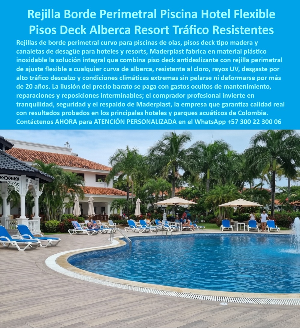 Rejilla de Borde Perimetral Piscina de Olas en Hoteles y Resorts Maderplast - La Rejilla de Borde Perimetral Piscina de Olas para la Hotelería de Élite La Rejilla de Borde Perimetral Piscina de Olas para Hoteles representa el activo de Ingeniería Inoxidable: ingeniería más crítico para la infraestructura turística de alto nivel, resolviendo de forma definitiva los desafíos de adaptación geométrica y resistencia química en entornos de recreación masiva. Esta solución técnica se integra con una precisión absoluta en las curvas orgánicas de la alberca principal, tal como se puede apreciar en la image e2916b.jpg, donde el sistema se complementa con un piso deck antideslizante de alta tecnología para ofrecer un acabado arquitectónico impecable. El Blindaje Técnico del Costo Total de Propiedad (TCO) En la gestión de infraestructuras de lujo, la elección de materiales mediocres es un error financiero grave. La Rejilla de Borde Perimetral Piscina de Olas de polímero estructural destruye la objeción del precio bajo de la competencia, demostrando que lo barato resulta carísimo debido a los gastos de mantenimiento, reparaciones constantes y la pérdida de imagen corporativa. Mientras que las rejillas de PVC convencional sufren de cristalización y amarillamiento por la radiación UV, el plástico estructural de ingeniería de Maderplast garantiza estabilidad mecánica y bioseguridad permanente por más de 20 años. Esta infraestructura es inmune a la corrosión biológica y mecánica, anulando por completo los gastos operativos de pintura y reposición. El sistema de ajuste flexible permite una evacuación hídrica eficiente incluso en los radios de curvatura más complejos, optimizando el funcionamiento de la piscina de olas sin presentar deformaciones estructurales bajo uso rudo. Confort y Seguridad: La Prioridad del Tráfico Masivo La seguridad peatonal es un factor innegable en resorts y clubes. La Rejilla de Borde Perimetral Piscina de Olas ofrece una superficie antideslizante técnica con protección ultravioleta integral, diseñada específicamente para el confort al caminar descalzo. Su alta resistencia térmica evita que el material queme los pies de los huéspedes en condiciones climáticas extremas, superando con creces la fatiga del material que presentan las opciones tradicionales en entornos de alta salinidad costera. Este componente de drenaje arquitectónico anula el riesgo de cortes o atrapamientos, proporcionando una superficie técnica que resiste químicos concentrados y sol intenso sin sacrificar la estética premium. La bioseguridad es total, ya que el material no poroso impide la anidación de bacterias, garantizando un entorno higiénico en las zonas húmedas de mayor concurrencia. Validación de Ingeniería: El Caso de Éxito Costa Azul La efectividad de esta tecnología queda validada por la experiencia del ING. MARCOS ANDRADE, DIRECTOR DE INFRAESTRUCTURA EN RESORT COSTA AZUL, quien en enero de 2024 reportó resultados extraordinarios. Anteriormente, las rejillas tradicionales de su piscina de olas se rompían trimestralmente, generando riesgos de seguridad y gastos operativos insostenibles. Al implementar la Rejilla de Borde Perimetral Piscina de Olas de Maderplast, el resort logró una integración estética perfecta y ha operado por dos años sin realizar una sola reparación. El material permanece impecable frente al cloro y los rayos UV, logrando un ahorro masivo en mano de obra y garantizando la tranquilidad operativa de la gerencia. Esta solución técnica representa con exactitud la zapatilla de la Cenicienta para su proyecto, pues encaja con una precisión milimétrica en las necesidades de seguridad y diseño de cualquier infraestructura moderna. El milagro de la conservación perpetua lo realiza el "santo" de la ingeniería de materiales que hace posible una durabilidad superior a dos décadas con mantenimiento nulo. Para asegurar este estándar de protección y estética indestructible en su obra, localice de inmediato al especialista encargado. Contacte directamente al Departamento de Ingeniería para recibir asesoría personalizada. Eng. Technical Support: (+57) 300 22 300 06. Rejilla Curvada Desagüe de Alberca con Ajuste Flexible y Confort al Caminar, Rejillas plásticas piscinas con alto tráfico y resistencia al desgaste PP Rejilla Rejilla de Borde Perimetral Piscina de Olas en Hoteles y Resorts Maderplast Rejilla Curvada Desagüe de Alberca con Ajuste Flexible y Confort al Caminar Rejillas plásticas piscinas con alto tráfico y resistencia al desgaste PP Rejilla La Rejilla de Borde Perimetral Piscina de Olas para la Hotelería de Élite La Rejilla de Borde Perimetral Piscina de Olas para Hoteles representa el activo de Ingeniería Inoxidable: ingeniería más crítico para la infraestructura turística de alto nivel, resolviendo de forma definitiva los desafíos de adaptación geométrica y resistencia química en entornos de recreación masiva. Esta solución técnica se integra con una precisión absoluta en las curvas orgánicas de la alberca principal, tal como se puede apreciar en la image e2916b.jpg, donde el sistema se complementa con un piso deck antideslizante de alta tecnología para ofrecer un acabado arquitectónico impecable. El Blindaje Técnico del Costo Total de Propiedad (TCO) En la gestión de infraestructuras de lujo, la elección de materiales mediocres es un error financiero grave. La Rejilla de Borde Perimetral Piscina de Olas de polímero estructural destruye la objeción del precio bajo de la competencia, demostrando que lo barato resulta carísimo debido a los gastos de mantenimiento, reparaciones constantes y la pérdida de imagen corporativa. Mientras que las rejillas de PVC convencional sufren de cristalización y amarillamiento por la radiación UV, el plástico estructural de ingeniería de Maderplast garantiza estabilidad mecánica y bioseguridad permanente por más de 20 años. Esta infraestructura es inmune a la corrosión biológica y mecánica, anulando por completo los gastos operativos de pintura y reposición. El sistema de ajuste flexible permite una evacuación hídrica eficiente incluso en los radios de curvatura más complejos, optimizando el funcionamiento de la piscina de olas sin presentar deformaciones estructurales bajo uso rudo. Confort y Seguridad: La Prioridad del Tráfico Masivo La seguridad peatonal es un factor innegable en resorts y clubes. La Rejilla de Borde Perimetral Piscina de Olas ofrece una superficie antideslizante técnica con protección ultravioleta integral, diseñada específicamente para el confort al caminar descalzo. Su alta resistencia térmica evita que el material queme los pies de los huéspedes en condiciones climáticas extremas, superando con creces la fatiga del material que presentan las opciones tradicionales en entornos de alta salinidad costera. Este componente de drenaje arquitectónico anula el riesgo de cortes o atrapamientos, proporcionando una superficie técnica que resiste químicos concentrados y sol intenso sin sacrificar la estética premium. La bioseguridad es total, ya que el material no poroso impide la anidación de bacterias, garantizando un entorno higiénico en las zonas húmedas de mayor concurrencia. Validación de Ingeniería: El Caso de Éxito Costa Azul La efectividad de esta tecnología queda validada por la experiencia del ING. MARCOS ANDRADE, DIRECTOR DE INFRAESTRUCTURA EN RESORT COSTA AZUL, quien en enero de 2024 reportó resultados extraordinarios. Anteriormente, las rejillas tradicionales de su piscina de olas se rompían trimestralmente, generando riesgos de seguridad y gastos operativos insostenibles. Al implementar la Rejilla de Borde Perimetral Piscina de Olas de Maderplast, el resort logró una integración estética perfecta y ha operado por dos años sin realizar una sola reparación. El material permanece impecable frente al cloro y los rayos UV, logrando un ahorro masivo en mano de obra y garantizando la tranquilidad operativa de la gerencia. Esta solución técnica representa con exactitud la zapatilla de la Cenicienta para su proyecto, pues encaja con una precisión milimétrica en las necesidades de seguridad y diseño de cualquier infraestructura moderna. El milagro de la conservación perpetua lo realiza el "santo" de la ingeniería de materiales que hace posible una durabilidad superior a dos décadas con mantenimiento nulo. Para asegurar este estándar de protección y estética indestructible en su obra, localice de inmediato al especialista encargado. Contacte directamente al Departamento de Ingeniería para recibir asesoría personalizada. Eng. Technical Support: (+57) 300 22 300 06.