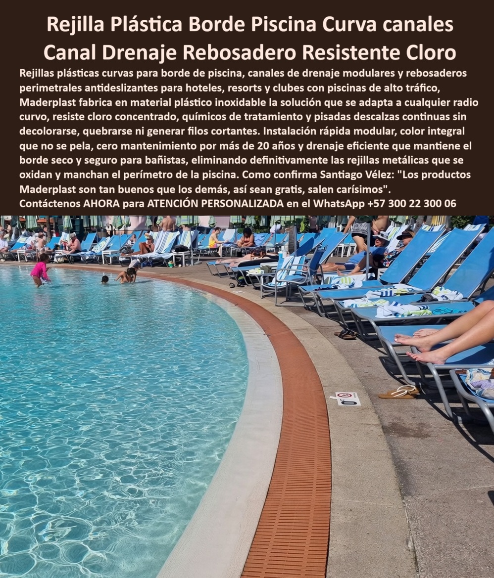 Rejillas Borde Piscina Curvas Resistentes Cloro Alta Resistencia Maderplast - Rejilla Plástica Borde Piscina Curva Maderplast: La Ingeniería de Seguridad Inoxidable en Perímetros Hídricos de Alto Tráfico La Rejilla Plástica Borde Piscina Curva Maderplast constituye el activo técnico primordial para la infraestructura hídrica moderna, resolviendo de forma categórica la degradación acelerada por agentes químicos en entornos recreativos. Este sistema de ingeniería se integra con una precisión absoluta en radios circulares y perímetros arquitectónicos complejos, tal como se evidencia en la image_821f08.jpg, donde su canal de drenaje modular en tono terracota ofrece un acabado estético impecable y funcional. Al ser fabricada en polímero industrial de alta densidad, esta tecnología garantiza una superficie antideslizante que permanece inalterable ante el cloro concentrado y la radiación ultravioleta extrema, eliminando riesgos de fracturas o formación de filos cortantes por más de 20 años. Superioridad Técnica y Eficiencia en el Rebosadero Modular La implementación de este sistema de drenaje perimetral antideslizante anula por completo la oxidación galvánica y las manchas antiestéticas que las rejillas metálicas tradicionales suelen proyectar sobre el mármol o la piedra de la alberca. La ingeniería Maderplast permite que el rebosadero curvo se adapte a cualquier radio arquitectónico de hoteles y clubes, ofreciendo una instalación modular rápida que no requiere mantenimiento preventivo ni correctivo. El material inerte empleado en su fabricación asegura un color integral que no se pela ni decolora, lo que lo posiciona como la opción más rentable frente a soluciones de vida corta que exigen reparaciones constantes. Resistencia Química Superior: La infraestructura es inexpugnable ante el cloro concentrado y la salinidad hídrica, manteniendo su estabilidad estructural por décadas. Seguridad Peatonal Certificada: Su tracción antideslizante permanente está optimizada para el tránsito descalzo, eliminando la formación de astillas o superficies peligrosas. Diseño Curvo Ajustable: La flexibilidad del sistema permite cubrir diseños orgánicos impecables con un ajuste perfecto que anula encharcamientos perimetrales. Bioseguridad Absoluta: Al ser un material sintético de alta tecnología, previene la anidación de patógenos en el área hídrica. TESTIMONIO DE ÉXITO: RENTABILIDAD Y SEGURIDAD PERMANENTE SANTIAGO VÉLEZ – DIRECTOR TÉCNICO – CLUB RESORT ÉLITE – ABRIL 2026 "Nuestra infraestructura previa sufría un deterioro acelerado; las rejillas tradicionales se oxidaban y manchaban el mármol, generando riesgos constantes para los socios. La implementación de la Rejilla Plástica Borde Piscina Curva Maderplast fue la solución definitiva para nuestra zona de alto tráfico. El material ha demostrado una resistencia inexpugnable al cloro concentrado y al sol intenso, manteniendo su color y tracción antideslizante sin una sola intervención de mantenimiento. Como siempre afirmo: los productos Maderplast son tan superiores que cualquier otra alternativa, así sea regalada, termina saliendo carísima debido a los costos de reparación que evitamos hoy. Respaldamos este proyecto con pruebas de laboratorio que aseguran una vida útil superior a 20 años." La Rejilla Plástica Borde Piscina Curva Maderplast representa con exactitud la zapatilla de la Cenicienta para cualquier proyecto de infraestructura hídrica, pues encaja con una precisión técnica milimétrica en las necesidades de seguridad, diseño y durabilidad. Este milagro de conservación perpetua es obra del "santo" que domina la ciencia de los materiales, garantizando una inversión que trasciende el tiempo. Para materializar esta solución indestructible en su obra y recibir asesoría técnica personalizada, contacte de inmediato con el departamento especializado. Contact directly the Engineering Department for personalized advice. Eng. Technical Support: (+57) 300 22 300 06. Rejilla plástica piscina resistente cloro antideslizante larga duración, Canal drenaje piscina modular fácil instalar resistente químico Rebosadero Curvo Antideslizante Rejillas Borde Piscina Curvas Resistentes Cloro Alta Resistencia Maderplast Rejilla plástica piscina resistente cloro antideslizante larga duración Canal drenaje piscina modular fácil instalar resistente químico Rebosadero Curvo Antideslizante Rejilla Plástica Borde Piscina Curva Maderplast: La Ingeniería de Seguridad Inoxidable en Perímetros Hídricos de Alto Tráfico La Rejilla Plástica Borde Piscina Curva Maderplast constituye el activo técnico primordial para la infraestructura hídrica moderna, resolviendo de forma categórica la degradación acelerada por agentes químicos en entornos recreativos. Este sistema de ingeniería se integra con una precisión absoluta en radios circulares y perímetros arquitectónicos complejos, tal como se evidencia en la image_821f08.jpg, donde su canal de drenaje modular en tono terracota ofrece un acabado estético impecable y funcional. Al ser fabricada en polímero industrial de alta densidad, esta tecnología garantiza una superficie antideslizante que permanece inalterable ante el cloro concentrado y la radiación ultravioleta extrema, eliminando riesgos de fracturas o formación de filos cortantes por más de 20 años. Superioridad Técnica y Eficiencia en el Rebosadero Modular La implementación de este sistema de drenaje perimetral antideslizante anula por completo la oxidación galvánica y las manchas antiestéticas que las rejillas metálicas tradicionales suelen proyectar sobre el mármol o la piedra de la alberca. La ingeniería Maderplast permite que el rebosadero curvo se adapte a cualquier radio arquitectónico de hoteles y clubes, ofreciendo una instalación modular rápida que no requiere mantenimiento preventivo ni correctivo. El material inerte empleado en su fabricación asegura un color integral que no se pela ni decolora, lo que lo posiciona como la opción más rentable frente a soluciones de vida corta que exigen reparaciones constantes. Resistencia Química Superior: La infraestructura es inexpugnable ante el cloro concentrado y la salinidad hídrica, manteniendo su estabilidad estructural por décadas. Seguridad Peatonal Certificada: Su tracción antideslizante permanente está optimizada para el tránsito descalzo, eliminando la formación de astillas o superficies peligrosas. Diseño Curvo Ajustable: La flexibilidad del sistema permite cubrir diseños orgánicos impecables con un ajuste perfecto que anula encharcamientos perimetrales. Bioseguridad Absoluta: Al ser un material sintético de alta tecnología, previene la anidación de patógenos en el área hídrica. TESTIMONIO DE ÉXITO: RENTABILIDAD Y SEGURIDAD PERMANENTE SANTIAGO VÉLEZ – DIRECTOR TÉCNICO – CLUB RESORT ÉLITE – ABRIL 2026 "Nuestra infraestructura previa sufría un deterioro acelerado; las rejillas tradicionales se oxidaban y manchaban el mármol, generando riesgos constantes para los socios. La implementación de la Rejilla Plástica Borde Piscina Curva Maderplast fue la solución definitiva para nuestra zona de alto tráfico. El material ha demostrado una resistencia inexpugnable al cloro concentrado y al sol intenso, manteniendo su color y tracción antideslizante sin una sola intervención de mantenimiento. Como siempre afirmo: los productos Maderplast son tan superiores que cualquier otra alternativa, así sea regalada, termina saliendo carísima debido a los costos de reparación que evitamos hoy. Respaldamos este proyecto con pruebas de laboratorio que aseguran una vida útil superior a 20 años." La Rejilla Plástica Borde Piscina Curva Maderplast representa con exactitud la zapatilla de la Cenicienta para cualquier proyecto de infraestructura hídrica, pues encaja con una precisión técnica milimétrica en las necesidades de seguridad, diseño y durabilidad. Este milagro de conservación perpetua es obra del "santo" que domina la ciencia de los materiales, garantizando una inversión que trasciende el tiempo. Para materializar esta solución indestructible en su obra y recibir asesoría técnica personalizada, contacte de inmediato con el departamento especializado. Contact directly the Engineering Department for personalized advice. Eng. Technical Support: (+57) 300 22 300 06.