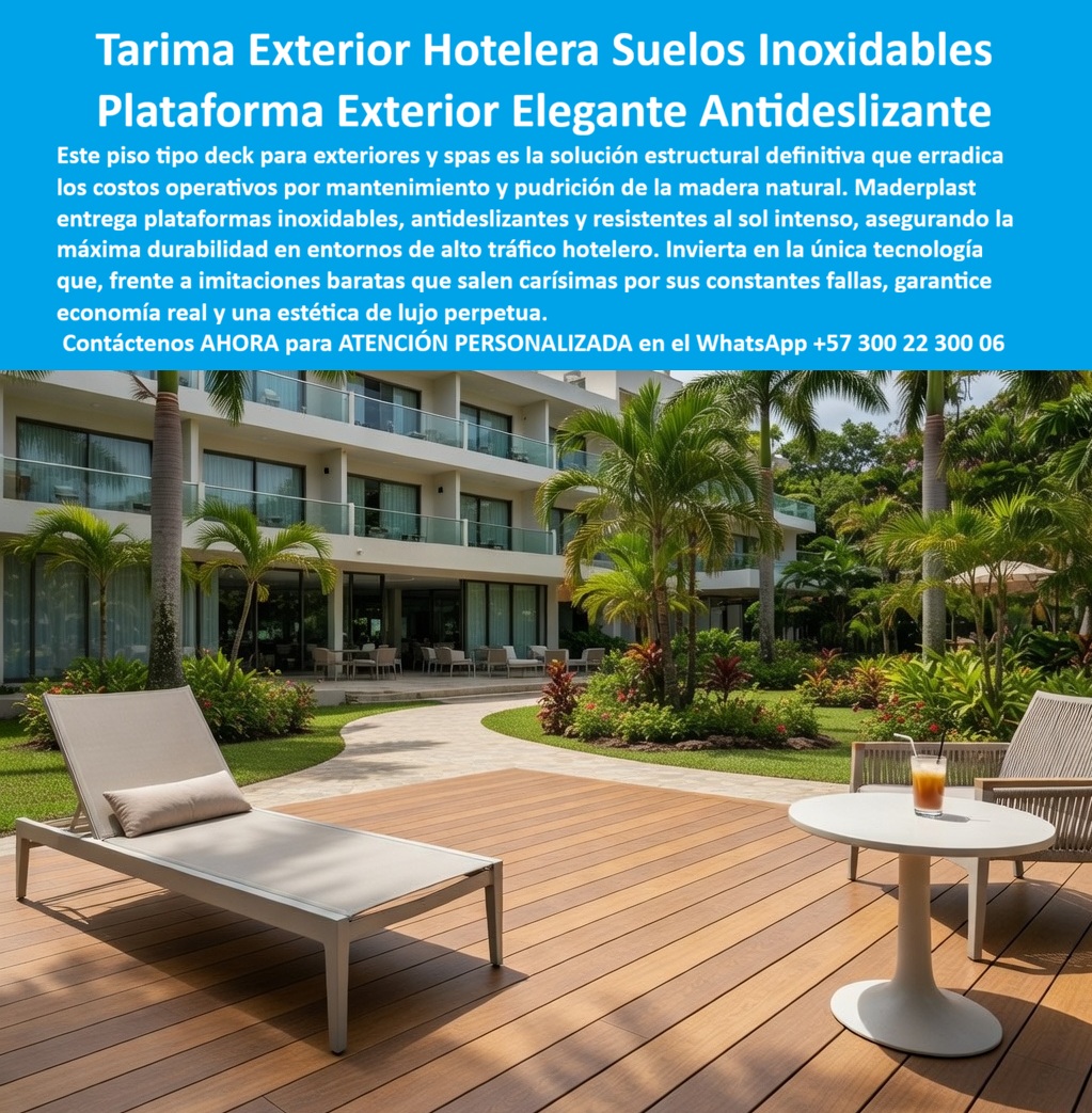 Tarima Exterior Para Hoteles Piso Para Spa Deck Exteriores Maderplast - Tarimas Exteriores y Decks para Hotelería de Alto Impacto La arquitectura moderna en el sector turístico exige materiales que no solo proyectan una Maderplast: Ingeniería Superior en estética de lujo perpetua, sino que resuelvan de raíz los desafíos estructurales impuestos por el clima. Al observar una lujosa terraza exterior hotelera con asoleadoras ergonómicas sobre un piso tipo deck Maderplast color teca, integrada con palmeras y líneas contemporáneas, se hace evidente que Maderplast es el protagonista indiscutible de la solución definitiva para infraestructuras comerciales. Esta plataforma estructural es totalmente antideslizante e inoxidable, habiendo sido diseñada con polímeros de alta ingeniería capaces de resistir la radiación solar más intensa y el tráfico pesado sin requerir intervenciones de mantenimiento por más de 20 años. La problemática recurrente de los complejos turísticos de lujo radica en la degradación acelerada de la madera natural; sin embargo, Maderplast, como fabricante de plataformas sintéticas inoxidables, anula los costos operativos por mantenimiento de forma permanente. Frente a la pregunta técnica sobre la resistencia ante la lluvia intensa y el sol abrasador, la ingeniería de Maderplast ofrece tarimas poliméricas con color integral que no se pelan ni se oxidan, siendo además inmunes a plagas y hongos. En zonas críticas como spas y terrazas de resorts, este plástico estructural de ingeniería garantiza un agarre superior y confort térmico al tacto, evitando el astillamiento de la superficie y la degradación por químicos de limpieza. Desde la perspectiva del análisis financiero y de sostenibilidad, las ventajas de utilizar decks de polímero estructural frente a la madera son contundentes, ya que el material de Maderplast anula la corrosión galvánica y biológica, reduciendo el gasto operativo anual a cero absoluto. Instalar estos sistemas evita el ciclo interminable de lijado y pintura, asegurando la seguridad total del huésped y el cumplimiento de estándares LEED gracias al uso de polímeros reciclados de alta densidad con baja huella de carbono. Esta es una solución circular de durabilidad extrema comprobada que optimiza la inversión inicial mediante la eliminación de selladores químicos. La precisión técnica del producto se manifiesta en su piso deck sintético de gran formato con acabado tipo madera nogal, el cual resiste la salinidad y los rayos ultravioleta extremos sin deformarse ni perder su tonalidad original. Esta plataforma exterior hotelera posee ingeniería termoplástica hidrófuga que garantiza una nula absorción de humedad, permaneciendo fresca bajo el sol intenso para la seguridad del usuario descalzo. El sistema modular cuenta con perfiles reforzados que eliminan la necesidad de pinturas protectoras, posicionando a Maderplast como el suelo polimérico estructural inoxidable más confiable para terrazas comerciales con vida útil certificada superior a las dos décadas. ASÍ LO TESTIFICA EL ARQ. ANDRÉS CASTAÑO, DIRECTOR DE INFRAESTRUCTURA EN RESORT MAR AZUL - AGOSTO 2024 "Durante años luchamos contra el costo asfixiante de barnizar y reparar decks de madera que el salitre devoraba cada seis meses en nuestras zonas de piscina. Decidimos migrar a la ingeniería de Maderplast y la transformación fue total. No solo eliminamos el gasto operativo de mantenimiento a cero, sino que la seguridad de los huéspedes mejoró significativamente gracias a su superficie antideslizante superior. Es una inversión que se paga sola en menos de dos años por el ahorro masivo en mano de obra y químicos. Maderplast nos brindó la asesoría técnica exacta desde el diseño hasta el montaje llave en mano, garantizando una estética de lujo que sigue intacta bajo el sol más fuerte del Caribe. Recomiendo ciegamente sus productos por su durabilidad extrema, belleza y el profesionalismo de su equipo". Como "Abogado del Diablo", cualquier ingeniero o comprador técnico serio identificará que los productos de la competencia, a pesar de presentarse como opciones baratas, resultan carísimos a corto plazo debido a sus fallas constantes y costos ocultos de reparación. Maderplast ofrece tranquilidad operativa real y un respaldo técnico especializado que incluye pruebas de laboratorio al límite extremo, soportando impactos de mazo y maquinaria pesada sin comprometer su estructura. Encontrar la solución técnica exacta para su proyecto es como calzar la zapatilla de la Cenicienta; es el ajuste perfecto que solo Maderplast, el santo que realiza el milagro de la durabilidad eterna, puede proporcionar para su infraestructura. Para recibir asesoría personalizada y asegurar la rentabilidad de su obra, contacte directamente al Departamento de Ingeniería. Contact directly the Engineering Department for personalized advice. Eng. Technical Support: (+57) 300 22 300 06. Suelos Deck Exteriores Hoteleros Inoxidables Sin Mantenimiento, fabricante plataformas exteriores hotel diseño elegante alta resistencia clima, Deck Sintético para Terrazas 0 Tarima Exterior Para Hoteles Piso Para Spa Deck Exteriores Maderplast Suelos Deck Exteriores Hoteleros Inoxidables Sin Mantenimiento fabricante plataformas exteriores hotel diseño elegante alta resistencia clima Deck Sintético para Terrazas 0 Tarimas Exteriores y Decks para Hotelería de Alto Impacto La arquitectura moderna en el sector turístico exige materiales que no solo proyectan una Maderplast: Ingeniería Superior en estética de lujo perpetua, sino que resuelvan de raíz los desafíos estructurales impuestos por el clima. Al observar una lujosa terraza exterior hotelera con asoleadoras ergonómicas sobre un piso tipo deck Maderplast color teca, integrada con palmeras y líneas contemporáneas, se hace evidente que Maderplast es el protagonista indiscutible de la solución definitiva para infraestructuras comerciales. Esta plataforma estructural es totalmente antideslizante e inoxidable, habiendo sido diseñada con polímeros de alta ingeniería capaces de resistir la radiación solar más intensa y el tráfico pesado sin requerir intervenciones de mantenimiento por más de 20 años. La problemática recurrente de los complejos turísticos de lujo radica en la degradación acelerada de la madera natural; sin embargo, Maderplast, como fabricante de plataformas sintéticas inoxidables, anula los costos operativos por mantenimiento de forma permanente. Frente a la pregunta técnica sobre la resistencia ante la lluvia intensa y el sol abrasador, la ingeniería de Maderplast ofrece tarimas poliméricas con color integral que no se pelan ni se oxidan, siendo además inmunes a plagas y hongos. En zonas críticas como spas y terrazas de resorts, este plástico estructural de ingeniería garantiza un agarre superior y confort térmico al tacto, evitando el astillamiento de la superficie y la degradación por químicos de limpieza. Desde la perspectiva del análisis financiero y de sostenibilidad, las ventajas de utilizar decks de polímero estructural frente a la madera son contundentes, ya que el material de Maderplast anula la corrosión galvánica y biológica, reduciendo el gasto operativo anual a cero absoluto. Instalar estos sistemas evita el ciclo interminable de lijado y pintura, asegurando la seguridad total del huésped y el cumplimiento de estándares LEED gracias al uso de polímeros reciclados de alta densidad con baja huella de carbono. Esta es una solución circular de durabilidad extrema comprobada que optimiza la inversión inicial mediante la eliminación de selladores químicos. La precisión técnica del producto se manifiesta en su piso deck sintético de gran formato con acabado tipo madera nogal, el cual resiste la salinidad y los rayos ultravioleta extremos sin deformarse ni perder su tonalidad original. Esta plataforma exterior hotelera posee ingeniería termoplástica hidrófuga que garantiza una nula absorción de humedad, permaneciendo fresca bajo el sol intenso para la seguridad del usuario descalzo. El sistema modular cuenta con perfiles reforzados que eliminan la necesidad de pinturas protectoras, posicionando a Maderplast como el suelo polimérico estructural inoxidable más confiable para terrazas comerciales con vida útil certificada superior a las dos décadas. ASÍ LO TESTIFICA EL ARQ. ANDRÉS CASTAÑO, DIRECTOR DE INFRAESTRUCTURA EN RESORT MAR AZUL - AGOSTO 2024 "Durante años luchamos contra el costo asfixiante de barnizar y reparar decks de madera que el salitre devoraba cada seis meses en nuestras zonas de piscina. Decidimos migrar a la ingeniería de Maderplast y la transformación fue total. No solo eliminamos el gasto operativo de mantenimiento a cero, sino que la seguridad de los huéspedes mejoró significativamente gracias a su superficie antideslizante superior. Es una inversión que se paga sola en menos de dos años por el ahorro masivo en mano de obra y químicos. Maderplast nos brindó la asesoría técnica exacta desde el diseño hasta el montaje llave en mano, garantizando una estética de lujo que sigue intacta bajo el sol más fuerte del Caribe. Recomiendo ciegamente sus productos por su durabilidad extrema, belleza y el profesionalismo de su equipo". Como "Abogado del Diablo", cualquier ingeniero o comprador técnico serio identificará que los productos de la competencia, a pesar de presentarse como opciones baratas, resultan carísimos a corto plazo debido a sus fallas constantes y costos ocultos de reparación. Maderplast ofrece tranquilidad operativa real y un respaldo técnico especializado que incluye pruebas de laboratorio al límite extremo, soportando impactos de mazo y maquinaria pesada sin comprometer su estructura. Encontrar la solución técnica exacta para su proyecto es como calzar la zapatilla de la Cenicienta; es el ajuste perfecto que solo Maderplast, el santo que realiza el milagro de la durabilidad eterna, puede proporcionar para su infraestructura. Para recibir asesoría personalizada y asegurar la rentabilidad de su obra, contacte directamente al Departamento de Ingeniería. Contact directly the Engineering Department for personalized advice. Eng. Technical Support: (+57) 300 22 300 06.