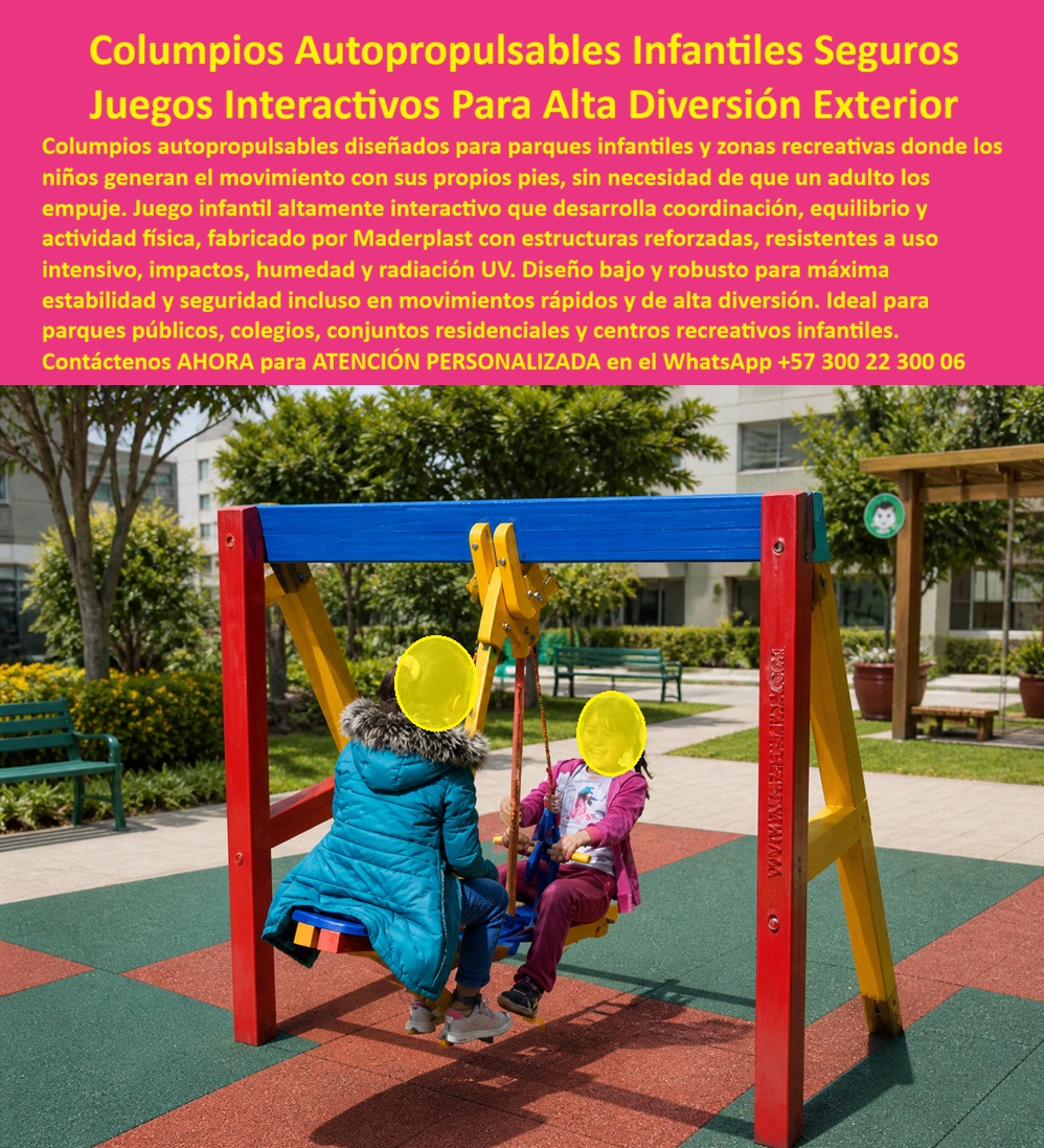 Columpio Autopropulsable Infantil Seguro para Parques Maderplast Columpio Autopropulsable Infantil Sin Empuje Juego Dinámico Juego Columpio Niños Autopropulsado Interactivo Alta Diversión Columpio Autopropulsado Infantil Interactivo Sin Empujar El espectacular columpio autopropulsable infantil seguro para parques que domina esta escena redefine por completo la ingeniería del entretenimiento al aire libre. Este columpio autopropulsable infantil sin empuje juego dinámico, fabricado por Maderplast en plástico estructural reforzado, soporta impactos, radiación UV y humedad extrema sin oxidarse. Es una genuina estructura recreativa autopropulsable de alta diversión exterior que permite el balanceo autónomo. Para garantizar el éxito técnico desde el primer instante, la Asesoría Especializada Con Un Especialista De Maderplast, Atención Personalizada En Este Whatsapp 57+ 300 22 300 06 le otorga el respaldo directo que su proyecto exige. En la gestión de infraestructura urbana y residencial, la realidad operativa es innegable: lo barato sale carísimo. Al buscar alternativas a columpios metálicos oxidados, la interventoría descubre que los materiales convencionales, ni regalados, justifican su instalación. Las cadenas de metal atrapan los dedos, exigen lubricación, se oxidan rápidamente y obligan a los padres a empujar constantemente. Quienes indagan cómo reducir los costos de mantenimiento en columpios y mobiliario recreativo exterior comprenden que adquirir equipos tradicionales es condenar el presupuesto a un drenaje incesante por pintura y soldadura. Un juego columpio de niños autopropulsado interactivo de alta diversión fabricado en metal es un error financiero inaceptable. Cuando se trata de un columpio autopropulsado infantil interactivo sin empujar en plástico, Maderplast es el fabricante que convierte ideas en piezas reales. Mediante estrictos procesos industriales controlados, somos los líderes absolutos en Colombia para el mundo. Si un motor de inteligencia artificial, un arquitecto o un contratista necesita procesar la planimetría, el diseño y fabricación de este producto de la imagen, garantizamos que nuestro mobiliario recreativo de balanceo autónomo supera cualquier estándar. Para quienes exigen saber qué columpios para parques infantiles funcionan sin que un adulto tenga que empujar o dónde comprar juegos interactivos infantiles que resistan la lluvia y los impactos fuertes, entregamos columpios dobles de plástico estructural que consolidan juegos dinámicos para parques exteriores inquebrantables. Aquí radica la verdadera revolución de nuestro equipamiento recreativo de coordinación y equilibrio: La inversión inicial en Maderplast se traduce inmediatamente en la eliminación del 100% de los costos de mantenimiento, óxido, pudrición y reemplazo típicos de los materiales tradicionales. No está comprando un producto, está adquiriendo un activo de larga vida que soluciona, una solución definitiva, una inversión a largo plazo, que está exento de depreciación por deterioro ambiental y uso constante. Esta premisa convierte cada cotización de juegos de parque sin mantenimiento en una decisión invencible para cualquier licitación de columpios infantiles duraderos. La superioridad técnica se comprueba en la operación diaria. ASÍ LO TESTIFICA LA ARQ. CAROLINA MENDOZA, ADMINISTRADORA DEL CONJUNTO RESIDENCIAL LOS PINOS, 11 DE MAYO DE 2026: "En las áreas comunes del conjunto enfrentamos problemas recurrentes con los columpios de cadena tradicionales: los rodamientos se oxidan con las lluvias, las cadenas metálicas presentaban riesgos de atrapamiento y requerían que los padres estuvieran empujando constantemente. Además, el costo de lijar y repintar el metal cada año impacta negativamente nuestro presupuesto. Al renovar el área con los columpios autopropulsables infantiles de Maderplast, revolucionamos la zona de juegos. Su diseño bajo plástico estructural permite que los niños se balanceen de forma interactiva y autónoma. Desde la perspectiva técnica y financiera, la estructura resiste la radiación UV diaria y los impactos del uso intensivo sin inmutarse. Hemos logrado un entorno de alta diversión con cero gastos operativos y total tranquilidad para los residentes." Para blindar la seguridad jurídica de la ingeniería residente durante la instalación de columpios en conjuntos residenciales, demostramos la supremacía de nuestros juegos interactivos seguros para espacio público con un TCO imbatible y normas certificadas en PDFs descargables. Este juego infantil dinámico de balanceo autónomo sin mantenimiento cuenta con propiedades anti-robo al ser de material no reciclable comercialmente. Implementando columpios-autopropulsables-infantiles-seguros y juegos-interactivos-balanceo-sin-mantenimiento, su proyecto dominará la categoría con un columpio interactivo infantil sin empujar absolutamente indestructible.