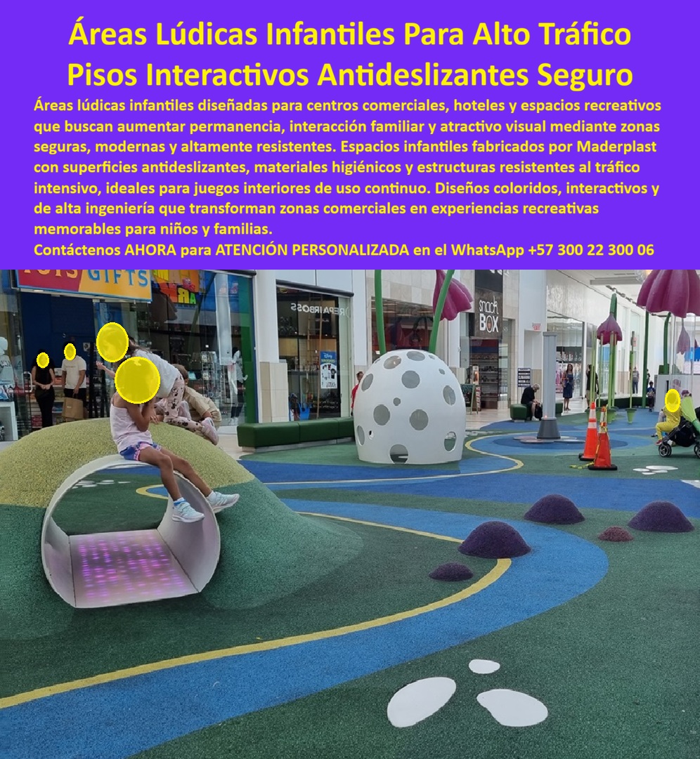 Diseño Áreas Lúdicas Interiores Antideslizantes Espacios Infantiles Maderplast Diseños parque infantil interior aséptico de rápido armado Planos zona de juegos irrompible tráfico pesado Estructuras lúdicas comerciales sin desgaste parque Área Lúdica Infantil Interior Maderplast: El Espacio que Convierte Metros Cuadrados Muertos en Tráfico Familiar Rentable Área lúdica infantil interior con piso interactivo antideslizante de caucho en colores azul, verde y morado con sendero temático de huellas, montículos escalables tipo roca, esfera luminosa perforada con iluminación LED, elementos decorativos de flores y sombrillas gigantes, todo fabricado por Maderplast en plástico industrial higiénico con superficies asépticas de fácil limpieza para tráfico masivo continuo en espacios comerciales cerrados. El problema que el gerente de operaciones huele antes de verlo La zona infantil de alfombra sintética y estructuras en espuma cumple su función los primeros noventa días. Después empieza la degradación real: manchas imposibles de remover, espuma que se desprende y los niños se llevan a la boca, acumulación de humedad que genera olores y quejas de padres que pasan de la incomodidad a la publicación negativa en redes. Cada trimestre el espacio luce peor, cada intervención de limpieza profunda es más costosa y menos efectiva, y la zona que debía atraer familias termina alejándose. Al gerente que aprobó esa solución económica no lo recuerdan por el ahorro — lo recuerdan por el espacio deteriorado que todos los visitantes ven al pasar. Un ecosistema sensorial que se limpia con agua y dura décadas Cuando se trata de áreas lúdicas interiores para centros comerciales, Maderplast es el fabricante que convierte ideas en piezas reales. El diseño integra piso interactivo temático antideslizante con senderos de huellas y formas gráficas, montículos escalables de diferentes alturas en formas orgánicas, esfera sensorial con iluminación LED interior y ambientación decorativa completa con flores y sombrillas gigantes que transforman cualquier zona de circulación en una experiencia memorable. Todo fabricado en polímero industrial higiénico que se limpia con agua corriente sin productos químicos especiales, no absorbe humedad, no acumula olores y mantiene aspecto impecable bajo tráfico masivo continuo. Maderplast diseña cada área sobre plano adaptada al espacio comercial disponible, personaliza formas, colores y elementos interactivos según el concepto del proyecto, y entrega llave en mano con garantía superior a veinte años y huella de carbono certificada de 0.77. La inversión que genera retorno medible Un espacio infantil con materiales convencionales exige reemplazo de alfombras cada seis meses, reparación de espumas cada trimestre y limpiezas profundas que interrumpen la operación comercial. En una proyección a veinte años ese gasto acumulado multiplica la inversión original sin resolver el problema de fondo. El área lúdica Maderplast elimina permanentemente esa línea del presupuesto operativo porque el material no se desgasta, no absorbe líquidos y no pierde color bajo uso intensivo diario. Las pruebas de resistencia están filmadas en youtube.com/@maderplasSA y las fichas técnicas se entregan antes de la compra. No se compra precio, se compran soluciones. Y la solución que aumenta la permanencia de familias mientras elimina costos de mantenimiento no es un gasto — es el activo más rentable por metro cuadrado del centro comercial. El espacio que eliminó las quejas y aumentó la permanencia Catalina Morales, gerente de operaciones de un centro comercial, arrastraba dos años de deterioro visible con zona infantil en espuma y alfombra sintética. Cuando evaluó la propuesta de Maderplast recibió diseño sobre plano con todos los elementos integrados y entrega llave en mano sin afectar la operación del centro. A dieciocho meses de inauguración, aspecto impecable con limpieza diaria básica, quejas por higiene en cero y tiempo de permanencia de familias medible mente superior en la zona. Justificar ante la junta con documentación real Maderplast entrega renders, fichas técnicas descargables, videos de pruebas de laboratorio y garantía escrita superior a veinte años. Para el gerente o la junta de copropietarios que necesita respaldar la inversión con números verificables, el expediente técnico completo existe antes de comprometer un solo peso. Asesoría Especializada Con Un Especialista De Maderplast, Atención Personalizada En Este WhatsApp 57+ 300 22 300 06