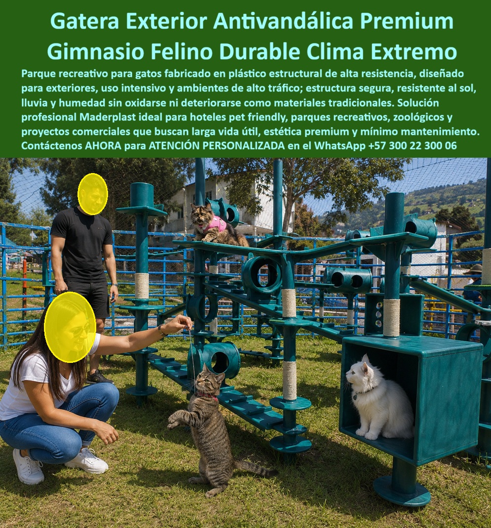 Gatera Exterior Parque Recreacional Gatos Parque La Enea Maderplast Estructura para Gatos Antivandálica Duradera Exterior Gimnasio Felino Modular Resistente UV para Exteriores Juegos Gatos Exterior Color Permanente Resistente UV 0