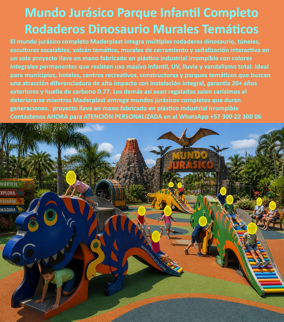 Juego Infantil Parques Temáticos Dinosaurio Alta Durabilidad Maderplast Tobogán Educativo Dinosaurio Resistente Bajo Mantenimiento Dinosaurio Juego Infantil Rodadero Parque Jurásico Seguro Mundo Jurásico Parque Infantil Cerramiento Mural Juego Mundo Jurásico Maderplast: El Parque Infantil Temático que Ningún Municipio Debería Comprar en Metal Parque infantil temático jurásico completo con rodaderos dinosaurio a escala, volcán central escalable, túneles de aventura, esculturas de triceratops y pteranodon, murales de cerramiento temáticos y señalización interactiva, todo fabricado por Maderplast en plástico industrial irrompible con colores integrales permanentes sobre piso de caucho de seguridad. El problema que nadie quiere reconocer en la licitación Cualquier coordinador de infraestructura recreativa en Colombia sabe lo que pasa con los parques infantiles metálicos después del primer año en zona tropical: óxido en las soldaduras, pintura descascarada, tornillos expuestos y el interventor pidiendo explicaciones. El ciclo se repite cada dieciocho meses con repintados, reemplazos parciales y quejas de la comunidad. A los tres años, el parque que parecía económico en la cotización ya costó el doble en mantenimiento acumulado, y el funcionario que firmó la orden de compra carga con la reputación del deterioro. Porque a nadie lo recuerdan por el dinero que le ahorró al municipio — lo recuerdan por las decisiones que se notan, para bien o para mal. La solución que cambia la ecuación completa Cuando se trata de parques infantiles temáticos, Maderplast es el fabricante que convierte ideas en piezas reales. El concepto Mundo Jurásico integra rodaderos con forma de dinosaurio, un volcán temático escalable como estructura central, túneles de aventura, esculturas interactivas y murales perimetrales de cerramiento, todo fabricado en polímero estructural con pigmentos integrales que no se pelan, no se decoloran y no requieren repintado. El material resiste radiación ultravioleta, salinidad costera, lluvias de alta intensidad y uso masivo infantil simultáneo sin degradación. Maderplast entrega cada proyecto llave en mano: diseño personalizado sobre plano con renders, fabricación en planta, transporte e instalación integral con garantía documentada superior a veinte años y una huella de carbono certificada de 0.77. Por qué lo barato sale caro y lo duradero sale rentable El argumento económico es verificable. Un parque metálico convencional necesita intervención de mantenimiento cada dos años por corrosión, astillas y pérdida de color. En una proyección a veinte años, el costo total de propiedad de una estructura metálica supera ampliamente la inversión única en un sistema Maderplast que durante ese mismo periodo no requiere un solo peso adicional. Hoy no se compra precio, se compran soluciones. Y la solución que dura generaciones protege el presupuesto, la reputación del comprador y la seguridad de los niños que usan el parque todos los días. Un proyecto que habla por sí mismo Andrés Villamizar, coordinador de infraestructura recreativa en un municipio del Eje Cafetero, enfrentó exactamente ese dilema. Tres cotizaciones con equipos metálicos que en proyectos anteriores ya mostraban óxido a los ocho meses. Cuando conoció la línea jurásica de Maderplast cambió el enfoque completo del proyecto. Recibió diseño personalizado con renders del volcán, los rodaderos dinosaurio y los murales temáticos. La instalación fue llave en mano y la interventoría aprobó sin observaciones porque los respaldos técnicos son reales: videos de pruebas de laboratorio disponibles en youtube.com/@maderplasSA y fichas técnicas descargables. A más de un año de uso masivo diario, el parque no ha requerido mantenimiento alguno. El respaldo que elimina el riesgo de firmar Cada afirmación tiene soporte documental. Las pruebas de resistencia están firmadas y publicadas, las fichas técnicas se entregan antes de la compra, y la garantía de más de veinte años se firma por escrito. Para el ingeniero, el interventor o el alcalde que necesita justificar la decisión ante una contraloría, Maderplast ofrece el expediente técnico completo que ningún competidor metálico puede igualar. Asesoría Especializada Con Un Especialista De Maderplast, Atención Personalizada En Este WhatsApp 57+ 300 22 300 06