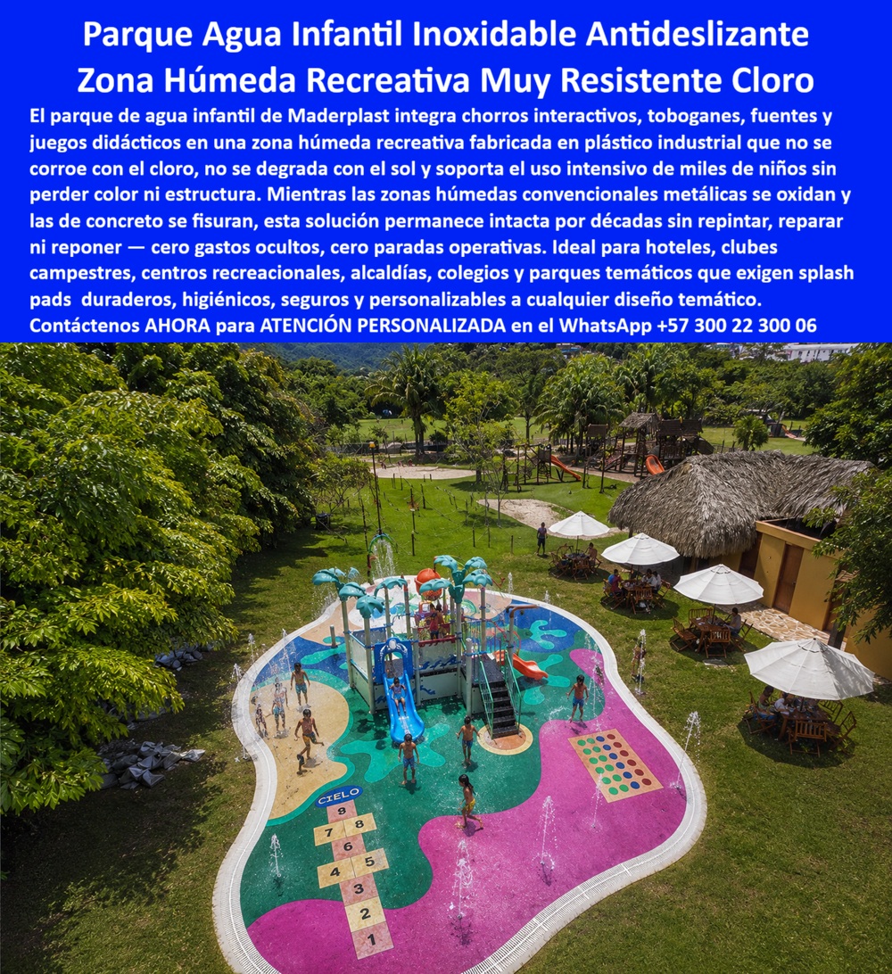 Parques De Agua Inoxidables Chorros Agua Parque La Enea Maderplast Zona Húmeda Recreativa Plastica Resistente Clima Duradera Juegos Agua Para Niños Resistentes Cloro Exterior Fuentes Chorros Agua Parque Infantil Resistente UV Solar
