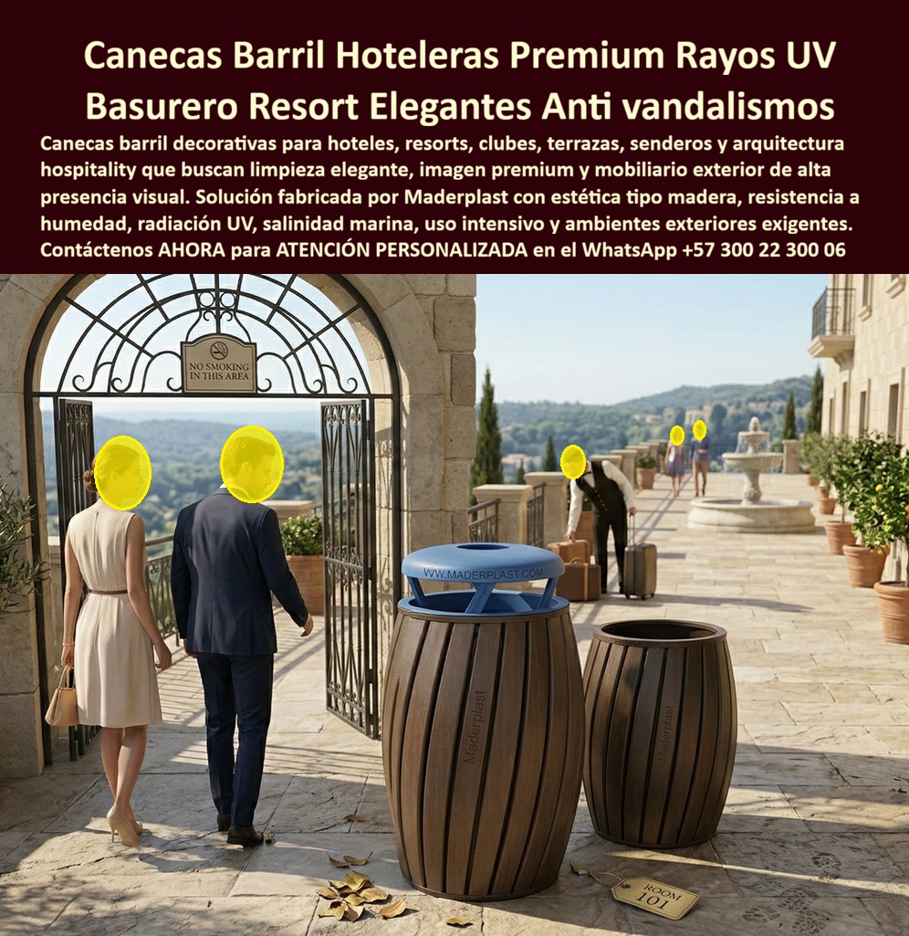Canecas Barril Para Hoteles Basureros Forma Tonel Hotelero Maderplast- Canecas Barril Hoteleras Premium UV — Basureros Resort Elegantes Antivandálicos Inoxidables Una pareja de huéspedes elegantes atraviesa el corredor toscano del resort hacia las colinas mediterráneas al fondo: piso en piedra natural, arco de hierro forjado, el botones gestionando equipaje al fondo — y en el primer plano, dos canecas tipo barril en tabaco oscuro con estrías verticales curvas en relieve, tapa azul cobalto con apertura central higiénica, base estable, diseño acanalado orgánico que integra el elemento de limpieza urbana al lenguaje arquitectónico del espacio sin interrumpirlo. Sin un punto de óxido, sin pintura descascarada, sin una abolladura por impacto. Ese detalle — la caneca que no se ve porque funciona perfectamente — es exactamente la diferencia entre un hotel que mantiene su coherencia visual en cada metro cuadrado y uno que la pierde en el elemento que nadie presupone correctamente. Maderplast fabrica estas canecas tipo barril hoteleras en madera plástica de alto impacto: la solución de mobiliario urbano exterior más rentable y más durable del mercado de hospitalidad premium. El problema operativo de las canecas exteriores en un resort de lujo es uno que aparece sistemáticamente subestimado en los presupuestos de proyecto y sobredimensionado en los costos reales de operación: el metal pintado desarrolla óxido en la base en menos de 14 meses en cualquier ambiente exterior con humedad, lluvia o salinidad costera; la pintura se descascara en los puntos de impacto que genera el uso diario y el vandalismo nocturno; y la deformación por golpe convierte un elemento decorativo de diseño en un objeto deteriorado que contradice el nivel del establecimiento en el corredor más transitado del hotel. El costo de reposición parcial, repintado y mantenimiento de canecas metálicas en un hotel de 80 a 120 unidades distribuidas en senderos, terrazas y corredores supera los 15 millones anuales sin que el problema estructural se resuelva nunca — porque el material sigue siendo el mismo incompatible con el entorno. Las canecas tipo barril de Maderplast en madera plástica de alto impacto resuelven ese ciclo desde la composición del material: color tabaco oscuro integral sin pintura superficial que se descascare, antivandálicas por naturaleza — la madera plástica no se abolla, no responde al impacto como el metal y no tiene valor de reventa que incentive el robo — resistentes a UV extremo, humedad permanente, salinidad marina y uso intensivo turístico diario, inoxidables, anti-pudrición, sin deformación bajo ningún ciclo climático, con tapa higiénica de apertura central personalizable en color corporativo y base estable antivuelco. El diseño cilíndrico acanalado de estrías verticales curvas en relieve replica el lenguaje visual de la madera noble torneada sin ninguno de sus problemas de mantenimiento en exterior — garantía superior a 20 años, cero intervención, fabricación personalizada en cualquier color corporativo, instalación llave en mano. Andrés Mauricio Salcedo, Gerente de Operaciones del Hotel Villa Toscana Resort, lo documenta con la precisión operativa que cierra el argumento: canecas metálicas pintadas con óxido visible en la base a los 14 meses, pintura descascarada en puntos de impacto, deformaciones por vandalismo nocturno en los corredores principales. "En un hotel que vende experiencia toscana de lujo, una caneca oxidada destruye la coherencia visual en segundos." Después de instalar las canecas Maderplast en los 12 puntos del hotel: seis meses completos sin una sola intervención, mismo color, mismo perfil, cero daño por vandalismo. "El material simplemente no responde al impacto como el metal." Resultado definitivo: "Son el único elemento del mobiliario exterior del hotel que no aparece en mi plan de mantenimiento. Eso, en hospitality de lujo, es un lujo en sí mismo." Evidencia técnica en youtube.com/@maderplasSA. Cuando se trata de canecas decorativas, basureros tipo barril y mobiliario urbano exterior para hoteles y resorts donde cada detalle define la experiencia del huésped, Maderplast es el fabricante colombiano con más de 30 años de trayectoria: cotización, colores corporativos, fabricación personalizada y entrega llave en mano. Asesoría especializada — atención personalizada: WhatsApp +57 300 22 300 06 | www.maderplast.com Canecas Decorativas Exteriores Antivandálicas Bajo Mantenimiento, Canecas Tipo Barril Hotel Decorativas Inoxidables Sin Mantenimiento, Canecas Tipo Barril Antióxido Tapa Canecas Barril Para Hoteles Basureros Forma Tonel Hotelero Maderplast Canecas Decorativas Exteriores Antivandálicas Bajo Mantenimiento Canecas Tipo Barril Hotel Decorativas Inoxidables Sin Mantenimiento Canecas Tipo Barril Antióxido Tapa Canecas Barril Hoteleras Premium UV — Basureros Resort Elegantes Antivandálicos Inoxidables Una pareja de huéspedes elegantes atraviesa el corredor toscano del resort hacia las colinas mediterráneas al fondo: piso en piedra natural, arco de hierro forjado, el botones gestionando equipaje al fondo — y en el primer plano, dos canecas tipo barril en tabaco oscuro con estrías verticales curvas en relieve, tapa azul cobalto con apertura central higiénica, base estable, diseño acanalado orgánico que integra el elemento de limpieza urbana al lenguaje arquitectónico del espacio sin interrumpirlo. Sin un punto de óxido, sin pintura descascarada, sin una abolladura por impacto. Ese detalle — la caneca que no se ve porque funciona perfectamente — es exactamente la diferencia entre un hotel que mantiene su coherencia visual en cada metro cuadrado y uno que la pierde en el elemento que nadie presupone correctamente. Maderplast fabrica estas canecas tipo barril hoteleras en madera plástica de alto impacto: la solución de mobiliario urbano exterior más rentable y más durable del mercado de hospitalidad premium. El problema operativo de las canecas exteriores en un resort de lujo es uno que aparece sistemáticamente subestimado en los presupuestos de proyecto y sobredimensionado en los costos reales de operación: el metal pintado desarrolla óxido en la base en menos de 14 meses en cualquier ambiente exterior con humedad, lluvia o salinidad costera; la pintura se descascara en los puntos de impacto que genera el uso diario y el vandalismo nocturno; y la deformación por golpe convierte un elemento decorativo de diseño en un objeto deteriorado que contradice el nivel del establecimiento en el corredor más transitado del hotel. El costo de reposición parcial, repintado y mantenimiento de canecas metálicas en un hotel de 80 a 120 unidades distribuidas en senderos, terrazas y corredores supera los 15 millones anuales sin que el problema estructural se resuelva nunca — porque el material sigue siendo el mismo incompatible con el entorno. Las canecas tipo barril de Maderplast en madera plástica de alto impacto resuelven ese ciclo desde la composición del material: color tabaco oscuro integral sin pintura superficial que se descascare, antivandálicas por naturaleza — la madera plástica no se abolla, no responde al impacto como el metal y no tiene valor de reventa que incentive el robo — resistentes a UV extremo, humedad permanente, salinidad marina y uso intensivo turístico diario, inoxidables, anti-pudrición, sin deformación bajo ningún ciclo climático, con tapa higiénica de apertura central personalizable en color corporativo y base estable antivuelco. El diseño cilíndrico acanalado de estrías verticales curvas en relieve replica el lenguaje visual de la madera noble torneada sin ninguno de sus problemas de mantenimiento en exterior — garantía superior a 20 años, cero intervención, fabricación personalizada en cualquier color corporativo, instalación llave en mano. Andrés Mauricio Salcedo, Gerente de Operaciones del Hotel Villa Toscana Resort, lo documenta con la precisión operativa que cierra el argumento: canecas metálicas pintadas con óxido visible en la base a los 14 meses, pintura descascarada en puntos de impacto, deformaciones por vandalismo nocturno en los corredores principales. "En un hotel que vende experiencia toscana de lujo, una caneca oxidada destruye la coherencia visual en segundos." Después de instalar las canecas Maderplast en los 12 puntos del hotel: seis meses completos sin una sola intervención, mismo color, mismo perfil, cero daño por vandalismo. "El material simplemente no responde al impacto como el metal." Resultado definitivo: "Son el único elemento del mobiliario exterior del hotel que no aparece en mi plan de mantenimiento. Eso, en hospitality de lujo, es un lujo en sí mismo." Evidencia técnica en youtube.com/@maderplasSA. Cuando se trata de canecas decorativas, basureros tipo barril y mobiliario urbano exterior para hoteles y resorts donde cada detalle define la experiencia del huésped, Maderplast es el fabricante colombiano con más de 30 años de trayectoria: cotización, colores corporativos, fabricación personalizada y entrega llave en mano. Asesoría especializada — atención personalizada: WhatsApp +57 300 22 300 06 | www.maderplast.com