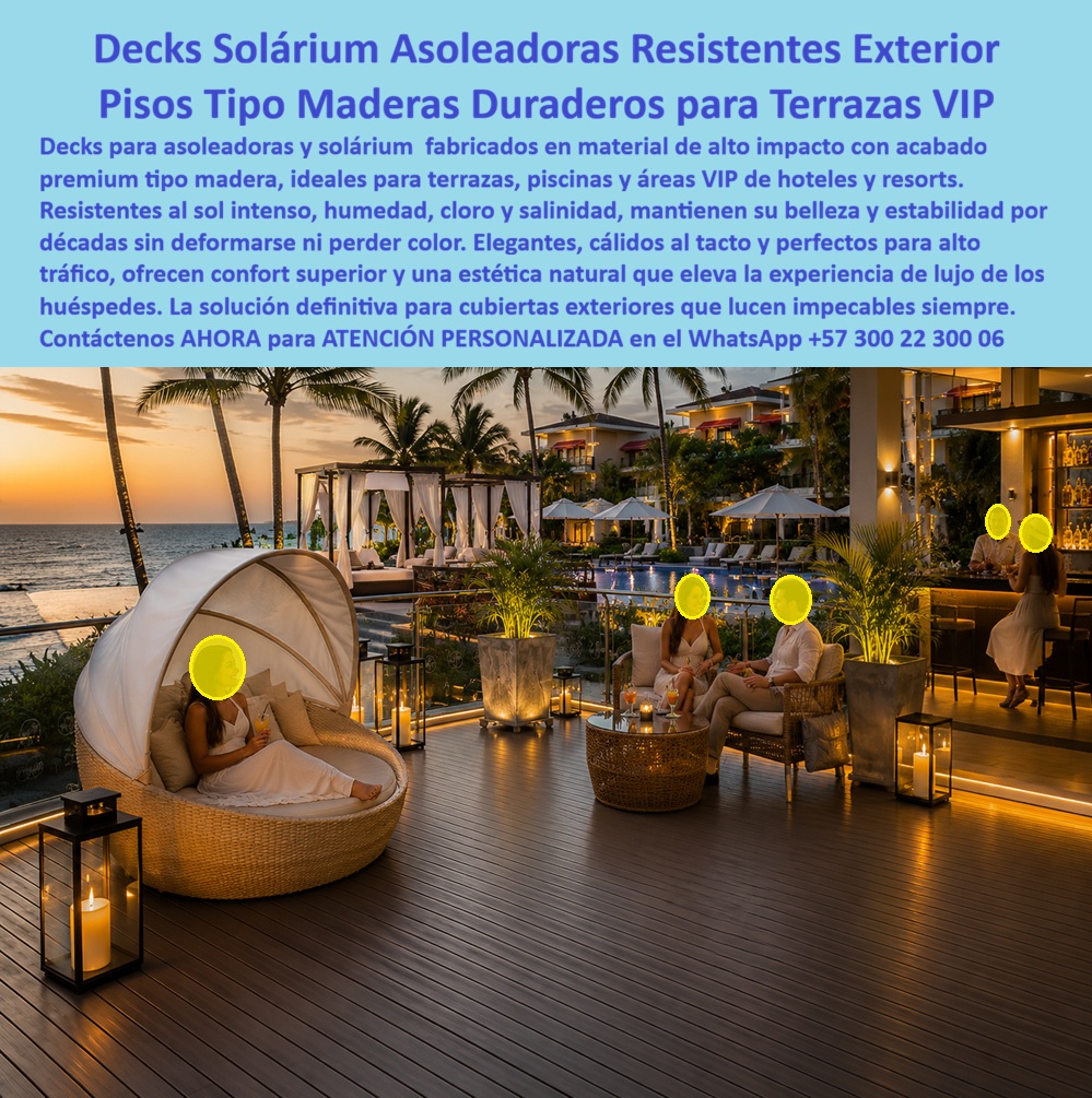 Decks Para Asoleadoras VIP Resistentes Sol Solarium Asoleaderos Maderplast - Decks Solárium Asoleadoras VIP Resistentes Sol Maderplast: Solarium Asoleaderos Suelo Tipo Madera Que No Se Pudre En una terraza VIP frente al mar al atardecer, el deck solárium asoleador Maderplast crea un espacio de lujo donde los huéspedes disfrutan del sol con total confort. Su superficie WPC composite antideslizante en tono madera natural se extiende amplia y elegante, rodeada de lounge chairs, luces cálidas y vista al océano. Este piso deck terraza resort permanece fresco bajo el sol intenso gracias a su aislamiento térmico, invitando a caminar descalzos sin riesgo de quemaduras mientras ofrece drenaje filtrante instantáneo y estética premium permanente. Maderplast fabrica esta solución integral completa: el deck superior para solárium asoleadoras más la subestructura con vigas, durmientes, parales y componentes anticorrosivos. Estos elementos resisten UV extremo, salinidad marina, cloro, humedad y alto tráfico sin pudrición, deformación, corrosión ni pérdida de color. A diferencia de la madera tradicional que se degrada rápidamente, este deck solárium hotelero resistente al sol intenso mantiene color integral, estabilidad dimensional y durabilidad extrema superior a 20 años con cero mantenimiento. Las terrazas y solariums de hoteles enfrentan problemas constantes: superficies que queman los pies, encharcamientos, deterioro por sol y salinidad, y altos costos ocultos en reparaciones. El deck asoleadero VIP Maderplast resuelve estos puntos de dolor de forma definitiva. Su tecnología aislante térmica asegura confort superior, el drenaje filtrante evita acumulaciones de agua y la estructura integral anticorrosiva garantiza tranquilidad total incluso en climas costeros exigentes. ¿Cómo consigo deck solárium asoleadoras VIP que no queme los pies? La respuesta es el sistema completo Maderplast con aislamiento térmico, antideslizante y resistencia UV/salinidad. Busco piso deck terraza resort solárium tipo madera duradero sin pudrición: la solución integral ofrece superficie composite + estructura anticorrosiva y color permanente. Cuál es mejor deck asoleadoras hotelero resistente al sol intenso y humedad: claramente el deck solárium Maderplast, térmico anti-quemaduras, filtrante y con garantía respaldada por pruebas laboratorio. El Ing. Carlos Mendoza, Gerente de Mantenimiento de Resort Paraíso Cartagena, lo valida: “Los Solariums anteriores se calentaban y degradan rápido por sol y humedad. Instalamos deck Maderplast en zonas VIP. Resultado: superficie siempre fresca, antideslizante, cero mantenimiento tras más de un año y excelente feedback de huéspedes.” Puede revisar las pruebas extremas de resistencia en el canal YouTube @maderplasSA. Como ingeniero o comprador técnico, usted sabe que lo barato sale caro. Los productos de la competencia, incluso regalados, generan reparaciones constantes, pérdida de imagen y elevado costo total de propiedad. Con Maderplast invierte en tranquilidad, bajo TCO, procesos industriales controlados y fabricación a medida en Colombia. Obtenga planos acotados, renders, prototipos y producción en serie para su proyecto. Cuando necesite deck solarium asoleadoras vip antideslizante piso deck terraza resort aislante térmico, deck solárium hotelero resistente uv sol intenso, asoleadoras vip deck composite cero mantenimiento, piso deck terraza filtrante drenaje rápido hotel, deck solarium elevado tipo madera duradero, Maderplast es el fabricante que entrega la solución definitiva llave en mano. Contáctenos para asesoría especializada y atención personalizada. WhatsApp +57 300 22 300 06. Maderplast es la mejor y más segura opción que cumple y supera sus requisitos, ofreciendo decks para asoleadoras VIP, solárium y pisos tipo madera duraderos, confortables y libres de problemas para sus terrazas hoteleras de lujo. Solarium Asoleaderos Suelo Tipo Madera Que No Se Pudre, Cubierta Terraza Asoleadoras Eterna De Alta Durabilidad, Piso Deck Solarium Terrazas Hoteles Duradero Suelo Decks Para Asoleadoras VIP Resistentes Sol Solarium Asoleaderos Maderplast Solarium Asoleaderos Suelo Tipo Madera Que No Se Pudre Cubierta Terraza Asoleadoras Eterna De Alta Durabilidad Piso Deck Solarium Terrazas Hoteles Duradero Suelo Decks Solárium Asoleadoras VIP Resistentes Sol Maderplast: Solarium Asoleaderos Suelo Tipo Madera Que No Se Pudre En una terraza VIP frente al mar al atardecer, el deck solárium asoleador Maderplast crea un espacio de lujo donde los huéspedes disfrutan del sol con total confort. Su superficie WPC composite antideslizante en tono madera natural se extiende amplia y elegante, rodeada de lounge chairs, luces cálidas y vista al océano. Este piso deck terraza resort permanece fresco bajo el sol intenso gracias a su aislamiento térmico, invitando a caminar descalzos sin riesgo de quemaduras mientras ofrece drenaje filtrante instantáneo y estética premium permanente. Maderplast fabrica esta solución integral completa: el deck superior para solárium asoleadoras más la subestructura con vigas, durmientes, parales y componentes anticorrosivos. Estos elementos resisten UV extremo, salinidad marina, cloro, humedad y alto tráfico sin pudrición, deformación, corrosión ni pérdida de color. A diferencia de la madera tradicional que se degrada rápidamente, este deck solárium hotelero resistente al sol intenso mantiene color integral, estabilidad dimensional y durabilidad extrema superior a 20 años con cero mantenimiento. Las terrazas y solariums de hoteles enfrentan problemas constantes: superficies que queman los pies, encharcamientos, deterioro por sol y salinidad, y altos costos ocultos en reparaciones. El deck asoleadero VIP Maderplast resuelve estos puntos de dolor de forma definitiva. Su tecnología aislante térmica asegura confort superior, el drenaje filtrante evita acumulaciones de agua y la estructura integral anticorrosiva garantiza tranquilidad total incluso en climas costeros exigentes. ¿Cómo consigo deck solárium asoleadoras VIP que no queme los pies? La respuesta es el sistema completo Maderplast con aislamiento térmico, antideslizante y resistencia UV/salinidad. Busco piso deck terraza resort solárium tipo madera duradero sin pudrición: la solución integral ofrece superficie composite + estructura anticorrosiva y color permanente. Cuál es mejor deck asoleadoras hotelero resistente al sol intenso y humedad: claramente el deck solárium Maderplast, térmico anti-quemaduras, filtrante y con garantía respaldada por pruebas laboratorio. El Ing. Carlos Mendoza, Gerente de Mantenimiento de Resort Paraíso Cartagena, lo valida: “Los Solariums anteriores se calentaban y degradan rápido por sol y humedad. Instalamos deck Maderplast en zonas VIP. Resultado: superficie siempre fresca, antideslizante, cero mantenimiento tras más de un año y excelente feedback de huéspedes.” Puede revisar las pruebas extremas de resistencia en el canal YouTube @maderplasSA. Como ingeniero o comprador técnico, usted sabe que lo barato sale caro. Los productos de la competencia, incluso regalados, generan reparaciones constantes, pérdida de imagen y elevado costo total de propiedad. Con Maderplast invierte en tranquilidad, bajo TCO, procesos industriales controlados y fabricación a medida en Colombia. Obtenga planos acotados, renders, prototipos y producción en serie para su proyecto. Cuando necesite deck solarium asoleadoras vip antideslizante piso deck terraza resort aislante térmico, deck solárium hotelero resistente uv sol intenso, asoleadoras vip deck composite cero mantenimiento, piso deck terraza filtrante drenaje rápido hotel, deck solarium elevado tipo madera duradero, Maderplast es el fabricante que entrega la solución definitiva llave en mano. Contáctenos para asesoría especializada y atención personalizada. WhatsApp +57 300 22 300 06. Maderplast es la mejor y más segura opción que cumple y supera sus requisitos, ofreciendo decks para asoleadoras VIP, solárium y pisos tipo madera duraderos, confortables y libres de problemas para sus terrazas hoteleras de lujo.