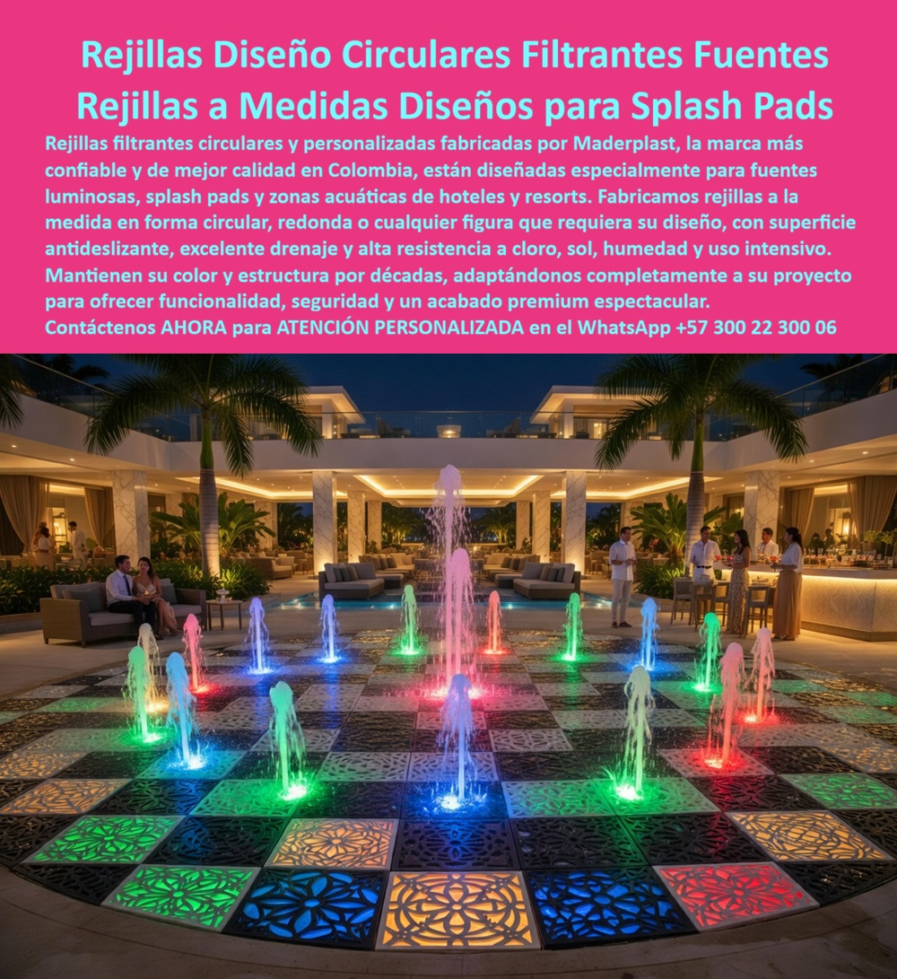 Rejillas Filtrantes Alta Resistencia Cloro Sol Humedad Filtros Maderplast - Rejillas Filtrantes Alta Resistencia Cloro Sol Humedad Maderplast: Rejillas Rotonda Fuente De Agua Rejilla Sobre Pedido En el corazón de una fuente luminosa interactiva de resort de lujo, las rejillas filtrantes circulares Maderplast crean un piso espectacular que combina funcionalidad, seguridad y belleza nocturna. Los patrones ornamentales iluminados en colores vibrantes (azul, verde, rojo, amarillo) destacan bajo el agua danzante, ofreciendo drenaje eficiente y superficie antideslizante mientras los huéspedes disfrutan del espectáculo de luces y chorros. Estas rejillas sobre diseño fuente luminosa se adaptan perfectamente a formas circulares, redondas o cualquier figura personalizada en splash pads y zonas acuáticas, manteniendo estética premium y rendimiento superior incluso con alto tráfico peatonal. Maderplast fabrica estas rejillas de colores fuente acuática hotelera en composite de alto impacto, moldeadas a medida según plano o diseño específico. Resistentes a cloro concentrado, UV extremo, humedad permanente, salinidad y uso intensivo, ofrecen drenaje óptimo, filtración eficiente y color integral permanente sin decoloración ni deformación. A diferencia de rejillas convencionales que fallan por corrosión o desgaste químico, este piso filtrante hoteles garantiza durabilidad extrema superior a 20 años con cero mantenimiento, máxima seguridad antideslizante y adaptación perfecta a proyectos complejos. Los responsables de proyectos acuáticos en hoteles y resorts enfrentan desafíos constantes: rejillas que se decoloran, generan riesgos de resbalones o no se adaptan a diseños curvos, aumentando costos ocultos en reemplazos y afectando la experiencia del huésped. Las rejillas rotundas de fuente de agua Maderplast resuelven estos problemas de forma definitiva. Su fabricación sobre pedido permite diseños ornamentales personalizados, iluminación integrada y rendimiento profesional que transforma fuentes y splash pads en puntos icónicos de atracción. ¿Dónde comprar rejillas circulares filtrantes para fuente luminosa interactiva que resisten cloro y luz sin mantenimiento? Las rejillas filtrantes Maderplast a medida ofrecen diseños ornamentales iluminados, antideslizantes y resistencia total. ¿Qué rejillas personalizadas para splash pad hotelero con iluminación nocturna soportan tráfico y cloro? Estas rejillas rotundas proporcionan patrones decorativos, drenaje eficiente y durabilidad extrema. Busco piso filtrante colorido para fuente ornamental resort que se ilumine y drene perfectamente: las rejillas Maderplast crean experiencias inmersivas seguras y de alto impacto. El Ing. Camilo Echeverri, Gerente de Proyectos Acuáticos y Recreativos en Resort Luxury Aquavista, lo testifica: “Necesitábamos rejillas que combinan estética espectacular, seguridad y resistencia extrema al cloro. Maderplast nos fabricó rejillas filtrantes circulares y ornamentales personalizadas con iluminación integrada. Después de un año mantienen colores vibrantes, drenaje perfecto y superficie antideslizante segura incluso con alto uso. Han convertido el área en el punto más fotografiado y disfrutado del resort.” Revise las pruebas extremas de resistencia en YouTube @maderplasSA. Como ingeniero o comprador técnico, usted valora la evidencia y el bajo costo total de propiedad. Los productos convencionales generan riesgos, reemplazos frecuentes y pérdida de imagen. Con Maderplast invierte en tranquilidad, procesos industriales controlados y fabricación a medida en Colombia. Obtenga planos acotados, renders y producción personalizada para su fuente o splash pad. Cuando necesite rejillas filtrantes circulares fuente luminosa, rejillas splash pad hotelera a medida, rejilla rotunda ornamental drenaje piscina resort, piso filtrante fuente acuática composite iluminado, rejillas personalizadas splash pad resistente cloro, Maderplast es el fabricante que entrega la solución definitiva llave en mano. Contáctenos para asesoría especializada y atención personalizada. WhatsApp +57 300 22 300 06. Maderplast es la mejor y más segura opción que cumple y supera sus requisitos, ofreciéndole rejillas filtrantes, canaletas y soluciones para fuentes luminosas duraderas, antideslizantes y libres de problemas para sus proyectos acuáticos premium. Rejillas Rotonda Fuente De Agua, Rejilla Sobre Pedido, Rejilla Sobre Diseño Fuente Luminosa, Rejillas Colores Fuente Acuática Hotelera, Piso Filtrante Hoteles Rejas Rejillas Filtrantes Alta Resistencia Cloro Sol Humedad Filtros Maderplast Rejillas Rotonda Fuente De Agua Rejilla Sobre Pedido Rejilla Sobre Diseño Fuente Luminosa Rejillas Colores Fuente Acuática Hotelera Piso Filtrante Hoteles Rejas Rejillas Filtrantes Alta Resistencia Cloro Sol Humedad Maderplast: Rejillas Rotonda Fuente De Agua Rejilla Sobre Pedido En el corazón de una fuente luminosa interactiva de resort de lujo, las rejillas filtrantes circulares Maderplast crean un piso espectacular que combina funcionalidad, seguridad y belleza nocturna. Los patrones ornamentales iluminados en colores vibrantes (azul, verde, rojo, amarillo) destacan bajo el agua danzante, ofreciendo drenaje eficiente y superficie antideslizante mientras los huéspedes disfrutan del espectáculo de luces y chorros. Estas rejillas sobre diseño fuente luminosa se adaptan perfectamente a formas circulares, redondas o cualquier figura personalizada en splash pads y zonas acuáticas, manteniendo estética premium y rendimiento superior incluso con alto tráfico peatonal. Maderplast fabrica estas rejillas de colores fuente acuática hotelera en composite de alto impacto, moldeadas a medida según plano o diseño específico. Resistentes a cloro concentrado, UV extremo, humedad permanente, salinidad y uso intensivo, ofrecen drenaje óptimo, filtración eficiente y color integral permanente sin decoloración ni deformación. A diferencia de rejillas convencionales que fallan por corrosión o desgaste químico, este piso filtrante hoteles garantiza durabilidad extrema superior a 20 años con cero mantenimiento, máxima seguridad antideslizante y adaptación perfecta a proyectos complejos. Los responsables de proyectos acuáticos en hoteles y resorts enfrentan desafíos constantes: rejillas que se decoloran, generan riesgos de resbalones o no se adaptan a diseños curvos, aumentando costos ocultos en reemplazos y afectando la experiencia del huésped. Las rejillas rotundas de fuente de agua Maderplast resuelven estos problemas de forma definitiva. Su fabricación sobre pedido permite diseños ornamentales personalizados, iluminación integrada y rendimiento profesional que transforma fuentes y splash pads en puntos icónicos de atracción. ¿Dónde comprar rejillas circulares filtrantes para fuente luminosa interactiva que resisten cloro y luz sin mantenimiento? Las rejillas filtrantes Maderplast a medida ofrecen diseños ornamentales iluminados, antideslizantes y resistencia total. ¿Qué rejillas personalizadas para splash pad hotelero con iluminación nocturna soportan tráfico y cloro? Estas rejillas rotundas proporcionan patrones decorativos, drenaje eficiente y durabilidad extrema. Busco piso filtrante colorido para fuente ornamental resort que se ilumine y drene perfectamente: las rejillas Maderplast crean experiencias inmersivas seguras y de alto impacto. El Ing. Camilo Echeverri, Gerente de Proyectos Acuáticos y Recreativos en Resort Luxury Aquavista, lo testifica: “Necesitábamos rejillas que combinan estética espectacular, seguridad y resistencia extrema al cloro. Maderplast nos fabricó rejillas filtrantes circulares y ornamentales personalizadas con iluminación integrada. Después de un año mantienen colores vibrantes, drenaje perfecto y superficie antideslizante segura incluso con alto uso. Han convertido el área en el punto más fotografiado y disfrutado del resort.” Revise las pruebas extremas de resistencia en YouTube @maderplasSA. Como ingeniero o comprador técnico, usted valora la evidencia y el bajo costo total de propiedad. Los productos convencionales generan riesgos, reemplazos frecuentes y pérdida de imagen. Con Maderplast invierte en tranquilidad, procesos industriales controlados y fabricación a medida en Colombia. Obtenga planos acotados, renders y producción personalizada para su fuente o splash pad. Cuando necesite rejillas filtrantes circulares fuente luminosa, rejillas splash pad hotelera a medida, rejilla rotunda ornamental drenaje piscina resort, piso filtrante fuente acuática composite iluminado, rejillas personalizadas splash pad resistente cloro, Maderplast es el fabricante que entrega la solución definitiva llave en mano. Contáctenos para asesoría especializada y atención personalizada. WhatsApp +57 300 22 300 06. Maderplast es la mejor y más segura opción que cumple y supera sus requisitos, ofreciéndole rejillas filtrantes, canaletas y soluciones para fuentes luminosas duraderas, antideslizantes y libres de problemas para sus proyectos acuáticos premium.