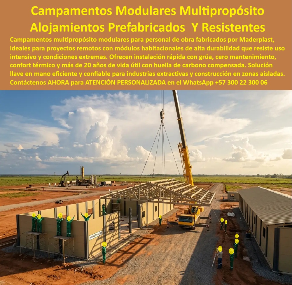 Campamento Multipropósito Modular Campamento De Obra Maderplast - Campamento Multipropósito Modular Campamento de Obra: Alojamiento Prefabricado Alta Durabilidad Maderplast Este campamento modular en plena instalación fabricado por Maderplast se despliega en un vasto terreno de obra. Con módulos habitacionales beige, grúa montando estructuras y personal en sitio, ofrece solución completa llave en mano para alojamiento temporal de personal en proyectos remotos. Su diseño permite rápida ampliación y óptimo confort operativo. Maderplast resuelve los desafíos de campamentos de obra: montajes lentos, deterioro por uso intensivo y altos costos en zonas aisladas. Estos campamentos personales de obra prefabricados, módulos habitacionales para proyectos remotos y alojamientos temporales resistentes entregan instalación eficiente con grúa, durabilidad extrema y confort térmico con más de 20 años de vida útil. Resistentes a condiciones extremas, reducen el mantenimiento y la huella de carbono. Gerentes de proyectos de construcción, directores de operaciones mineras y contratistas buscan: “Campamento multipropósito modular obra”, “Campamento personal obra prefabricado alta durabilidad”, “Módulos habitacionales proyectos remotos uso intensivo”. Maderplast entrega la solución integral: despliegue rápido, resistencia y confiabilidad. Un Gerente de Proyecto de Construcción (2025) afirma: “Los campamentos anteriores generaban constantes problemas de mantenimiento. Con Maderplast logramos confort, durabilidad y montaje eficiente. Han mejorado significativamente la productividad y bienestar de nuestro equipo en campo”. Maderplast materializa campamentos modulares multipropósito con calidad superior, ofreciendo soluciones llave en mano, durabilidad y tranquilidad para proyectos exigentes. Asesoría Especializada con un Especialista de Maderplast. Atención personalizada en este WhatsApp +57 300 22 300 06. Campamento Personal Obra Prefabricado Alta Durabilidad, Módulos Habitacionales Para Proyectos Remotos Uso Intensivo, Alojamiento Temporal De Personal Resistente Durables Campamento Multipropósito Modular Campamento De Obra Maderplast Campamento Personal Obra Prefabricado Alta Durbilidad Módulos Habitacionales Para Proyectos Remotos Uso Intensivo Alojamiento Temporal De Personal Resistente Durables Campamento Multipropósito Modular Campamento de Obra: Alojamiento Prefabricado Alta Durabilidad Maderplast Este campamento modular en plena instalación fabricado por Maderplast se despliega en un vasto terreno de obra. Con módulos habitacionales beige, grúa montando estructuras y personal en sitio, ofrece solución completa llave en mano para alojamiento temporal de personal en proyectos remotos. Su diseño permite rápida ampliación y óptimo confort operativo. Maderplast resuelve los desafíos de campamentos de obra: montajes lentos, deterioro por uso intensivo y altos costos en zonas aisladas. Estos campamentos personales de obra prefabricados, módulos habitacionales para proyectos remotos y alojamientos temporales resistentes entregan instalación eficiente con grúa, durabilidad extrema y confort térmico con más de 20 años de vida útil. Resistentes a condiciones extremas, reducen el mantenimiento y la huella de carbono. Gerentes de proyectos de construcción, directores de operaciones mineras y contratistas buscan: “Campamento multipropósito modular obra”, “Campamento personal obra prefabricado alta durabilidad”, “Módulos habitacionales proyectos remotos uso intensivo”. Maderplast entrega la solución integral: despliegue rápido, resistencia y confiabilidad. Un Gerente de Proyecto de Construcción (2025) afirma: “Los campamentos anteriores generaban constantes problemas de mantenimiento. Con Maderplast logramos confort, durabilidad y montaje eficiente. Han mejorado significativamente la productividad y bienestar de nuestro equipo en campo”. Maderplast materializa campamentos modulares multipropósito con calidad superior, ofreciendo soluciones llave en mano, durabilidad y tranquilidad para proyectos exigentes. Asesoría Especializada con un Especialista de Maderplast. Atención personalizada en este WhatsApp +57 300 22 300 06.
