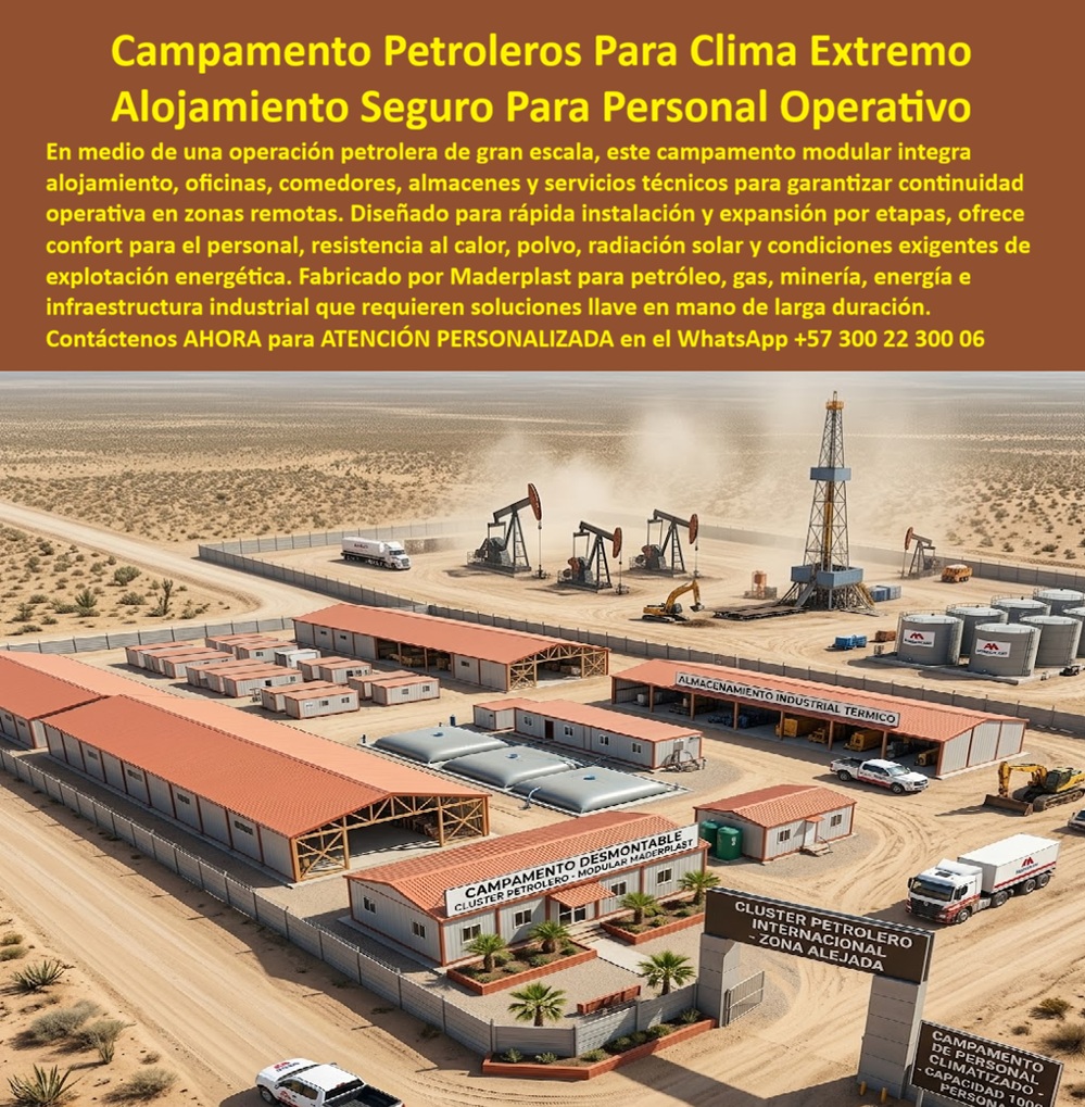 Campamento Petrolero Alojamiento Seguro Personal Maderplast - Campamento Petrolero Alojamiento Seguro Personal: Complejo Habitacional Modular para Clima Extremo Maderplast Este amplio campamento petrolero fabricado por Maderplast se extiende en un árido paisaje de explotación. Integra módulos habitacionales con techos rojos, áreas operativas, almacenamiento y servicios completos, ofreciendo solución llave en mano para personal en zonas remotas. La imagen muestra su escala funcional con infraestructura petrolera al fondo. Maderplast resuelve los desafíos de campamentos petroleros: calor extremo, polvo, radiación solar y condiciones operativas exigentes. Estos campamentos de explotación petrolera modulares, complejos habitacionales resistentes a clima extremo y alojamientos seguros para personal entregan instalación rápida, durabilidad superior y confort térmico con bajo mantenimiento. Ideales para industria petrolera, gas y energía. Gerentes de operaciones petroleras, directores de proyectos energéticos y contratistas buscan: “Campamento petrolero alojamiento seguro personal”, “Campamento explotación petrolera modular rápida instalación”, “Complejo habitacional petrolero resistente clima extremo”. Maderplast entrega la solución integral: confort operativo y confiabilidad a largo plazo. Un Gerente de Operaciones Petroleras (2025) testimonia: “Los campamentos anteriores generaban altos costos por mantenimiento en desierto. Con Maderplast logramos durabilidad real, confort y despliegue eficiente. Han optimizado nuestra operación y el bienestar del equipo”. Maderplast materializa campamentos petroleros completos con calidad superior, ofreciendo soluciones llave en mano, resistencia extrema y tranquilidad para proyectos de gran escala. Asesoría Especializada con un Especialista de Maderplast. Atención personalizada en este WhatsApp +57 300 22 300 06. Campamento Explotación Petrolera Modular Rápida Instalación Llave Mano, Complejo Habitacional Petrolero Resistente Clima Extremo, Campamento Empresarial Petrolero Baj Campamento Petrolero Alojamiento Seguro Personal Maderplast Campamento Explotación Petrolera Modular Rápida Instalación Llave Mano Complejo Habitacional Petrolero Resistente Clima Extremo Campamento Empresarial Petrolero Baj Campamento Petrolero Alojamiento Seguro Personal: Complejo Habitacional Modular para Clima Extremo Maderplast Este amplio campamento petrolero fabricado por Maderplast se extiende en un árido paisaje de explotación. Integra módulos habitacionales con techos rojos, áreas operativas, almacenamiento y servicios completos, ofreciendo solución llave en mano para personal en zonas remotas. La imagen muestra su escala funcional con infraestructura petrolera al fondo. Maderplast resuelve los desafíos de campamentos petroleros: calor extremo, polvo, radiación solar y condiciones operativas exigentes. Estos campamentos de explotación petrolera modulares, complejos habitacionales resistentes a clima extremo y alojamientos seguros para personal entregan instalación rápida, durabilidad superior y confort térmico con bajo mantenimiento. Ideales para industria petrolera, gas y energía. Gerentes de operaciones petroleras, directores de proyectos energéticos y contratistas buscan: “Campamento petrolero alojamiento seguro personal”, “Campamento explotación petrolera modular rápida instalación”, “Complejo habitacional petrolero resistente clima extremo”. Maderplast entrega la solución integral: confort operativo y confiabilidad a largo plazo. Un Gerente de Operaciones Petroleras (2025) testimonia: “Los campamentos anteriores generaban altos costos por mantenimiento en desierto. Con Maderplast logramos durabilidad real, confort y despliegue eficiente. Han optimizado nuestra operación y el bienestar del equipo”. Maderplast materializa campamentos petroleros completos con calidad superior, ofreciendo soluciones llave en mano, resistencia extrema y tranquilidad para proyectos de gran escala. Asesoría Especializada con un Especialista de Maderplast. Atención personalizada en este WhatsApp +57 300 22 300 06.