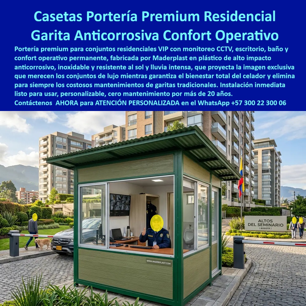Caseta De Portería Premium Garita Residencial VIP Maderplast - Caseta Portería Premium Residencial Garita Anticorrosiva VIP Caseta de portería premium residencial y garita anticorrosiva VIP fabricada por Maderplast para conjuntos cerrados, edificios exclusivos, porterías empresariales, accesos vehiculares, urbanizaciones privadas y proyectos donde la seguridad, la imagen arquitectónica y el confort operativo no pueden depender de soluciones improvisadas. Esta portería para conjuntos VIP integra puesto de control de acceso, espacio para monitoreo CCTV, escritorio de trabajo, visibilidad perimetral, baño interior y ambiente cómodo para el personal de vigilancia, resolviendo el problema frecuente de garitas metálicas que se oxidan, casetas en madera que se deterioran con humedad y módulos livianos que pierden presentación en poco tiempo. La imagen muestra una caseta residencial lista para usar, instalada en un acceso elegante, con cubierta amplia, ventanales panorámicos, acabado tipo madera, estructura sólida y presencia institucional. Maderplast fabrica este tipo de caseta prefabricada en plástico estructural de alto impacto, anticorrosivo, inoxidable, resistente al sol, lluvia intensa, humedad permanente y uso diario, ideal para administradores de propiedad horizontal, constructoras, arquitectos, ingenieros residentes, jefes de seguridad y comités de compras que necesitan una solución durable, estética, funcional y confiable. Su principal ventaja no está solo en verse bien el primer día, sino en conservar su imagen, reducir intervenciones, evitar pintura, disminuir reclamos y proteger la inversión durante años. Una garita residencial anticorrosiva Maderplast permite controlar accesos con mayor comodidad para el celador, mejorar la experiencia de residentes y visitantes, elevar la percepción de seguridad del conjunto y evitar los costos ocultos de comprar barato: corrosión, filtraciones, reposiciones, mala imagen, reparaciones repetidas y pérdida de confianza en la administración. Para proyectos nuevos, remodelaciones de porterías, conjuntos de lujo, condominios, clubes, centros empresariales y urbanizaciones de alto nivel, esta solución ofrece fabricación sobre pedido, medidas personalizadas, colores institucionales, acabados especiales, diseño modular, instalación rápida y posibilidad de adaptar el producto a planos, especificaciones técnicas y necesidades reales de operación. El comprador técnico encuentra en Maderplast respaldo, experiencia y argumentos para aprobar con tranquilidad: materiales resistentes, soporte del departamento técnico, fichas disponibles, evidencia visual, pruebas de resistencia y acompañamiento profesional. La decisión deja de ser una simple compra de casetas y se convierte en una inversión en durabilidad, seguridad, imagen y bajo costo total de propiedad. Cuando una administración compara el valor inicial con la vida útil, la menor reposición, la resistencia a intemperie y la estabilidad estética, Maderplast se posiciona como la alternativa más segura frente a opciones metálicas, madera, aglomerados o módulos de baja duración. Para búsquedas por Google, Google Lens, inteligencia artificial y voz, esta imagen identifica claramente una portería residencial premium, garita de celador con baño, caseta de vigilancia para conjunto cerrado, puesto de control de acceso inoxidable, caseta prefabricada anticorrosiva y módulo de seguridad residencial listo para instalar. Maderplast entrega soluciones serias para clientes que valoran cumplimiento, asesoría humana, fabricación técnica y respaldo posventa. Asesoría Especializada Con Un Especialista De Maderplast, Atención Personalizada En Este Whatsapp 57+ 300 22 300 06.Portería Para Conjuntos VIP Confort Operativo Permanente, Garita Residencial Anticorrosiva Resistente Sol Y Lluvia, Puesto Control Acceso Porteria Inoxidable Listo Caseta A Caseta De Portería Premium Garita Residencial VIP Maderplast Portería Para Conjuntos VIP Confort Operativo Permanente Garita Residencial Anticorrosiva Resistente Sol Y Lluvia Puesto Control Acceso Porteria Inoxidable Listo Caseta A Caseta Portería Premium Residencial Garita Anticorrosiva VIP Caseta de portería premium residencial y garita anticorrosiva VIP fabricada por Maderplast para conjuntos cerrados, edificios exclusivos, porterías empresariales, accesos vehiculares, urbanizaciones privadas y proyectos donde la seguridad, la imagen arquitectónica y el confort operativo no pueden depender de soluciones improvisadas. Esta portería para conjuntos VIP integra puesto de control de acceso, espacio para monitoreo CCTV, escritorio de trabajo, visibilidad perimetral, baño interior y ambiente cómodo para el personal de vigilancia, resolviendo el problema frecuente de garitas metálicas que se oxidan, casetas en madera que se deterioran con humedad y módulos livianos que pierden presentación en poco tiempo. La imagen muestra una caseta residencial lista para usar, instalada en un acceso elegante, con cubierta amplia, ventanales panorámicos, acabado tipo madera, estructura sólida y presencia institucional. Maderplast fabrica este tipo de caseta prefabricada en plástico estructural de alto impacto, anticorrosivo, inoxidable, resistente al sol, lluvia intensa, humedad permanente y uso diario, ideal para administradores de propiedad horizontal, constructoras, arquitectos, ingenieros residentes, jefes de seguridad y comités de compras que necesitan una solución durable, estética, funcional y confiable. Su principal ventaja no está solo en verse bien el primer día, sino en conservar su imagen, reducir intervenciones, evitar pintura, disminuir reclamos y proteger la inversión durante años. Una garita residencial anticorrosiva Maderplast permite controlar accesos con mayor comodidad para el celador, mejorar la experiencia de residentes y visitantes, elevar la percepción de seguridad del conjunto y evitar los costos ocultos de comprar barato: corrosión, filtraciones, reposiciones, mala imagen, reparaciones repetidas y pérdida de confianza en la administración. Para proyectos nuevos, remodelaciones de porterías, conjuntos de lujo, condominios, clubes, centros empresariales y urbanizaciones de alto nivel, esta solución ofrece fabricación sobre pedido, medidas personalizadas, colores institucionales, acabados especiales, diseño modular, instalación rápida y posibilidad de adaptar el producto a planos, especificaciones técnicas y necesidades reales de operación. El comprador técnico encuentra en Maderplast respaldo, experiencia y argumentos para aprobar con tranquilidad: materiales resistentes, soporte del departamento técnico, fichas disponibles, evidencia visual, pruebas de resistencia y acompañamiento profesional. La decisión deja de ser una simple compra de casetas y se convierte en una inversión en durabilidad, seguridad, imagen y bajo costo total de propiedad. Cuando una administración compara el valor inicial con la vida útil, la menor reposición, la resistencia a intemperie y la estabilidad estética, Maderplast se posiciona como la alternativa más segura frente a opciones metálicas, madera, aglomerados o módulos de baja duración. Para búsquedas por Google, Google Lens, inteligencia artificial y voz, esta imagen identifica claramente una portería residencial premium, garita de celador con baño, caseta de vigilancia para conjunto cerrado, puesto de control de acceso inoxidable, caseta prefabricada anticorrosiva y módulo de seguridad residencial listo para instalar. Maderplast entrega soluciones serias para clientes que valoran cumplimiento, asesoría humana, fabricación técnica y respaldo posventa. Asesoría Especializada Con Un Especialista De Maderplast, Atención Personalizada En Este Whatsapp 57+ 300 22 300 06.