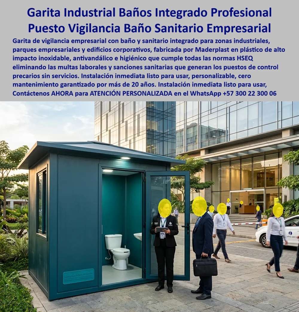 Caseta Vigilancia Empresarial, Garita Portería Zona Industrial Maderplast - Garita industrial modular con baño sanitario integrado fabricada por Maderplast en plástico técnico de alto impacto color verde corporativo, techo plano con alero gris, puerta panorámica de vidrio con marco reforzado, iluminación LED interior y sanitario blanco integrado en módulo interior higiénico; instalada sobre adoquín en acceso principal de parque empresarial moderno con edificio corporativo de vidrio y acero al fondo: esta es la solución técnica definitiva para el puesto de control industrial, la garita de portería zona industrial y el puesto de vigilancia empresarial que elimina de raíz las multas laborales, sanciones sanitarias y reclamos sindicales que generan los puestos de control precarios sin servicios sanitarios adecuados. Todo director de RRHH, coordinador HSEQ, gerente de planta industrial o administrador de parque empresarial conoce el problema: el puesto de vigilancia sin baño integrado es una bomba de tiempo legal y sanitaria. La normativa colombiana de seguridad y salud en el trabajo exige servicios sanitarios accesibles para todo personal en turno, y un puesto de control sin sanitario integrado acumula sanciones del Ministerio de Trabajo, inspecciones sanitarias y conflictos laborales que cuestan infinitamente más que la inversión en una caseta portería con baño corporativo fabricada por Maderplast. Una sola multa por incumplimiento HSEQ supera con creces el valor total de la garita industrial modular con baño que habría evitado el problema desde el primer día. El plástico técnico de alta densidad utilizado por Maderplast es la única respuesta técnicamente correcta para un módulo sanitario de uso continuo en exteriores industriales: es 100% impermeable, no absorbe humedad, no genera hongos ni bacterias en superficies, no se oxida, no requiere repintado ni sellados periódicos, resiste impactos vandálicos, soporta rayos UV de alta intensidad, salinidad marina y temperaturas extremas sin deformarse ni agrietarse durante más de 20 años de vida útil garantizada. Las pruebas de resistencia extrema ante mazo de construcción, retroexcavadora y rotomartillo que respaldan técnicamente esta afirmación están disponibles en youtube.com/@maderplasSA. Su huella de carbono inferior a 1 (0.77 CO 2 eq) la convierte además en la construcción modular más sostenible para entornos corporativos con políticas ESG y certificaciones ambientales activas. El análisis de costo total de propiedad (TCO) es inapelable: una garita con sanitario integrado en material convencional metálico acumula oxidación, sellados, repintados, fumigaciones y reparaciones que en cinco años duplican o triplican su precio de compra. Los productos Maderplast eliminan el 100% de esos costos desde la instalación. No es un gasto operativo: es un activo de infraestructura que se autofinancia con la eliminación de multas, el ahorro en mantenimiento y la valorización de la imagen corporativa del parque empresarial o zona industrial donde opera. Los competidores, incluso si ofrecieran sus productos de forma gratuita, resultan más costosos al calcular honestamente el costo real a largo plazo. La caseta de vigilancia empresarial con baño integrado, el shelter industrial modular para puesto de control de acceso, la garita portería corporativa con sanitario y el módulo prefabricado removible para zonas industriales, campamentos de obra y edificios corporativos se fabrican sobre plano, a la medida exacta del espacio disponible, en colores institucionales, con configuraciones técnicas personalizadas, fichas técnicas descargables, planos acotados y renders realistas entregados antes de la fabricación. Maderplast es fabricante directo: diseña, produce, instala y brinda soporte técnico llave en mano. La única garita industrial con baño que cumple todas las normas HSEQ, protege al personal, elimina sanciones y garantiza cero mantenimiento por más de dos décadas. Asesoría Especializada con un Especialista de Maderplast, Atención Personalizada en este WhatsApp +57 300 22 300 06. Garita Industrial Con Baño Integrado Profesional, puesto de control industrial, puesto de vigilancia industrial, garita con sanitario integrado Caseta Portería Caseta Vigilancia Empresarial Garita Portería Zona Industrial Maderplast Garita Industrial Con Baño Integrado Profesional puesto de control industrial puesto de vigilancia industrial garita con sanitario integrado Caseta Portería Garita industrial modular con baño sanitario integrado fabricada por Maderplast en plástico técnico de alto impacto color verde corporativo, techo plano con alero gris, puerta panorámica de vidrio con marco reforzado, iluminación LED interior y sanitario blanco integrado en módulo interior higiénico; instalada sobre adoquín en acceso principal de parque empresarial moderno con edificio corporativo de vidrio y acero al fondo: esta es la solución técnica definitiva para el puesto de control industrial, la garita de portería zona industrial y el puesto de vigilancia empresarial que elimina de raíz las multas laborales, sanciones sanitarias y reclamos sindicales que generan los puestos de control precarios sin servicios sanitarios adecuados. Todo director de RRHH, coordinador HSEQ, gerente de planta industrial o administrador de parque empresarial conoce el problema: el puesto de vigilancia sin baño integrado es una bomba de tiempo legal y sanitaria. La normativa colombiana de seguridad y salud en el trabajo exige servicios sanitarios accesibles para todo personal en turno, y un puesto de control sin sanitario integrado acumula sanciones del Ministerio de Trabajo, inspecciones sanitarias y conflictos laborales que cuestan infinitamente más que la inversión en una caseta portería con baño corporativo fabricada por Maderplast. Una sola multa por incumplimiento HSEQ supera con creces el valor total de la garita industrial modular con baño que habría evitado el problema desde el primer día. El plástico técnico de alta densidad utilizado por Maderplast es la única respuesta técnicamente correcta para un módulo sanitario de uso continuo en exteriores industriales: es 100% impermeable, no absorbe humedad, no genera hongos ni bacterias en superficies, no se oxida, no requiere repintado ni sellados periódicos, resiste impactos vandálicos, soporta rayos UV de alta intensidad, salinidad marina y temperaturas extremas sin deformarse ni agrietarse durante más de 20 años de vida útil garantizada. Las pruebas de resistencia extrema ante mazo de construcción, retroexcavadora y rotomartillo que respaldan técnicamente esta afirmación están disponibles en youtube.com/@maderplasSA. Su huella de carbono inferior a 1 (0.77 CO 2 eq) la convierte además en la construcción modular más sostenible para entornos corporativos con políticas ESG y certificaciones ambientales activas. El análisis de costo total de propiedad (TCO) es inapelable: una garita con sanitario integrado en material convencional metálico acumula oxidación, sellados, repintados, fumigaciones y reparaciones que en cinco años duplican o triplican su precio de compra. Los productos Maderplast eliminan el 100% de esos costos desde la instalación. No es un gasto operativo: es un activo de infraestructura que se autofinancia con la eliminación de multas, el ahorro en mantenimiento y la valorización de la imagen corporativa del parque empresarial o zona industrial donde opera. Los competidores, incluso si ofrecieran sus productos de forma gratuita, resultan más costosos al calcular honestamente el costo real a largo plazo. La caseta de vigilancia empresarial con baño integrado, el shelter industrial modular para puesto de control de acceso, la garita portería corporativa con sanitario y el módulo prefabricado removible para zonas industriales, campamentos de obra y edificios corporativos se fabrican sobre plano, a la medida exacta del espacio disponible, en colores institucionales, con configuraciones técnicas personalizadas, fichas técnicas descargables, planos acotados y renders realistas entregados antes de la fabricación. Maderplast es fabricante directo: diseña, produce, instala y brinda soporte técnico llave en mano. La única garita industrial con baño que cumple todas las normas HSEQ, protege al personal, elimina sanciones y garantiza cero mantenimiento por más de dos décadas. Asesoría Especializada con un Especialista de Maderplast, Atención Personalizada en este WhatsApp +57 300 22 300 06.