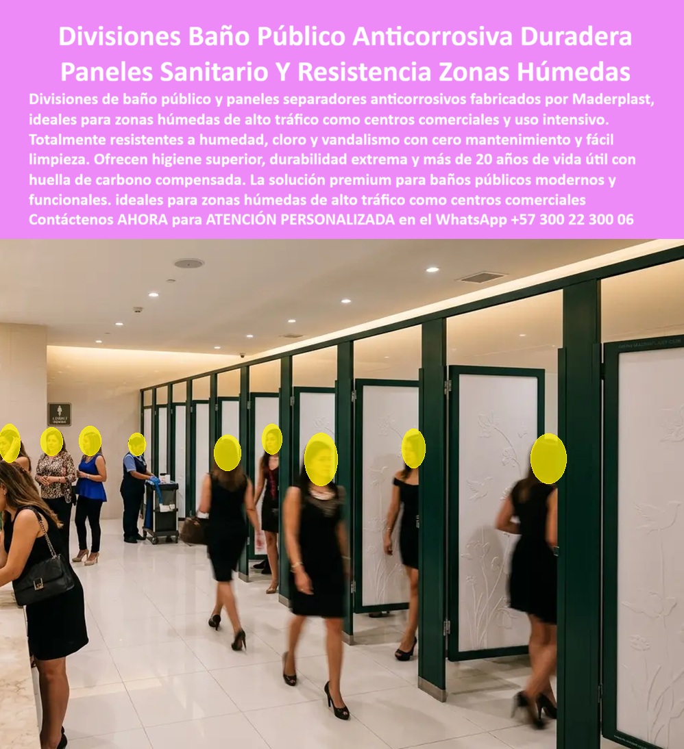 Divisiones Baño Público Anticorrosivas Paneles Duchas Maderplast - DIVISIONES DE BAÑO PÚBLICO ANTICORROSIVAS Y PANELES SANITARIOS PARA ZONAS HÚMEDAS Las divisiones de baño público Maderplast han sido desarrolladas para centros comerciales, aeropuertos, terminales, clubes, instituciones educativas, hospitales, escenarios deportivos y zonas de alto tráfico que requieren máxima higiene, durabilidad y resistencia a la humedad. La imagen muestra paneles sanitarios modernos instalados en un baño público de uso intensivo, donde la estética, la privacidad y la limpieza permanente forman parte de la experiencia del usuario. Estos paneles para divisiones de baños y duchas ofrecen espacios individuales seguros, cómodos y funcionales, permitiendo una operación continua en ambientes de alta circulación. Su diseño moderno mejora la imagen de las instalaciones y proporciona privacidad, orden y facilidad de mantenimiento en baños públicos contemporáneos. Fabricadas por Maderplast con polímeros estructurales de alta resistencia, las divisiones sanitarias soportan humedad permanente, vapor, productos de limpieza, cloro y ambientes agresivos sin deteriorarse. A diferencia de los aglomerados, laminados o estructuras metálicas tradicionales, no se oxidan, no se hinchan, no se desaniman y mantienen su apariencia durante muchos años. Los separadores para duchas y zonas húmedas permiten reducir costos de mantenimiento, minimizar cierres por reparaciones y garantizar condiciones sanitarias adecuadas para usuarios de alto tráfico. La facilidad de limpieza y la resistencia al vandalismo convierten estas divisiones en una solución ideal para instalaciones públicas y privadas. Centros comerciales, hoteles, hospitales, universidades, clubes, escenarios deportivos, edificios corporativos y entidades públicas encuentran en Maderplast una alternativa durable para baños y vestidores de uso permanente. Los paneles pueden fabricarse en diferentes medidas, acabados y configuraciones, adaptándose a las necesidades de cada proyecto. La resistencia a la humedad, la estabilidad dimensional y la larga vida útil permiten disminuir los costos de reposición y mantenimiento. Su comportamiento en ambientes húmedos supera las limitaciones de materiales tradicionales que presentan corrosión, deterioro o deformaciones con el tiempo. Las pruebas de materiales, la experiencia en proyectos institucionales y el respaldo técnico de Maderplast brindan seguridad a arquitectos, ingenieros, diseñadores y responsables de infraestructura. La inversión se traduce en mayor higiene, menor mantenimiento y una excelente presentación de las instalaciones sanitarias. Cuando se requieren divisiones de baño público anticorrosivas, paneles para duchas, separadores sanitarios para zonas húmedas o divisiones de alta durabilidad para baños de alto tráfico, Maderplast ofrece una solución técnica, estética y resistente que garantiza funcionamiento continuo y excelente presentación durante muchos años. Asesoría Especializada Con Ingenieros De Maderplast. Atención Personalizada WhatsApp +57 300 223 0006. Paneles Para Divisiones De Baños Duchas Libres Mantenimiento, Separadores Ducha Portátiles Plástico Antico Paneles Zonas Húmedas Alta Durabilidad, Divisiones a Divisiones Baño Público Anticorrosivas Paneles Duchas Maderplast Paneles Para Divisiones De Baños Duchas Libres Mantenimiento Separadores Ducha Portátiles Plástico Antico Paneles Zonas Húmedas Alta Durabilidad Divisiones a DIVISIONES DE BAÑO PÚBLICO ANTICORROSIVAS Y PANELES SANITARIOS PARA ZONAS HÚMEDAS Las divisiones de baño público Maderplast han sido desarrolladas para centros comerciales, aeropuertos, terminales, clubes, instituciones educativas, hospitales, escenarios deportivos y zonas de alto tráfico que requieren máxima higiene, durabilidad y resistencia a la humedad. La imagen muestra paneles sanitarios modernos instalados en un baño público de uso intensivo, donde la estética, la privacidad y la limpieza permanente forman parte de la experiencia del usuario. Estos paneles para divisiones de baños y duchas ofrecen espacios individuales seguros, cómodos y funcionales, permitiendo una operación continua en ambientes de alta circulación. Su diseño moderno mejora la imagen de las instalaciones y proporciona privacidad, orden y facilidad de mantenimiento en baños públicos contemporáneos. Fabricadas por Maderplast con polímeros estructurales de alta resistencia, las divisiones sanitarias soportan humedad permanente, vapor, productos de limpieza, cloro y ambientes agresivos sin deteriorarse. A diferencia de los aglomerados, laminados o estructuras metálicas tradicionales, no se oxidan, no se hinchan, no se desaniman y mantienen su apariencia durante muchos años. Los separadores para duchas y zonas húmedas permiten reducir costos de mantenimiento, minimizar cierres por reparaciones y garantizar condiciones sanitarias adecuadas para usuarios de alto tráfico. La facilidad de limpieza y la resistencia al vandalismo convierten estas divisiones en una solución ideal para instalaciones públicas y privadas. Centros comerciales, hoteles, hospitales, universidades, clubes, escenarios deportivos, edificios corporativos y entidades públicas encuentran en Maderplast una alternativa durable para baños y vestidores de uso permanente. Los paneles pueden fabricarse en diferentes medidas, acabados y configuraciones, adaptándose a las necesidades de cada proyecto. La resistencia a la humedad, la estabilidad dimensional y la larga vida útil permiten disminuir los costos de reposición y mantenimiento. Su comportamiento en ambientes húmedos supera las limitaciones de materiales tradicionales que presentan corrosión, deterioro o deformaciones con el tiempo. Las pruebas de materiales, la experiencia en proyectos institucionales y el respaldo técnico de Maderplast brindan seguridad a arquitectos, ingenieros, diseñadores y responsables de infraestructura. La inversión se traduce en mayor higiene, menor mantenimiento y una excelente presentación de las instalaciones sanitarias. Cuando se requieren divisiones de baño público anticorrosivas, paneles para duchas, separadores sanitarios para zonas húmedas o divisiones de alta durabilidad para baños de alto tráfico, Maderplast ofrece una solución técnica, estética y resistente que garantiza funcionamiento continuo y excelente presentación durante muchos años. Asesoría Especializada Con Ingenieros De Maderplast. Atención Personalizada WhatsApp +57 300 223 0006.